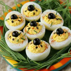- 6 large eggs - 3 tablespoons mayonnaise - 1 teaspoon Dijon mustard - 1 teaspoon vinegar (white or apple cider) - Salt and pepper to taste - Black olives, sliced (for eyes) - Fresh chives, cut into small pieces (for beaks) - Paprika (for garnish)