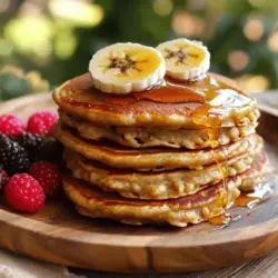 For these pancakes, you need simple items. Here's what you will need: - 1 cup rolled oats - 1 ripe banana (mashed) - 1 cup milk (dairy or non-dairy) - 1 large egg - 1 tablespoon honey (or maple syrup) - 1 teaspoon baking powder - 1/2 teaspoon cinnamon - 1/4 teaspoon salt - 1 teaspoon vanilla extract - Cooking oil or butter for frying These ingredients work well together. The oats give the pancakes heartiness. The banana adds natural sweetness and moisture. Milk makes the batter smooth. The egg helps bind the mixture. Honey or maple syrup boosts the flavor. You can add fun extras to your pancakes. Here are some ideas: - Chopped nuts (like walnuts or pecans) - Chocolate chips - Fresh berries (like blueberries or strawberries) - Shredded coconut - A spoonful of nut butter Adding any of these gives the pancakes a unique twist. You can mix them into the batter or sprinkle them on top. If you have specific dietary needs, you can adjust the recipe. Here are some easy swaps: - Use gluten-free oats for a gluten-free version. - Replace the egg with a flaxseed meal or chia seed mixture for a vegan option. - Choose almond milk or oat milk for a dairy-free choice. - Swap honey for agave syrup if you want a vegan sweetener. These substitutions let everyone enjoy the pancakes. You can make them fit your diet while keeping them tasty. For the full recipe, check out the details above. To start, grab 1 cup of rolled oats. Place them in a blender or food processor. Pulse them until they look like flour. This step makes a great base for our pancakes. Once done, transfer the oat flour to a mixing bowl. Next, it's time to mix! Add the following ingredients to the bowl: - 1 ripe banana (mashed) - 1 cup milk (dairy or non-dairy) - 1 large egg - 1 tablespoon honey (or maple syrup) - 1 teaspoon baking powder - 1/2 teaspoon cinnamon - 1/4 teaspoon salt - 1 teaspoon vanilla extract Mix everything until just combined. The batter should feel slightly thick. Don't overmix; a few lumps are okay. Now, preheat a non-stick skillet or griddle over medium heat. Lightly grease it with cooking oil or butter. Pour 1/4 cup of batter onto the skillet for each pancake. Cook until bubbles form on the surface and the edges look set, about 2-3 minutes. Flip the pancakes carefully. Cook for another 2-3 minutes on the other side until they turn golden brown. Remove the pancakes and keep them warm. Repeat this until you cook all the batter. For the full recipe, check out the full section above. Enjoy your delicious banana oatmeal pancakes! To get the best texture, blend your oats well. Aim for a fine flour. This helps the pancakes rise and stay fluffy. Mix the wet and dry ingredients gently. Over-mixing can make pancakes tough. Let the batter rest for a few minutes. This allows the oats to absorb the liquid. Your pancakes will turn out soft and tender. One common mistake is using too much liquid. If your batter is thin, the pancakes will spread too much. Another mistake is cooking on high heat. This can burn the outside while leaving the inside raw. Always cook on medium heat. Lastly, don't forget to grease your pan. This prevents sticking and helps the pancakes cook evenly. Serve your pancakes warm for the best taste. Stack them high on a plate. Drizzle with honey or maple syrup for sweetness. Fresh fruit like banana slices or berries adds color and flavor. Sprinkle some cinnamon on top for an extra touch. Enjoy your pancakes with a side of yogurt for creaminess. For the full recipe, check the section above. {{image_2}} You can make gluten-free banana oatmeal pancakes easily. Just use certified gluten-free oats. This ensures no gluten mixes in, making them safe for those with gluten sensitivities. The oats provide a great texture. They will still taste delicious and fluffy. To make a vegan version, swap the egg with a flax egg. Mix one tablespoon of ground flaxseed with three tablespoons of water. Let it sit for five minutes to thicken. You can also use plant-based milk, like almond or oat milk. This way, everyone can enjoy these tasty pancakes. You can add fun flavors to your pancakes. Try mixing in chocolate chips for a sweet treat. Blueberries also work great; they burst with juice when you cook them. You can even experiment with spices, like nutmeg or cardamom. These simple changes can bring new excitement to your breakfast. For the full recipe, check out the previous section. To keep your leftover pancakes fresh, let them cool first. Place them in a stack on a plate. Cover the stack with plastic wrap or foil. You can also keep them in an airtight container. Store them in the fridge for up to three days. This way, they stay soft and tasty. When you want to eat your leftover pancakes, you have a few good options. The microwave is quick. Just place pancakes on a plate and heat for about 30 seconds. You can also use a toaster or toaster oven. This method makes them crispy! For the best taste, reheat them on a skillet over low heat for about two minutes on each side. To freeze pancakes, make sure they are fully cooled. Place a piece of parchment paper between each pancake. This prevents them from sticking together. Then, put them in a freezer bag or container. Be sure to remove as much air as possible. You can freeze them for up to two months. When you're ready to eat, just reheat them straight from the freezer. Enjoy these delicious banana oatmeal pancakes anytime! For the full recipe, check out the earlier section. Yes, you can make these pancakes without eggs. To replace one egg, use 1/4 cup of unsweetened applesauce or mashed banana. Both options keep the pancakes moist and add natural sweetness. If you use applesauce, the flavor stays mild. If you use banana, the flavor gets a bit stronger. Each option works well and gives you a tasty pancake. To make these pancakes healthier, consider these tips: - Use whole-grain oats instead of regular oats for more fiber. - Swap honey for a natural sweetener like stevia or use less sweetener. - Add in some chia seeds or flaxseeds for extra nutrients. - Use almond milk or oat milk instead of regular milk for fewer calories. These changes help you enjoy a delicious meal that fits a healthier diet. The best toppings for Banana Oatmeal Pancakes include: - Fresh sliced bananas - A drizzle of honey or maple syrup - A sprinkle of cinnamon or nutmeg - Chopped nuts like walnuts or pecans - A dollop of yogurt - Fresh berries like strawberries or blueberries These toppings add flavor and color, making your pancakes even more enjoyable. You can mix and match for a fun experience! For the complete recipe, refer to the Full Recipe section. Banana oatmeal pancakes are easy, tasty, and healthy. We covered key ingredients and add-ins, plus tips for the best texture. I shared step-by-step instructions to help you cook perfect pancakes every time. You can also try variations to fit your needs. Lastly, storing pancakes is simple for later use. Whether you enjoy them warm from the skillet or as a meal prep option, these pancakes will satisfy. Enjoy your delicious creations today!