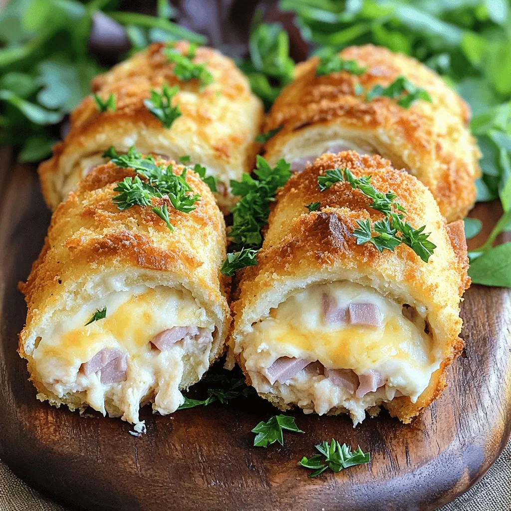For this dish, you need: - 2 large chicken breasts - 4 slices of ham (black forest or prosciutto works best) - 4 slices of Swiss cheese - 1 cup all-purpose flour - 2 eggs, beaten - 1 cup breadcrumbs (panko gives extra crunch) - 1 teaspoon garlic powder - 1 teaspoon paprika - 1 teaspoon dried thyme - Salt and pepper to taste - 1/4 cup cream cheese, softened - 1 tablespoon Dijon mustard - 2 tablespoons fresh parsley, chopped (for garnish) - Cooking oil for frying