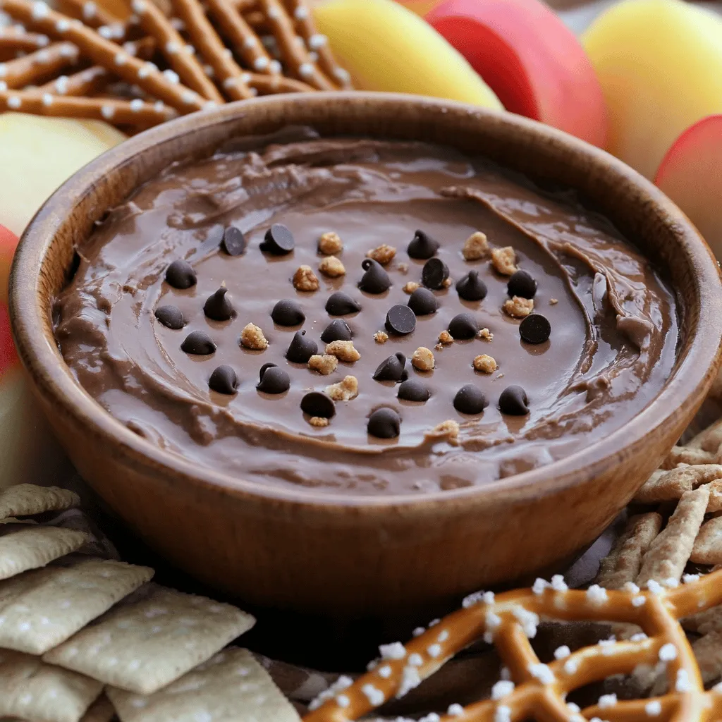 To make a tasty Chocolate Chip Cookie Dough Dip, you need these simple ingredients: - 1 cup all-purpose flour - 1/2 cup brown sugar, packed - 1/4 cup granulated sugar - 1/2 cup unsalted butter, softened - 1 teaspoon vanilla extract - 1/2 teaspoon salt - 1/4 cup almond milk (or regular milk) - 1/2 cup mini chocolate chips - 1/4 cup chopped nuts (optional) - Serving suggestions: Graham crackers, fruit, or pretzel sticks These ingredients create a creamy dip that tastes just like cookie dough. Make sure to use softened butter for the best texture. You can easily find all these items at your local grocery store. For a fun twist, try adding chopped nuts or different chocolate types. This dip is perfect for parties, movie nights, or just a sweet treat at home. You can enjoy it with graham crackers, fresh fruit, or pretzel sticks for dipping. Check out the Full Recipe for step-by-step instructions to create this delightful dessert. To make sure our cookie dough dip is safe, we must bake the flour. Start by spreading 1 cup of all-purpose flour on a baking sheet. Preheat your oven to 350°F (175°C). Bake the flour for 5 minutes. This step kills any harmful bacteria. After baking, let the flour cool completely before using it in your dip. In a large mixing bowl, we will combine the base ingredients. Add 1/2 cup of softened unsalted butter, 1/2 cup of brown sugar, and 1/4 cup of granulated sugar to the bowl. Using an electric mixer or a whisk, cream them together until the mixture looks smooth and fluffy. This step is key to getting a light texture in our dip. Now, let's add more flavor. Mix in 1 teaspoon of vanilla extract and 1/2 teaspoon of salt. This will enhance the taste. Next, we will add the cooled flour. Do this gradually, mixing well. Alternate adding 1/4 cup of almond milk (or regular milk) with the flour. Keep mixing until everything is smooth. After that, it’s time to add the fun stuff! Gently fold in 1/2 cup of mini chocolate chips. If you like nuts, add 1/4 cup of chopped nuts at this point. Mix them until they are evenly spread throughout the dip. Finally, if you want a cooler dip, place it in the fridge for about 30 minutes. Now, you can enjoy this delicious cookie dough dip with graham crackers, fruit, or pretzel sticks for dipping. For the full recipe, check out the earlier section! To get a smooth and creamy dip, start with softened butter. This helps the sugars blend well. Cream the butter with brown sugar and granulated sugar until fluffy. The key is to mix thoroughly. Once you add the flour, do it slowly. This keeps the dip from becoming lumpy. If you want a creamier dip, add a bit more almond milk. It will make the dip even more delightful! Want to change things up? You can add spices like cinnamon or nutmeg for warmth. These spices make the dip special. You can also mix in different types of chocolate chips. Try dark chocolate or white chocolate for a twist. If you like nuts, add chopped walnuts or pecans. These add crunch and flavor. You can also fold in a bit of peanut butter for a richer taste. Chilling the dip is a smart move. It helps the flavors meld together. Plus, it makes the dip firmer. I recommend chilling it for about 30 minutes before serving. This makes a big difference in taste and texture. If you are in a hurry, you can skip this step. But trust me, chilling is worth it for that perfect bite. Check out the Full Recipe for more details! {{image_2}} When making chocolate chip cookie dough dip, you can get creative with variations. This lets you enjoy new flavors and meet different dietary needs. You can change up the sweetness in this dip. Using maple syrup or coconut sugar provides a unique taste. Both options are great for a natural sweetness. If you want a sugar-free dip, consider using erythritol or stevia. These sweeteners work well, keeping the dip tasty without added sugar. Adding different extracts can change the flavor. Almond or hazelnut extracts offer a nice twist. You can also mix in cocoa powder for a rich chocolate flavor. Peanut butter adds creaminess and depth. Try these for a fun spin on the classic recipe. For those with special diets, I have great options. Use gluten-free flours like almond or coconut flour to make the dip gluten-free. For a dairy-free version, replace butter with coconut oil or a dairy-free spread. This keeps the dip creamy without any dairy. These swaps allow everyone to enjoy this tasty treat. For the full recipe, check out the guide above. Enjoy making your own versions! To keep your cookie dough dip fresh, store it in an airtight container. Place it in the fridge as soon as you finish serving. This helps maintain its creamy texture and flavor. Always use a clean spoon to scoop out the dip. This prevents germs and keeps your dip tasting great. If you want to save some for later, you can freeze the dip. First, put it in a freezer-safe container. Make sure the lid is tight. Freeze it for up to three months. To thaw, simply move it to the fridge overnight. Stir it well before serving again. This way, it will taste just as good! In the fridge, your cookie dough dip can last about five days. If you freeze it, it can last for up to three months. However, for the best taste, try to eat it within a month. Always check for any signs of spoilage before enjoying. Keeping track of these time frames helps you enjoy this treat at its best! No, raw flour can contain harmful bacteria. To make it safe, always bake the flour first. Spread it on a baking sheet and bake at 350°F for 5 minutes. This kills any bad germs. Let it cool before mixing it into your dip. Following this step keeps your cookie dough dip safe to enjoy. If you need a dairy-free option, you can use coconut oil. It gives a nice texture and flavor. You can also try using vegan butter. This works well as a 1:1 substitute for regular butter. Applesauce is another option, but it may change the taste more. Choose your substitute based on what you like best! You can serve this dip with graham crackers for a sweet crunch. Fresh fruit like apple slices or strawberries works great too. Pretzel sticks add a salty touch that pairs nicely with the sweet dip. You can also use cookies. Try different dippers to find your favorite! Some stores sell pre-made cookie dough dip. Look at local grocery stores or specialty shops. Brands like Betty Crocker or Pillsbury often have options. These can save time when you want a quick treat. Always read labels to find one that suits your taste and needs. We've covered easy steps to make a tasty Chocolate Chip Cookie Dough Dip. You learned about essential ingredients, safe baking practices, and tips for the best texture. We discussed fun alternatives and how to store your dip properly. Lastly, answers to common questions shared more ways to enjoy this treat. This dip is fun, versatile, and perfect for any gathering. Enjoy making it, sharing it, and most importantly, savoring every bite!