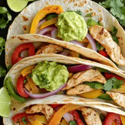 - 1 pound chicken breast, sliced into thin strips - 3 types of bell peppers (red, yellow, green) - 1 red onion, sliced For this dish, you will need fresh chicken and colorful veggies. I love using three bell peppers for their sweet taste and bright colors. The red onion adds a nice bite. When you mix these ingredients, you get a feast for your eyes and stomach! - Chili powder - Cumin - Smoked paprika - Garlic powder - Onion powder - Salt and black pepper to taste Spices make this meal pop! Chili powder adds heat, while cumin and smoked paprika offer deep flavor. Garlic and onion powder give it a savory touch. Don’t forget to season with salt and pepper to make it all come together. - Sour cream - Guacamole - Salsa - Fresh cilantro - Lime wedges Toppings can make your fajitas even better! A dollop of sour cream cools the heat. Guacamole adds creaminess, and salsa brings freshness. A sprinkle of cilantro brightens the dish, and a squeeze of lime gives it a zing. You can find the full recipe above to guide you through this delicious meal. - Preheat your oven to 425°F (220°C). - In a large bowl, combine the sliced chicken, red, yellow, and green bell peppers, along with the red onion. - Drizzle olive oil over the chicken and vegetables. - Add chili powder, cumin, smoked paprika, garlic powder, onion powder, salt, and black pepper. - Toss everything together until well coated. - Spread the mixture evenly on a parchment-lined sheet pan. - Bake for 20-25 minutes. Stir halfway through for even cooking. This simple process gives you a vibrant dish full of flavor. For the full recipe, check out the details above! To get the best texture in your sheet pan fajitas, set your oven to 425°F (220°C). This temperature cooks the chicken and veggies just right. Stir the mix halfway through cooking. This step helps everything cook evenly and prevents burning. You can switch up the protein in your fajitas. Try beef, shrimp, or tofu. Each choice brings a unique taste. You can also add more veggies like zucchini, mushrooms, or corn. These additions can give your dish more color and flavor. There are many fun ways to serve your fajitas. You can let everyone build their own with tortillas and toppings. Some great toppings to try are sour cream, guacamole, and salsa. For sides, consider rice, beans, or a fresh salad. To drink, pair your fajitas with a cold beer or a fruity mocktail. {{image_2}} You can make delicious vegetarian fajitas! Just swap the chicken for plant-based proteins like tofu or tempeh. These options absorb flavors well and add great texture. I like to use extra vegetables like zucchini, mushrooms, or corn. They make the dish colorful and tasty! Do you want more heat? Add sliced jalapeños or your favorite hot sauce to the mix. Start with a small amount, then taste. You can always add more spice if needed. Adjust the heat to your liking, so everyone enjoys their meal. Want to try different flavors? Marinate the chicken ahead of time for extra taste. Use lime juice, soy sauce, or even teriyaki for a fun twist. Mix in fresh herbs like cilantro or basil to change the flavor profile. Each marinade gives your fajitas a unique flair. For the full recipe, check out the Sizzlin' Sheet Pan Fajitas section! To store your fajitas, use an airtight container. Place the chicken and veggies in the container and seal it well. This method keeps your meal fresh. You can refrigerate leftovers for up to three days. Make sure to let them cool down first before sealing. You can freeze the fajita mixture for later use. First, let the cooked fajitas cool completely. Then, place them in a freezer-safe bag. Squeeze out excess air to prevent freezer burn. You can freeze them for up to three months. When you are ready to eat, thaw the mixture in the fridge overnight. To reheat, the oven works best for texture. Preheat it to 350°F (175°C). Spread the fajitas on a baking sheet and warm for about 10-15 minutes. You can also use a microwave for quick reheating. Just place the mixture in a microwave-safe bowl and heat it for one minute. Stir and check if it’s hot enough. If not, heat for 30 more seconds. Use whichever method you prefer, but the oven gives better results. To boost the flavor of your fajitas, you can add a few simple tweaks. First, try marinating the chicken for a few hours. A mix of lime juice, olive oil, and spices works great. You can also add fresh herbs like cilantro or parsley. For more heat, toss in sliced jalapeños. Using fresh vegetables boosts taste too. Don't forget to season with salt and pepper well. This enhances all the flavors. Yes, you can prep the fajitas ahead of time! Slice the chicken and veggies a day before. Store them in an airtight container in the fridge. You can mix the spices in a separate bowl. Just combine everything when you’re ready to cook. If you have leftovers, keep them in the fridge for up to three days. Sheet pan fajitas pair well with many sides. Some great options include: - Mexican rice - Refried beans - Corn on the cob - A fresh green salad - Chips and salsa These sides add variety and make for a fun meal! This blog post shared a simple sheet pan fajitas recipe. You learned about the key ingredients, steps, and tips for cooking. I covered fun variations and smart storage ideas. You can easily make this dish your own, whether you prefer chicken, veggies, or spicy heat. Fajitas are great for meal prep, fun dinners, or a tasty snack. With its vibrant flavors and fresh options, fajitas can please anyone. Dive in and enjoy making this dish again and again!