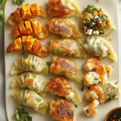 - 1/2 lb ground pork - 1 cup napa cabbage, finely chopped - 2 green onions, chopped - 1 tablespoon soy sauce - 1 teaspoon ginger, grated - 1 teaspoon garlic, minced - 1 package potsticker wrappers - 1 cup mushrooms, finely chopped - 1 cup carrots, grated - 1/2 cup bell peppers, finely chopped - 1 tablespoon soy sauce - 1 teaspoon sesame oil - 1 teaspoon garlic, minced - 1/2 lb ground chicken - 1/2 cup green beans, finely chopped - 1 tablespoon sriracha - 1 tablespoon soy sauce - 1 teaspoon ginger, grated - 1/2 lb shrimp, peeled and chopped - 1/4 cup cilantro, chopped - 1 tablespoon lime juice - 1 teaspoon garlic, minced - 1 cup sweet potato, cooked and mashed - 1/4 cup feta cheese, crumbled - 1 tablespoon mint, chopped - 1 teaspoon lemon juice These ingredients are the base for making potstickers five different ways. Each recipe uses fresh and simple items. You can mix and match flavors to find your family's favorites. If you want to explore all the methods, check the Full Recipe for detailed steps. To make potstickers, start by preparing your fillings. For Classic Pork Potstickers, mix these ingredients in a bowl: - 1/2 lb ground pork - 1 cup napa cabbage, finely chopped - 2 green onions, chopped - 1 tablespoon soy sauce - 1 teaspoon ginger, grated - 1 teaspoon garlic, minced For Vegetable Delight Potstickers, use: - 1 cup mushrooms, finely chopped - 1 cup carrots, grated - 1/2 cup bell peppers, finely chopped - 1 tablespoon soy sauce - 1 teaspoon sesame oil - 1 teaspoon garlic, minced For Spicy Chicken Potstickers, combine: - 1/2 lb ground chicken - 1/2 cup green beans, finely chopped - 1 tablespoon sriracha - 1 tablespoon soy sauce - 1 teaspoon ginger, grated For Shrimp & Cilantro Potstickers, you need: - 1/2 lb shrimp, peeled and chopped - 1/4 cup cilantro, chopped - 1 tablespoon lime juice - 1 teaspoon garlic, minced Lastly, for Sweet Potato & Feta Potstickers, mix together: - 1 cup sweet potato, cooked and mashed - 1/4 cup feta cheese, crumbled - 1 tablespoon mint, chopped - 1 teaspoon lemon juice Now it's time to assemble! Take a potsticker wrapper and spoon about 1 tablespoon of filling in the center. Wet the edges of the wrapper with a little water. Fold it in half and pinch to seal, creating pleats if you like. Repeat this until you use all your filling. For cooking, heat 1 tablespoon of oil in a non-stick skillet over medium-high heat. Place your potstickers in the skillet and cook for about 2-3 minutes or until the bottoms are golden brown. Carefully add 1/4 cup of water to the skillet. Cover immediately to steam the potstickers. Lower the heat and let them steam for about 5-7 minutes until the water is gone. After that, remove the lid and let them crisp for another minute. To serve, take the potstickers out of the skillet and place them on a serving platter. They taste great hot with soy sauce, chili oil, or any dipping sauce you enjoy. For more details, check the Full Recipe. To get that perfect crisp, start with a hot skillet. Heat oil over medium-high heat until it shimmers. Place your potstickers in the pan without crowding them. Cook until the bottoms turn golden brown, about 2-3 minutes. Then, add water carefully and cover. This steams them, making them tender inside. When the water evaporates, uncover and let them fry for another minute. This double cooking method gives you that crispy texture you want. Filling potstickers can be tricky, but practice makes perfect. Use about 1 tablespoon of filling for each wrapper. Too much filling makes sealing hard. Wet the edges of the wrapper with water to help it stick. Pinch tightly to seal, and create pleats for a nice look. Make sure there are no air pockets inside. This keeps them from bursting while cooking. Dipping sauces really enhance your potstickers. I love simple soy sauce mixed with a splash of rice vinegar. For a spicy kick, add sriracha or chili oil. You can also mix soy sauce with sesame oil and chopped green onions. Sweet soy sauce pairs well with shrimp potstickers. Each dip brings out different flavors, so try a few! For more ideas, check the Full Recipe. {{image_2}} You can use many proteins for potstickers. If you want to switch things up, try these options: - Ground chicken: Use it for a leaner option. - Tofu: Crumble firm tofu for a plant-based choice. - Ground beef: Ideal for a richer flavor. - Turkey: A great low-fat alternative. Each protein adds unique flavor and texture. Mix it with your favorite veggies and seasonings for the best results. Making gluten-free potstickers is easy. Use gluten-free wrappers instead of traditional ones. You can find these in many stores. For the filling, focus on safe ingredients like: - Ground meats: Chicken, pork, or beef are all gluten-free. - Vegetables: Always a safe choice. - Gluten-free soy sauce: This keeps the taste without the gluten. Experimenting with these options can lead to delicious results! Vegetables can add color and flavor to potstickers. You can mix and match to your taste. Here are some ideas: - Mushrooms and spinach: This combo is earthy and tasty. - Carrots and zucchini: These add sweetness and crunch. - Bell peppers and corn: Bright and colorful for a fun twist. - Kale and leeks: A hearty mix that packs a punch. Combine any of these veggies with seasonings like garlic or soy sauce for a flavorful filling. Enjoy the creativity in your cooking! For more detailed steps, check out the Full Recipe. To store uncooked potstickers, place them on a baking sheet lined with parchment paper. Make sure they do not touch each other. Cover the sheet with plastic wrap and put it in the fridge. They will stay fresh for about 24 hours. If you want to keep them longer, freeze them. Once frozen, transfer them to a freezer bag. They can last up to three months in the freezer. Cooked potstickers can be stored in an airtight container. Allow them to cool completely before sealing. They can stay in the fridge for up to three days. If you want to keep them longer, you can freeze them as well. Just make sure to place a piece of parchment paper between layers to avoid sticking. To reheat cooked potstickers, use a non-stick skillet. Add a small amount of oil and heat over medium. Place the potstickers in the pan and add a splash of water. Cover the pan to steam and heat them through. This method keeps them crispy. You can also microwave them for a quick option. Place them on a microwave-safe plate, cover with a damp paper towel, and heat in short bursts until warm. Enjoy your potstickers with your favorite dipping sauce! For the full recipe, refer to the [Full Recipe]. Potstickers are made of a thin wrapper filled with tasty ingredients. Common fillings include ground meats, vegetables, and herbs. You can find many types of potstickers, such as pork, chicken, shrimp, or vegetable blends. The wrappers are usually made from flour and water, giving them a chewy texture. To make potstickers from scratch, follow these easy steps: 1. Make the dough: Mix flour and water until the dough forms. Knead it for a few minutes. 2. Roll out the dough: Divide the dough into small pieces and roll each into thin circles. 3. Prepare the filling: You can use any filling you like. For example, mix ground pork, chopped cabbage, soy sauce, and ginger. 4. Fill the wrappers: Spoon a small amount of the filling onto each wrapper. Wet the edges, fold, and seal them well. 5. Cook: Heat oil in a pan, place the potstickers, and fry until golden. Then, add water, cover, and steam until cooked. This method gives you fresh, homemade potstickers that taste amazing. Check out the Full Recipe for more details. Yes, you can freeze potstickers. To freeze, place uncooked potstickers on a baking sheet, ensuring they don’t touch. Freeze them for about an hour, then transfer them to a freezer bag. They can last up to three months in the freezer. When ready to cook, you can cook them straight from frozen; just add a few extra minutes to the cooking time. The main difference lies in their cooking methods. Potstickers are usually pan-fried first, then steamed. This gives them a crispy bottom and a soft top. Dumplings, on the other hand, can be boiled or steamed without frying. The flavors and fillings may be similar, but the texture is what sets them apart. We explored various potsticker recipes, from classic pork to sweet potato and feta. You learned how to prepare fillings, assemble, and cook them perfectly. I shared tips for crispy results and tasty dips too. Experiment with different proteins and veggies for fun variations. Proper storage and reheating will keep your potstickers fresh. Enjoy making these tasty bites at home. Try out your favorite recipe and share your success!