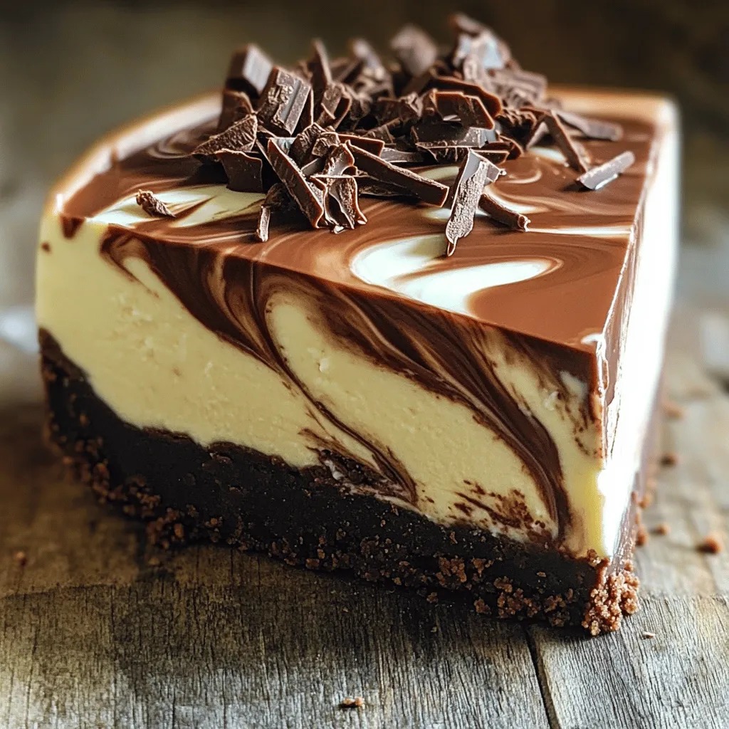 Creating a no-bake chocolate cheesecake is easy with the right ingredients. Here’s what you need: - Chocolate Graham Cracker Crust Components - 1 ½ cups chocolate graham cracker crumbs - ½ cup unsalted butter, melted - Cream Cheese Filling Ingredients - 2 cups cream cheese, softened - 1 cup powdered sugar - 1 teaspoon vanilla extract - 1 cup heavy whipping cream - 6 ounces semi-sweet chocolate, melted and cooled - Topping Options - Chocolate shavings - Cocoa powder for garnish Using quality ingredients is key. The chocolate graham cracker crumbs give the crust its rich flavor. Softened cream cheese makes the filling creamy. The whipped cream adds lightness. Melted chocolate brings a deep chocolate taste, making every bite a delight. You can find the full recipe linked above for more details. Enjoy your cooking adventure! To make the crust, I start by mixing the chocolate graham cracker crumbs with melted butter. I use a medium bowl for this. Stir until the crumbs feel wet, like sand. This helps form a strong base for the cheesecake. Next, I press this mixture firmly into the bottom of a 9-inch springform pan. I make sure to create an even layer. Using the back of a measuring cup works great for compacting it well. Once it’s ready, I pop the pan in the fridge while I prepare the filling. Now, I move on to the filling. I take a large mixing bowl and beat the softened cream cheese with an electric mixer. I mix until it's smooth and creamy. Then, I gradually add powdered sugar. I keep mixing until it is well combined. After that, I mix in the vanilla extract and the melted chocolate. This will give the filling a rich flavor. I want it to be creamy and smooth, so I keep at it until everything blends perfectly. With the filling ready, I whip up some heavy cream in a separate bowl. I whip it until stiff peaks form. This step is key to making the filling light. I then gently fold the whipped cream into the cream cheese mixture. I use a spatula and take care not to deflate the whipped cream. This keeps the filling airy. Once fully combined, I pour the filling into the chilled crust. I smooth the top with a spatula to make it look nice. Now comes the waiting part. I cover the cheesecake with plastic wrap and put it in the fridge. It needs to chill for at least 4 hours, but overnight is best. This helps it set properly. When it's ready to serve, I carefully remove the sides of the springform pan. For a finishing touch, I garnish with chocolate shavings or a dusting of cocoa powder. This makes the cheesecake look fancy and inviting. To make a great crust, press it evenly into the pan. Start by mixing the chocolate graham cracker crumbs with melted butter. Use a firm hand to press the mixture down. This helps create a solid base. A measuring cup works well for pressing down the crumbs evenly. Make sure to cover the bottom and the edges. After you form the crust, refrigerate it while you prepare the filling. This sets it nicely. To avoid lumps in the cream cheese, make sure it is very soft. Let it sit at room temperature before mixing. Use an electric mixer to beat the cream cheese until it's smooth. When you add whipped cream, fold it in gently. Use a spatula to lift and turn the mixture. This keeps the whipped cream airy. A light filling makes each bite melt in your mouth. Pair the cheesecake with fruits like raspberries or strawberries. They add a nice burst of flavor. You can also drizzle chocolate or caramel sauce on top for extra sweetness. For special occasions, consider using decorative plates. Add chocolate shavings or a dusting of cocoa powder on top. This makes the dessert look fancy and inviting. If you want to explore more about this delightful dessert, check out the Full Recipe for all the details! {{image_2}} You can change the flavor of your no-bake chocolate cheesecake. Try using different types of chocolate. Dark chocolate adds a rich taste. White chocolate gives a sweet, creamy touch. You can also mix in flavors like raspberry or mint. These will brighten the cheesecake and add a fun twist. Just fold in the new flavors before adding the whipped cream. If you need gluten-free options, use gluten-free chocolate graham crackers. They work just as well as regular ones. For a dairy-free cheesecake, replace cream cheese with a dairy-free cream cheese. You can also use coconut cream instead of heavy cream. These swaps keep the taste rich while meeting your dietary needs. Mini cheesecake cups are a great way to serve this treat. You can use small cups or jars for fun presentations. This makes it easy for guests to grab their own dessert. For individual servings, pour the filling into muffin tins lined with paper cups. This way, everyone gets their own slice. These ideas make your cheesecake even more enjoyable! To keep your no-bake chocolate cheesecake fresh, store leftovers in the fridge. Use an airtight container to prevent it from absorbing other smells. Wrap the cheesecake tightly in plastic wrap if you don't have a container. This method keeps the flavors intact. - Store in the fridge for up to 5 days. - Use a springform pan for easy removal. You can freeze this cheesecake if you have leftovers. First, remove the cheesecake from the springform pan. Wrap it tightly in plastic wrap, then cover with aluminum foil. This double layer protects it from freezer burn. - Freeze for up to 3 months. - To thaw, place it in the fridge overnight. This helps maintain the texture. Enjoy your delicious no-bake chocolate cheesecake at its best! For a complete guide, check the Full Recipe. A no-bake cheesecake lasts about 4 to 5 days in the fridge. Make sure to store it in an airtight container. This helps keep it fresh and tasty. For best results, avoid leaving it out for long periods. You can use low-fat cream cheese, but the texture may change. Low-fat cream cheese can make the cheesecake less creamy. It might also taste a bit different compared to full-fat cream cheese. If you want a rich flavor, stick with the full-fat option. To prevent cracks, chill the cheesecake slowly. Rapid temperature changes can cause it to crack. Ensure your cheesecake cools at room temperature before you put it in the fridge. Also, avoid over-mixing the filling. This keeps the air bubbles small and helps it set evenly. Yes, you can make this cheesecake a day or two ahead. Making it ahead gives it time to chill and set well. Just cover it tightly in the fridge until you're ready to serve. This makes it a great choice for parties or gatherings. For the full recipe, check out the complete details. This guide showed how to create a tasty no-bake cheesecake. We covered essential ingredients, step-by-step instructions, and helpful tips. You now know about variations and storage practices for your cheesecake. Remember, the key is in using quality ingredients and taking your time. With these skills, you can impress anyone with your cheesecake creation. Enjoy every bite and share your sweet success with friends!