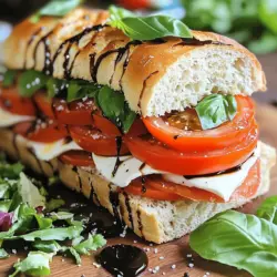 - Rustic Italian bread - Ripe tomato - Fresh mozzarella cheese - Fresh basil leaves - Balsamic glaze - Olive oil - Salt and black pepper - Optional ingredients - Recommended brands or sources for ingredients To make a great Caprese sandwich, you need fresh ingredients. Here’s a detailed list. - Rustic Italian bread: Look for crusty bread. It should be thick enough to hold the filling. A good brand is Ciabatta or Focaccia. - Ripe tomato: Use a large, juicy tomato. Heirloom or vine-ripened tomatoes work best. They add flavor and color. - Fresh mozzarella cheese: Choose high-quality mozzarella. It should be soft and creamy, not rubbery. Brands like BelGioioso are great options. - Fresh basil leaves: Look for vibrant green leaves. They should smell fresh. This herb adds a sweet aroma and taste. - Balsamic glaze: A drizzle of balsamic glaze adds sweetness. You can find it in stores or make your own. - Olive oil: Use extra virgin olive oil for the best taste. It will enhance the sandwich's flavors. - Salt and black pepper: Basic but essential. They bring all the flavors together. Optional ingredients: You can add sliced avocado for a creamy touch. It adds healthy fats and makes it richer. When sourcing ingredients, visit local farmers' markets for fresh produce. Specialty stores often stock the best cheeses and breads. Always choose organic when possible to enjoy the best flavors. For the full recipe of this delightful sandwich, check the previous section. Enjoy making your Caprese sandwich! Start by choosing rustic Italian bread. It should be thick and sturdy. This bread holds toppings well and adds great flavor. To toast the bread, heat your toaster or oven. Toast until golden brown and crisp. This step adds texture and warmth to your sandwich. Drizzle olive oil on one side of each slice once toasted. This adds flavor and helps keep the sandwich together. Now, let's build your sandwich! Begin with the sliced tomatoes on one slice of bread. Arrange them in a slightly overlapping fashion. Next, sprinkle a pinch of salt and freshly ground black pepper on the tomatoes. This enhances their natural flavor and makes them pop. Place the fresh mozzarella slices evenly over the tomatoes. Cover them completely for a creamy, rich taste. If you want extra creaminess, add avocado slices on top of the mozzarella. This step is optional but delicious! Add fresh basil leaves generously over the mozzarella. The basil gives a fragrant and fresh touch. Finally, drizzle balsamic glaze over the basil. This adds a sweet and tangy layer that blends beautifully. Carefully place the second slice of toasted bread on top. Make sure the olive oil side is down. Press down gently to compact the sandwich. This helps bind all the tasty layers together. To serve, cut the sandwich in half diagonally. This makes it easier to eat and looks nice. For a fun touch, serve on a wooden board or colorful plate. Add extra basil and a drizzle of balsamic glaze to impress! You can also add a side of mixed greens or chips for a complete meal. Enjoy your Fresh Caprese Sandwich! Using fresh herbs is key for a vibrant taste. Fresh basil gives that bright flavor. Dried herbs can work in a pinch but lack the same punch. For a twist, try adding a sprinkle of garlic powder or a pinch of red pepper flakes. These give your sandwich a fun kick. Plating can make your sandwich pop. Serve it on a rustic wooden board for a charming look. You can cut the sandwich in half and stand it up. This way, the layers show off their colors. For garnishing, add extra basil leaves or a small bowl of balsamic glaze. A side of mixed greens or crispy potato chips adds color and crunch. You don’t need fancy tools to make a great sandwich. A good knife is essential for slicing. Use a sturdy cutting board to protect your counters. If you want to toast the bread, a non-stick skillet works well. Choose tools that feel good in your hands. Comfort is key for enjoyable cooking. {{image_2}} You can make your Caprese sandwich even more fun. First, try different cheeses. Instead of fresh mozzarella, use burrata or goat cheese. Each option adds a unique taste and texture. For the bread, switch from rustic Italian to ciabatta or sourdough. Both will hold the ingredients well. They give a nice crust and soft inside. Want to add protein? You can add grilled chicken or turkey slices. These options make the sandwich heartier and more filling. If you're vegan, try adding marinated tofu for extra protein. The Caprese sandwich can change with the seasons. In summer, use sun-ripened tomatoes. They taste sweet and juicy. You can also add arugula for a peppery kick. In winter, switch to roasted tomatoes. They provide warmth and a different flavor. You might even use sautéed spinach for a cozy touch. Regional variations exist, too. In Italy, some add prosciutto for saltiness. In other parts, pesto can replace basil for a twist. Pair your Caprese sandwich with refreshing drinks. A chilled lemonade or iced tea complements the flavors well. For sides, serve with a light salad or crispy potato chips. For a creative touch, stack the sandwich high and use a skewer to hold it together. You can also cut it into small triangles for easy sharing. A side of homemade pesto for dipping can make it fancy. Enjoy exploring these variations! To keep your Caprese sandwich fresh, wrap it tightly in plastic wrap. Place it in the fridge. This helps keep the bread from getting soggy. You can also use a reusable container with a lid. Make sure to eat it within two days for the best taste. If you want to keep the ingredients separate, store them in different containers. This way, you can build a fresh sandwich later. Can you freeze a Caprese sandwich? Yes, but it’s best to freeze the ingredients separately. You can freeze the bread and cheese, but tomatoes and basil do not freeze well. To freeze the bread, wrap it tightly in foil or plastic wrap. For cheese, place it in an airtight bag. When you’re ready to eat, thaw the bread and cheese in the fridge overnight. To reheat your sandwich without losing texture, use a skillet. Heat it on medium-low heat. This helps the bread get crispy again. You can also use a toaster oven to warm it up. If you prefer the microwave, place a damp paper towel over the sandwich to keep it moist. Heat for 15 seconds at a time until warm. This keeps your sandwich tasty and enjoyable! A Fresh Caprese sandwich is a simple yet tasty meal. It features fresh mozzarella, tomatoes, and basil. The sandwich comes from Italy, where it is loved for its bright flavors. The name "Caprese" means "from Capri," a beautiful island in Italy. This dish highlights fresh ingredients, making it a favorite for summer picnics or quick lunches. Yes, you can make a Caprese sandwich ahead of time. Here are some tips: - Prep the ingredients: Slice the tomatoes and mozzarella in advance. - Store separately: Keep the bread, tomatoes, and cheese in different containers. - Assemble later: Put the sandwich together just before you eat. This keeps the bread from getting soggy. - Use fresh basil: Add basil right before serving for the best flavor. To make a vegan Caprese sandwich, swap out the cheese. Try these substitutions: - Use vegan mozzarella: Look for brands that mimic the taste and texture of dairy cheese. - Add avocado: This creamy fruit adds richness and healthy fats. - Try hummus: Spread a layer of hummus for extra flavor and creaminess. These changes keep your sandwich delicious and plant-based. To find a great Caprese sandwich, look for these signs: - Fresh ingredients: The tomatoes should be ripe, and the mozzarella should be soft. - Basil quality: Fresh basil leaves should look vibrant and green. - Artisan bread: Look for rustic Italian bread that is crusty yet soft. - Balsamic glaze: A good sandwich will have a drizzle of high-quality balsamic. When you spot these quality indicators, you are likely to enjoy a delicious Caprese sandwich. For a detailed recipe, check out the Full Recipe. In this blog post, we explored the delicious world of Caprese sandwiches. We covered essential ingredients, step-by-step instructions, storage tips, and tasty variations. Fresh ingredients, like ripe tomatoes and basil, truly make a difference. Remember to enjoy layering flavors to enhance your meal. Whether you stick with classic options or try new twists, each bite is delightful. With the right tips, you can create a fantastic sandwich to share. Now, it's time to dive into making your perfect Caprese sandwich!