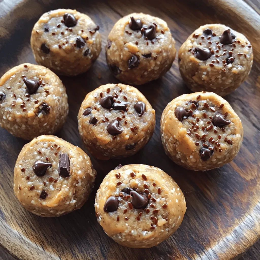 To make Peanut Butter Chocolate Chip Energy Bites, you need these key items: - 1 cup rolled oats - 1/2 cup creamy peanut butter - 1/4 cup honey or maple syrup - 1/2 cup chocolate chips (dark or semi-sweet) - 1/4 cup ground flaxseed - 1/2 teaspoon vanilla extract - A pinch of salt These ingredients work together to create a tasty and healthy snack. The oats give a nice chewy texture. Peanut butter adds creaminess and protein. Honey or maple syrup provides natural sweetness. Chocolate chips bring a fun flavor that kids love. Flaxseed boosts nutrition and adds fiber. You can customize your energy bites with these fun add-ins: - Chopped nuts (like almonds or walnuts) - Dried fruit (like raisins or cranberries) - Coconut flakes - Cinnamon or cocoa powder - Chia seeds These options allow you to mix and match flavors. Try adding chopped nuts for crunch. Dried fruit adds a chewy texture. Coconut flakes give a tropical twist. Each energy bite offers a good balance of nutrients. Here’s a quick look: - Calories: About 100 per bite - Protein: 3 grams - Fiber: 2 grams - Sugars: 5 grams These bites provide energy without too much sugar. They are great for a quick snack or a post-workout boost. You can feel good about enjoying these bites, knowing they are both tasty and nutritious. For the complete recipe, check out the Full Recipe section! To make Peanut Butter Chocolate Chip Energy Bites, start by gathering all your ingredients. In a mixing bowl, combine the rolled oats, ground flaxseed, and a pinch of salt. Stir well to mix these dry ingredients. In another bowl, combine the creamy peanut butter, honey or maple syrup, and vanilla extract. Mix until it is smooth. Next, pour the peanut butter mixture into the bowl with the dry ingredients. Stir until everything is fully combined. Finally, gently fold in the chocolate chips. This ensures they spread evenly in the mixture. Mixing well is key to great energy bites. Use a sturdy spatula or spoon to combine the ingredients. If the mixture seems too dry, add a bit more honey or peanut butter. If it's too wet, add some more oats or flaxseed. Make sure to scrape the sides of the bowl. This helps ensure all the ingredients mix together evenly. Take your time and enjoy the process. To form the bites, wash your hands first. Then, take small portions of the mixture, about 1 inch in size. Roll them into balls between your palms. This helps them hold their shape. If the mixture sticks to your hands, wet them slightly with water. Place the rolled bites on a parchment-lined baking sheet or plate. After rolling all the mixture, refrigerate the bites for at least 30 minutes. This will make them firm and easy to enjoy. For extra flair, arrange them on a decorative plate or in a small jar. Store your energy bites in a cool place. A sealed container keeps them fresh. You can use a mason jar or a plastic container. If you keep them in the fridge, they last longer. They can stay good for up to a week in the fridge. For longer storage, consider the freezer. Frozen bites can last for about three months. To boost flavor, try adding a pinch of cinnamon or a dash of sea salt. These simple additions make a big difference. You can also swap honey for maple syrup for a different taste. For texture, add chopped nuts or seeds. These add a nice crunch and extra nutrients. Making these energy bites ahead saves time. I recommend doubling the recipe for meal prep. Once made, store them in your fridge or freezer. Grab them for a quick snack or a post-workout boost. You can also roll them into different shapes for fun. Try making bars or squares instead of balls for variety. {{image_2}} You can swap honey with maple syrup. Both add sweetness. If you want something lower in sugar, try agave syrup. Coconut sugar also works well. Each sweetener gives a unique taste to your bites. Experiment and find your favorite! Peanut butter is great, but other nut butters shine too. Almond butter adds a nutty twist. Cashew butter brings a creamy texture. Sunflower seed butter is perfect for nut-free diets. Each nut butter changes the flavor and texture of your bites. Boost your bites with superfoods! Chia seeds add omega-3s and fiber. Hemp seeds give protein and healthy fats. You can also add dried fruits like cranberries or raisins. These extras make your energy bites even healthier. Check out the full recipe for more ideas! To keep your energy bites fresh, store them in an airtight container. Place the container in the fridge. This helps them stay firm and tasty. You can also use wax paper between layers if you stack them. This prevents sticking. Always check for any signs of spoilage before enjoying them. You can freeze your energy bites to enjoy later. To freeze, place them in a single layer on a baking sheet. Leave them in the freezer for about an hour. Once firm, transfer them to a freezer bag. Be sure to remove as much air as possible. When you're ready to eat, simply take out the desired amount and let them thaw in the fridge overnight. Homemade energy bites last about one week in the fridge. If you freeze them, they can last up to three months. Keep track of the dates you make them. This way, you always know how fresh they are. For the best taste, enjoy them within the first month of freezing. Yes, you can use natural peanut butter. It adds a richer flavor. However, it may be a bit runnier than creamy peanut butter. This can change the texture of your energy bites. If you choose natural peanut butter, consider adding a little more oats to help bind the mixture. To make these bites vegan, replace honey with maple syrup. This simple swap keeps the sweetness while ensuring your bites are plant-based. Use dairy-free chocolate chips too. These small changes make the energy bites suitable for everyone. Serve these bites chilled for the best taste. You can arrange them on a nice plate or in a jar. This makes them great for sharing or gifting. For a fun touch, sprinkle some extra chocolate chips on top before serving. You can also pair them with fresh fruit for a balanced snack. You learned how to make delicious Peanut Butter Chocolate Chip Energy Bites. We covered the right ingredients, step-by-step instructions, and helpful tips. I shared variations that keep things fun and exciting. Storing and freezing these bites helps keep them fresh and tasty. Overall, these bites are simple, healthy, and full of flavor. Enjoy making them and sharing them with others. You now have the tools to create perfect snacks anytime!