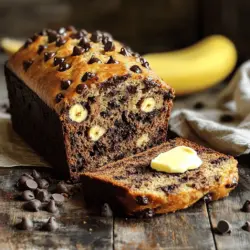 - 3 ripe bananas, mashed - 1/3 cup melted coconut oil - 1/2 cup brown sugar - 1/4 cup honey - 2 large eggs, beaten - 1 teaspoon vanilla extract To make banana bread, start with ripe bananas. They should be soft and brown. The riper they are, the sweeter your bread will taste. Next, use melted coconut oil. It adds moisture and a slight coconut flavor. For sweetness, mix brown sugar and honey. This combo gives a rich taste. Eggs and vanilla extract are also key. Eggs help bind the bread together. They also add richness and moisture. Vanilla adds a lovely aroma. - 1 teaspoon baking soda - Pinch of salt - 1 1/2 cups all-purpose flour - 1/2 teaspoon cinnamon (optional) Baking soda is a leavening agent. It helps the bread rise, making it fluffy. A pinch of salt balances the sweetness. All-purpose flour gives the bread structure. If you love spice, add cinnamon. It pairs well with banana and chocolate. - 1 cup dark chocolate chips - Nuts or seeds For an extra treat, fold in dark chocolate chips. They melt beautifully and add a rich flavor. You can also add nuts or seeds for crunch. Walnuts or pecans work well. They add texture and nutty flavors. For the full recipe, check out the [Full Recipe]. 1. Preheat oven and prepare the loaf pan First, set your oven to 350°F (175°C). Take a 9x5 inch loaf pan. Grease it with non-stick spray or line it with parchment paper. This helps the bread come out easily after baking. 2. Mix wet ingredients In a large bowl, mash the ripe bananas. Use a fork until smooth. Then, pour in the melted coconut oil. Mix well so the oil combines with the bananas. 1. Incorporate sweeteners and dry ingredients Next, add the brown sugar and honey into the banana mix. Stir until everything is blended. Beat in the eggs and vanilla extract. In another bowl, combine the baking soda, salt, and flour. If you want, add cinnamon here too. 2. Fold in optional ingredients Slowly add the dry mix to the wet mix. Stir gently until just combined. Be careful not to over-mix. Now fold in the dark chocolate chips. Make sure they spread evenly in the batter. 1. Pour batter and smooth the top Pour the batter into your prepared loaf pan. Use a spatula to smooth the top. This helps it bake evenly. 2. Baking time and checking for doneness Bake for 50-60 minutes. To check if it's done, insert a toothpick in the center. If it comes out clean, your bread is ready. Let it cool for about 10 minutes in the pan. Then, transfer it to a wire rack to cool completely. For the full recipe, refer to the section above to ensure every detail is followed for delicious results! To get the best texture in your chocolate chip banana bread, avoid over-mixing. Mix the wet and dry ingredients separately before combining them. When you mix them together, stir just until you see no more flour. This helps keep the bread soft and fluffy. Tweaking moisture levels is also key. If your bananas are small, you may need to add a bit more oil. A tablespoon or two of yogurt can add moisture too. Always check the batter; it should be thick but pourable. You can add more flavor to your bread. A pinch of nutmeg or a dash of vanilla can make a big difference. You might even try adding a bit of orange zest for a fresh twist. If you need to change ingredients for dietary needs, you can use maple syrup instead of honey. Swap regular flour for almond flour for a gluten-free option. Each change can lead to a new, tasty bread! Serving your chocolate chip banana bread can be fun. Slice it warm and add a pat of butter on top. You can also serve it with fresh fruit or whipped cream for a special treat. For garnishing, sprinkle some extra chocolate chips or chopped nuts on the top after baking. This gives it a nice look and adds texture. Try to arrange the slices on a colorful plate for a beautiful presentation. Feel free to explore the [Full Recipe] for more details on making this delightful treat! {{image_2}} You can make a yummy banana bread without chocolate. To do this, skip the chocolate chips. Replace them with nuts or dried fruit. You can use walnuts or raisins for added flavor. To keep it sweet, add an extra tablespoon of honey or sugar. You might also try pure maple syrup for a new taste. This bread will still be moist and full of banana flavor. If you need a gluten-free option, use almond flour or coconut flour. They work well and add a nice flavor. Use 2 cups of almond flour or 1 ½ cups of coconut flour. You might need to add a little more liquid. For a vegan version, swap the eggs for flax eggs. Mix 1 tablespoon of ground flaxseed with 3 tablespoons of water. Let it sit for a few minutes until it thickens. This will help bind the ingredients just like eggs. Seasonal fruits can add fun new flavors to your banana bread. In summer, try adding blueberries or strawberries. In fall, you can mix in chopped apples or pumpkin puree. If you have special occasions, add nuts like pecans or almonds for crunch. You can even sprinkle some cinnamon or nutmeg for a festive touch. This keeps your banana bread fresh and exciting! For the full recipe, check out the details above. To keep your chocolate chip banana bread fresh, try these tips: - Let the bread cool completely. - Wrap it tightly in plastic wrap. - Place it in an airtight container. These steps help keep moisture in and air out. You can also use a resealable bag. Just make sure to squeeze out the air before sealing. If you want to keep your banana bread longer, freezing is a great option. Here’s how to do it: - Slice the bread into pieces. - Wrap each slice in plastic wrap. - Place the wrapped slices in a freezer bag. To thaw, just take out a slice and leave it at room temperature. You can also use a microwave for quick thawing. For best results, eat it within three months. Chocolate chip banana bread stays fresh for a few days at room temperature. Here are the details: - At room temperature: 2-3 days. - In the fridge: up to a week. Storing in the fridge can dry it out, so only do this if you need to keep it longer. Enjoy your delicious bread at its best! You can find the full recipe [Full Recipe]. Yes, you can make banana bread without chocolate chips. If you want to change the flavor, try adding nuts or dried fruit. Walnuts and pecans work well. You can also use spices like cinnamon for warmth. Just remember, if you skip the chocolate, you might want to add a bit more sugar to keep it sweet. You can check if the banana bread is done by using a toothpick. Insert it into the center of the loaf. If it comes out clean, your bread is ready. You can also look for a golden-brown top. The edges should pull away from the pan slightly, showing it's baked well. While you can use green bananas, they won’t taste as sweet. Ripe bananas have that rich flavor we love in banana bread. If you can, let your bananas ripen until they turn brown. This way, they will add the best flavor and moisture to your bread. This chocolate chip banana bread recipe blends tasty ingredients and simple steps. We discussed essential items like ripe bananas, coconut oil, and sweeteners. You learned about mixing techniques to achieve a perfect texture and creative variations for dietary needs. In my experience, this recipe is a crowd-pleaser. With proper storage, your banana bread will stay fresh and delicious. Don't hesitate to explore different flavor options for a unique twist. Enjoy baking and sharing your banana bread!
