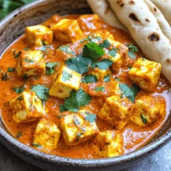 - 250g paneer, cubed - 2 medium tomatoes, pureed - 1 large onion, finely chopped Butter Paneer, also known as Paneer Makhani, shines with its main ingredients. The star is the paneer. This soft cheese gives the dish its rich texture. Use fresh, high-quality paneer for the best taste. Tomatoes add a lovely sweetness and acidity. Pureeing them brings a smooth, bright flavor. Onions contribute depth and sweetness to the sauce. They caramelize beautifully when cooked right. - 1 teaspoon cumin seeds - 1 teaspoon garam masala - 1 teaspoon red chili powder Spices elevate the dish, making it vibrant and aromatic. Cumin seeds add a warm, earthy tone. They pop in hot oil, releasing their oils and fragrance. Garam masala is a blend of spices that offers warmth and complexity. Red chili powder brings heat and color. Adjust its amount based on your spice preference. - 1/2 cup heavy cream - 2 tablespoons butter - 1 tablespoon oil - Cashew garnish (optional) Heavy cream makes the sauce luscious and creamy. It balances out the spices and adds richness. Butter enhances the flavor and gives a silky finish. A bit of oil helps with cooking the onions and spices. If you want an extra touch, use cashews for garnish. They add a nice crunch and a hint of sweetness. Check the [Full Recipe] for more details on preparation! To start, heat the butter and oil in a large skillet over medium heat. Add the cumin seeds and let them pop. This step adds a nice flavor. Next, add the finely chopped onion. Cook until the onions turn golden brown. Stir in the minced garlic and grated ginger. Cook this mix for about one minute. This will make your kitchen smell amazing. Now, add the pureed tomatoes to the skillet. Stir well and cook for 5-7 minutes. You want the oil to separate from the mixture. This shows your base is ready. Mix in the garam masala, red chili powder, turmeric powder, and salt. Let it cook for another two minutes. This part is key for rich flavors. It's time to add the main star—paneer! Gently fold in the cubed paneer. Make sure each piece gets coated in the sauce. Then, pour in the heavy cream. Stir gently to mix. This cream will give your dish that rich, creamy texture we all love. Next, bring the dish to a gentle simmer. Let it cook for about five minutes. This helps the flavors blend together nicely. Before finishing, add the kasuri methi and stir well. This gives the dish a unique, aromatic touch. Finally, garnish your Butter Paneer with fresh cilantro before serving. Enjoy this flavorful dish with naan or steamed basmati rice. For the full recipe, check out the complete instructions above! To get the right texture of paneer, make sure to use fresh paneer. Fresh paneer holds its shape and has a soft bite. You can also soak the paneer in warm water for 10 minutes before adding it to the dish. This makes it even softer. Balancing spices is key for the best flavor. Start with a small amount of red chili powder. You can always add more if you like it spicy. The garam masala adds warmth, but don't overdo it. A little goes a long way. One common mistake is overcooking the paneer. When paneer cooks for too long, it can become rubbery. Add it to the sauce, and let it heat through for about five minutes. That’s all it needs! Another mistake is skipping the kasuri methi. This dried fenugreek leaf adds a unique flavor. It brings a lovely aroma and depth to your dish. Always include it for the best taste. Butter paneer pairs well with naan or steamed basmati rice. These sides soak up the creamy sauce. You can also serve it with a side salad for freshness. For a beautiful dish, garnish with a drizzle of cream and freshly chopped cilantro. A sprinkle of red chili powder adds a pop of color. Serve hot for the best experience. {{image_2}} You can swap paneer for tofu if you want a vegan dish. Tofu absorbs flavors well, making it a great substitute. You can also use mixed vegetables like bell peppers or zucchini for a fresh twist. For cream, consider using coconut milk or cashew cream. These options keep the dish creamy while reducing calories. Across India, Butter Paneer has many styles. In North India, it often has rich spices and a smooth texture. In the South, cooks might add more heat and different spices. You can also try adding nuts like cashews or almonds for extra crunch. Fruits like raisins can add sweetness and depth too. You can make this dish vegan by using tofu and coconut milk. This way, you keep the creamy texture without dairy. For gluten-free options, Butter Paneer is naturally gluten-free. Just pair it with rice or gluten-free naan to enjoy a complete meal. To keep your Butter Paneer fresh, store leftovers in an airtight container. Let it cool to room temperature first. Place the container in the fridge. It will stay good for 3 to 4 days. When reheating, use low heat on the stove. This helps to keep the sauce creamy. Stir it often to prevent sticking. You can also microwave it, but use a microwave-safe dish and cover it loosely. You can freeze Butter Paneer for longer storage. To freeze, let it cool completely first. Then, place it in a freezer-safe container or bag. Remove as much air as possible to avoid freezer burn. It can last up to 3 months in the freezer. Label the container with the date for easy tracking. When ready to eat, thaw the Butter Paneer in the fridge overnight. If you need it fast, you can use the microwave. Use the defrost setting to avoid cooking it. Once thawed, reheat it gently on the stove. Add a splash of water or cream to restore creaminess. Heat until warm, stirring often to blend the flavors back together. For a great meal, serve it with naan or rice. Enjoy your flavorful Butter Paneer! Butter Paneer, also known as Paneer Makhani, is a rich and creamy dish from India. It features paneer, a fresh cheese made from milk, cooked in a buttery tomato sauce. This dish has roots in North Indian kitchens and is famous for its smooth texture and deep flavors. The sauce combines tomatoes, butter, and spices, creating a delightful blend that makes your taste buds dance. My love for Butter Paneer started when I first tasted it at a local restaurant. The warmth and comfort of this dish are simply unmatched. Yes, you can make Butter Paneer in advance. It stores well in the fridge for up to three days. To prepare it, cook the dish as usual, allow it to cool, and then transfer it to an airtight container. When you’re ready to eat, just reheat it gently on the stove or in the microwave. The flavors will deepen, making it even tastier. Meal prep makes busy weeknights easier, and this dish is perfect to have on hand! Butter Paneer pairs beautifully with many sides. Here are some great options: - Naan or roti for dipping - Steamed basmati rice to soak up the sauce - A fresh salad to balance the creaminess - Lassi or chai for a refreshing drink These sides enhance the meal and create a satisfying dining experience. Yes, you can replace paneer with other ingredients if needed. Here are some great substitutes: - Tofu for a vegan option - Cooked chicken for a meaty twist - Mixed vegetables for a hearty vegetarian dish Feel free to experiment based on your dietary needs or preferences. Each option offers a unique flavor profile while keeping the spirit of Butter Paneer alive. For the full recipe, check out the Butter Paneer Delight section. Butter paneer is a rich and creamy dish made with paneer, tomatoes, and spices. We discussed essential ingredients, cooking steps, and tips for perfecting this dish. Remember to balance your spices and avoid overcooking the paneer. You can adjust the recipe for dietary needs or explore regional variations for different tastes. Storing and reheating are easy with the right methods. Enjoy making this dish and sharing it with loved ones for a delightful meal.