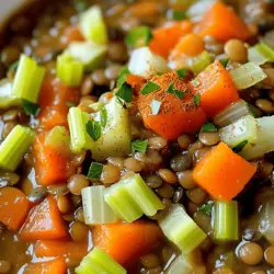 - Lentils and Vegetables - 1 cup green or brown lentils, rinsed - 1 medium onion, diced - 2 carrots, diced - 2 celery ribs, diced - 3 cloves garlic, minced I love lentils because they pack a punch of protein and fiber. They also soak up flavors well. For the veggies, I use onion, carrots, and celery. They bring sweetness and depth to the stew. Garlic adds a nice kick. - Spices and Seasonings - 1 can (14 oz) diced tomatoes - 4 cups vegetable broth - 1 teaspoon ground cumin - 1 teaspoon smoked paprika - 1 teaspoon dried thyme - Salt and pepper to taste The spices are key to a rich flavor. Cumin adds warmth, while smoked paprika gives a hint of smokiness. Thyme brings an earthy note. The tomatoes add acidity and sweetness. - Optional Garnishes - Fresh parsley for garnish Garnishing with parsley adds a fresh touch. It brightens the dish and adds color. If you want, you can also sprinkle some cheese on top. For the full recipe, check out the Easy Lentil Stew. Each ingredient plays a role in creating a comforting stew that warms you up from the inside out. Prepping the Vegetables First, wash and peel the carrots. Dice them into small pieces. Next, take the onion and chop it finely. For the celery, remove the ends and cut them into small bits, too. This mix of veggies adds great flavor. Rinsing the Lentils Grab your lentils and pour them into a fine mesh strainer. Rinse them under cold water. Check for any small stones or bad lentils. You want only the good ones for your stew. Measuring Ingredients Now, gather all your ingredients. You need one cup of lentils, two diced carrots, one chopped onion, and two celery ribs. Don’t forget the garlic, diced tomatoes, and vegetable broth. Measure out your spices too: one teaspoon of cumin, smoked paprika, and dried thyme. Sautéing the Vegetables In a large pot, heat two tablespoons of olive oil over medium heat. Add the onions, carrots, and celery. Stir them for about five to seven minutes. You want them soft and fragrant. Then, add the minced garlic and mix for one more minute. Combining Ingredients Next, add in your rinsed lentils. Pour in the diced tomatoes with their juice and the vegetable broth. Sprinkle in the cumin, smoked paprika, and thyme. Stir everything together well. Simmering the Stew Bring your pot to a boil. Once it boils, lower the heat and cover it. Let it simmer for about 30 to 35 minutes. This helps the lentils become tender. Stir occasionally. If it gets too thick, add more broth or water. Best Pairings This stew pairs well with crusty bread or a fresh salad. You can also serve it with rice or quinoa for a heartier meal. Presentation Tips When serving, spoon the stew into bowls. Sprinkle fresh parsley on top for color. This makes it look pretty and adds a bit of fresh flavor. Enjoy your Easy Lentil Stew, rich in flavor and comfort. For the full recipe, check the recipe section above! To achieve perfect lentils, rinse them well before cooking. This step removes dirt and debris. Use green or brown lentils for a great texture. They cook well and hold their shape. Adjusting seasoning is key. Taste your stew as it cooks. If it lacks flavor, add more salt, pepper, or spices. A little extra cumin or paprika can make it pop! Prepping ingredients in advance is a smart idea. Chop your veggies the night before. Store them in the fridge until you’re ready to cook. This cuts down on cooking time. Using a pressure cooker can save time, too. If you have one, you can cook the lentils in just 10 minutes! Just adjust the liquid and watch your stew come together fast. Adding fresh herbs at the end gives your stew a burst of flavor. Try parsley or cilantro for a fresh touch. You can also mix in some spinach for extra greens. Experimenting with spices opens up new flavors. Try adding a pinch of cinnamon or a dash of chili powder. These small changes can make your stew unique. For the full recipe, check out the Easy Lentil Stew section. {{image_2}} - Alternative Lentil Types You can swap green lentils for brown lentils. Both types work well. Red lentils cook faster and become softer. They are great if you want a creamy stew. - Other Vegetable Options Try adding bell peppers, sweet potatoes, or zucchini. Each adds its own flavor and texture. You can also use frozen vegetables for quicker prep. - Adding Protein (e.g., Sausage, Tofu) For extra protein, add sausage or tofu. Cook the sausage in the pot before adding veggies. For tofu, press it first and cube it. Stir it in during the last few minutes of cooking. - Different Spice Blends Experiment with spices like curry powder or Italian herbs. Add them early for a deep flavor. A pinch of chili flakes can spice things up if you like heat. - Vegan and Gluten-Free Options This stew is already vegan. Just ensure your broth is vegetable-based. It is also gluten-free, so you can enjoy it without worries. - Low-Sodium Adjustments Use low-sodium broth or water to cut down on salt. You can also add more herbs for flavor without extra sodium. Fresh lemon juice brightens the taste, too. Explore the [Full Recipe] to see how to make this delicious stew. To keep your Easy Lentil Stew fresh, store it in a sealed container. - Refrigeration Tips: Place the stew in the fridge within two hours of cooking. It stays good for about 3 to 5 days. - Freezing Instructions: To freeze, let the stew cool completely. Use airtight containers or freezer bags. It lasts up to 3 months in the freezer. Reheating your stew is easy. Here’s how to do it right: - Best Methods for Reheating: Warm it on the stove over medium heat. Stir often to prevent sticking. You can also use the microwave in short bursts. - Storing Leftovers Properly: Keep leftovers in a sealed container in the fridge. Use them within 3 to 5 days for best taste. Understanding how long your stew lasts helps reduce waste. - Duration in Fridge vs Freezer: In the fridge, it lasts 3 to 5 days. In the freezer, it can stay fresh for up to 3 months. Always label your containers with dates to track freshness. To make Easy Lentil Stew, you need to follow these steps: 1. Heat olive oil in a large pot over medium heat. 2. Add diced onion, carrots, and celery. Sauté for 5-7 minutes. 3. Stir in minced garlic and cook for one more minute. 4. Add rinsed lentils, diced tomatoes, vegetable broth, cumin, paprika, and thyme. 5. Bring to a boil, then lower the heat. Cover and simmer for 30-35 minutes. 6. Season with salt and pepper. Garnish with fresh parsley. This stew is warm, filling, and packed with flavor. For the complete list of steps, check the Full Recipe. Yes, you can prepare the stew in advance. It tastes even better the next day! Just make sure to store it in an airtight container in the fridge. When you are ready to eat, reheat it on the stove or in the microwave. Lentil stew pairs well with many options, like: - Crusty bread - Rice or quinoa - A fresh green salad These sides add texture and balance to the meal. Yes, you can use different types of lentils. Green or brown lentils work best for this stew. Red lentils cook faster and become softer. They can change the stew's texture but will still taste great. Lentil stew lasts about 5 days in the refrigerator. Make sure to store it in a sealed container. If you want it to last longer, freeze it for up to 3 months. Just remember to reheat it well before serving! This blog post covers all you need for a great lentil stew. We explored the best ingredients, step-by-step cooking instructions, and tips for perfect flavor. You can adapt the recipe to fit your taste and diet. Proper storage ensures your stew stays fresh. Whether making it today or later, it’s easy and healthy. Enjoy your cooking journey with lentils and get creative! This meal can fit any table. Happy cooking!