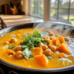 - 1 medium sweet potato, peeled and diced - 1 cup canned chickpeas, rinsed and drained - 1 cup red lentils, rinsed - 1 medium onion, chopped - 2 garlic cloves, minced - 1 teaspoon fresh ginger, grated - 1 carrot, diced - 1 teaspoon ground cumin - 1 teaspoon ground coriander - ½ teaspoon smoked paprika - 4 cups vegetable broth - 2 cups water - 2 tablespoons olive oil - Salt and pepper to taste - Fresh cilantro for garnish (optional) This soup is packed with nutrients. Sweet potatoes provide vitamins and fiber. Chickpeas add protein and healthy fats. Red lentils boost the dish with even more protein. Each ingredient plays a key role in flavor and health. I love how this recipe is both simple and delicious. - Caloric content per serving: About 250 calories - Macronutrient breakdown: - Protein: 10 grams - Carbohydrates: 45 grams - Fats: 6 grams This soup fits well into a balanced diet. It nourishes your body while delighting your taste buds. You can enjoy this meal with confidence, knowing it supports your health goals. For the complete process of making this soup, refer to the Full Recipe. 1. In a large pot, heat 2 tablespoons of olive oil over medium heat. 2. Add 1 medium chopped onion. Cook until it looks clear, about 5 minutes. 3. Stir in 2 minced garlic cloves and 1 teaspoon of grated ginger. Cook for 1 minute until you smell it. 4. Add 1 medium diced sweet potato and 1 diced carrot. Mix them well with the onion. 5. Sprinkle in 1 teaspoon of ground cumin, 1 teaspoon of ground coriander, and ½ teaspoon of smoked paprika. Cook for 1 more minute to wake up the flavors. 6. Pour in 4 cups of vegetable broth and 2 cups of water. Bring the mix to a boil. 7. Once it boils, add 1 cup of rinsed red lentils and 1 cup of rinsed chickpeas. Lower the heat and let it simmer for 20-25 minutes. The sweet potatoes and lentils should be tender. 8. Use an immersion blender to blend half of the soup. This gives it a creamy feel while keeping some chunks. If you don't have one, carefully transfer half to a regular blender, blend it, and return it to the pot. 9. Season with salt and pepper. Taste and adjust to your liking. - This recipe serves 4-6 people. A good serving size is about 1-1.5 cups. - For garnish, add fresh cilantro on top. It adds a nice touch and flavor! You can find the full recipe [here](#). To make great soup, start with fresh ingredients. Look for sweet potatoes that feel firm and smooth. Choose chickpeas that are plump and shiny. For lentils, make sure they are clean and free from debris. Use the right tools for blending. An immersion blender works well. It lets you blend hot soup right in the pot. If you don’t have one, use a regular blender. Just be careful when transferring hot soup. Add spices to boost flavor. Try a pinch of cayenne for heat or a dash of turmeric for warmth. Fresh herbs like thyme or rosemary can also add depth. To make the soup creamy, add coconut milk. It gives a rich taste and complements the sweet potato. You can mix it in during the last few minutes of cooking for a smooth finish. For the full recipe, check the Sweet Potato Chickpea & Red Lentil Delight . {{image_2}} You can swap beans or veggies in this soup. Try black beans or kidney beans instead of chickpeas. For veggies, add spinach or kale for nutrition. If you need gluten-free options, this recipe is already safe. It is naturally vegan, so feel free to adapt it as you like. Want a spicy kick? Add red pepper flakes or a spoonful of curry powder. These spices will warm up your soup. You can also explore regional flavors. Try adding herbs like parsley for a Mediterranean taste. For a Middle Eastern vibe, use cumin and coriander generously. Both options will make the soup exciting and new. To keep your sweet potato, chickpea, and red lentil soup fresh, follow these steps: - Refrigerating Leftovers: Let the soup cool down first. Store it in an airtight container. It can last for up to five days in the fridge. - Freezing Instructions: For long-term storage, pour the cooled soup into freezer-safe containers. Leave some space at the top for expansion. This soup can last for up to three months in the freezer. When you’re ready to enjoy your soup again, here’s how to reheat it: - Stovetop Method: Pour the soup into a pot. Heat it over medium heat, stirring often. This method warms the soup evenly and helps maintain its flavor. - Microwave Method: Place the soup in a microwave-safe bowl. Cover it with a microwave-safe lid or wrap. Heat on high for 2-3 minutes, stopping to stir halfway. To keep the soup's texture, add a bit of water or broth if it seems too thick while reheating. Enjoy every spoonful! Can I use dried lentils instead of canned? Yes, you can use dried lentils. Just remember to rinse them. Dried lentils need to cook longer, about 30-35 minutes, compared to canned ones. This change will also add more texture to the soup. What is the best way to thicken the soup? You can thicken the soup by blending part of it. Use an immersion blender and blend half of the soup until smooth. This makes the soup creamy while keeping some chunks for texture. You can also add more red lentils, which will thicken as they cook. How long does the soup last in the refrigerator? The soup can last 4-5 days in the fridge. Just store it in an airtight container. Make sure it cools down before sealing to keep it fresh. Can I make this soup nut-free? Absolutely! This recipe is nut-free as is. Just ensure any added ingredients, like broth or garnishes, do not contain nuts. Vegan options for ingredients? All the ingredients in this soup are vegan. It’s naturally plant-based, using sweet potatoes, lentils, and chickpeas. You can feel good knowing it meets vegan needs. What to serve alongside the soup for a complete meal? Pair the soup with crusty bread or a fresh salad. A side of roasted vegetables also works well. These sides add more nutrients and make your meal more filling. Try a simple green salad with a lemon vinaigrette to brighten your plate. This blog post guided you through making a delicious soup. You learned about the key ingredients, cooking steps, and serving tips. I shared how to enhance flavors and adapt the recipe as needed. You also discovered storage and reheating tips for leftovers. With these insights, you can create a rich, nutritious dish. Enjoy experimenting with different flavors and ingredients to make it your own. Happy cooking!