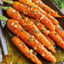 When I create honey garlic roasted carrots, I love to keep the ingredient list simple yet flavorful. Here’s what you need: - 1 lb baby carrots (or regular carrots, peeled and cut into sticks) - 3 tablespoons honey - 2 tablespoons olive oil - 3 cloves garlic, minced - 1 teaspoon fresh thyme leaves (or ½ teaspoon dried thyme) - Salt and pepper to taste - 1 tablespoon lemon juice - Fresh parsley for garnish (optional) These ingredients work together to create a sweet and savory dish. The honey brings a rich sweetness, while the garlic adds depth. Fresh thyme enhances the flavor, giving it an earthy touch. When selecting carrots, look for ones that are firm and bright in color. Fresh carrots have the best taste and texture. If you can’t find baby carrots, regular ones work just as well. Just remember to peel and cut them into sticks for even cooking. The lemon juice adds a hint of brightness to balance the sweetness. And if you want to make it pop, garnish with fresh parsley. This adds color and freshness to your finished dish. For the full recipe, check out [Full Recipe]. 1. Preheat the oven to 400°F (200°C). This step warms the oven for roasting. 2. In a large bowl, mix the sauce. Combine honey, olive oil, minced garlic, thyme, lemon juice, salt, and pepper. Whisk well until it blends smoothly. 3. Add the carrots to the bowl. Toss them in the honey garlic mixture until they are well coated. This makes sure every bite is sweet and savory. 1. Spread the carrots on a baking sheet. Make sure they are in one single layer. This helps them cook evenly. 2. Roast in the oven for 25-30 minutes. Turn the carrots halfway through. This ensures they get golden and tender. 1. Once done, take the carrots out and let them cool for a few minutes. This helps them firm up. 2. Drizzle any remaining honey garlic mixture over the carrots. This adds more flavor. 3. If you like, garnish with fresh parsley. It adds color and a fresh taste to the dish. For the full recipe, check out the section above! Enjoy your sweet and savory delight with honey garlic roasted carrots. - How to choose the best carrots Look for bright, firm carrots. They should feel heavy for their size. Smaller carrots are sweeter and tenderer. If you can, buy organic to avoid pesticides. - Importance of even slicing for roasting Cutting carrots to the same size helps them cook evenly. If they are uneven, some may burn while others stay hard. Aim for pieces about one inch thick for the best results. - Alternative cooking methods You can use an air fryer for a crispier texture. Set it to 375°F and cook for about 15 minutes. You can also sauté them on the stovetop in a pan with oil for a quick and tasty option. - Adding spices for extra flavor Try adding a pinch of cumin or paprika for warmth. A dash of chili powder can add a kick. Just remember to start with small amounts. You can always add more if needed. - Experimenting with different herbs While thyme works great, you can try rosemary or dill. Fresh herbs bring new life to the dish. Chop them finely and mix them in with the carrots for a fresh taste. - Pairing with proteins like chicken or fish These carrots go well with roasted chicken or salmon. Their sweet and savory notes balance rich flavors beautifully. Serve them together for a complete meal. - Best sides to serve with honey garlic roasted carrots Serve with fluffy rice or creamy mashed potatoes. A simple green salad also pairs nicely. This adds freshness and crunch, rounding out your meal perfectly. {{image_2}} You can swap honey for maple syrup. This adds a unique flavor. Maple syrup gives a nice touch of sweetness. If you want a different taste, try that. You can also replace olive oil with butter. Butter adds a rich, creamy taste. Other oils like avocado oil work too. They all pair well with the honey garlic mix. To make this recipe vegan, use maple syrup instead of honey. This simple change keeps the flavor while making it plant-based. For a vegan option, you can also use coconut oil instead of butter. If you need low-sodium options, skip added salt. The garlic and thyme add great flavor without salt. You can also use low-sodium broth in the mix for extra taste. Consider using seasonal vegetables with your carrots. Sweet potatoes or parsnips roast well together. They add color and flavor to the dish. You can adapt this recipe for holidays, too. For fall, add a pinch of cinnamon for warmth. In spring, stir in some fresh herbs like dill or basil. Each season brings new flavors to explore with this dish. For the full recipe, check out the detailed steps above. To keep your honey garlic roasted carrots fresh, store them in the fridge. Place them in a sealed container. They will stay good for about three to five days. To reheat, simply place them on a baking sheet. Heat in a preheated oven at 350°F (175°C) for about 10 minutes. This keeps them crispy and tasty. If you want to store honey garlic roasted carrots for longer, freezing is a great option. First, let the carrots cool completely. Then, place them in a freezer-safe bag or container. Make sure to remove as much air as possible. They can last up to three months in the freezer. When you're ready to eat them, take the carrots out and thaw them in the fridge overnight. Reheat them in the oven at 350°F (175°C) until warm. In the refrigerator, honey garlic roasted carrots last about three to five days. Always check for signs of spoilage before eating. If they smell off or have a slimy texture, it’s best to toss them out. Fresh, well-stored carrots should still taste sweet and savory. Enjoy your tasty creation with confidence! For more details, check the Full Recipe. Can I use different types of carrots? Yes, you can use many types of carrots. While baby carrots work best, regular carrots are fine too. Just peel and cut them into sticks. You may also try rainbow carrots for extra color. How can I make this recipe spicy? To spice up your dish, add red pepper flakes or cayenne pepper. Mix in a pinch with your honey garlic sauce. This will give the sweet and savory flavors a nice kick! What should I do if my carrots are not caramelizing? If your carrots are not caramelizing, check your oven temperature. Make sure it is set to 400°F (200°C). Also, give them enough space on the baking sheet. Overcrowding can cause steaming instead of roasting. How do I make this a meal prep dish? To meal prep, roast a large batch of carrots. Store them in an airtight container. You can keep them in the fridge for up to five days. Reheat in the oven or microwave when ready to eat. What can I serve with honey garlic roasted carrots? These carrots pair well with many dishes. Serve them alongside grilled chicken or fish. They also work nicely with rice or quinoa. For a complete meal, add a fresh salad. For the full recipe, check out the [Full Recipe]. Honey garlic roasted carrots are simple yet flavorful. We discussed the key ingredients, easy steps to prepare, and roasting techniques. Tips on flavor enhancements and dietary variations make this dish adaptable. Additionally, I shared storage info to keep leftovers fresh and tasty. These carrots pair well with many foods and shine on any table. I encourage you to try this recipe. Enjoy the sweet and savory blend in your cooking!