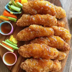 - 1 pound boneless, skinless chicken breasts - 1 cup buttermilk - 1 tablespoon hot sauce (optional) - 1 cup all-purpose flour - 1 teaspoon paprika - 1 teaspoon garlic powder - 1 teaspoon onion powder - 1 teaspoon salt - 1/2 teaspoon black pepper - 1/2 teaspoon cayenne pepper (optional) - 1 cup panko breadcrumbs - 1/4 cup honey - 2 tablespoons soy sauce - 1 teaspoon sesame oil - Vegetable oil for frying - Large mixing bowls - Whisk - Skillet or frying pan - Tongs or slotted spoon - Paper towels for draining - Each serving has about 300 calories. - Protein: 25g, Carbs: 30g, Fats: 12g. - You can use almond milk instead of buttermilk for a dairy-free option. Now, let's break down the key ingredients for your chicken tenders. The chicken breasts serve as the star of the dish. They need to be fresh and cut into strips. Buttermilk helps tenderize the chicken. This makes it juicy and soft. Hot sauce adds a nice kick, but it’s okay to leave it out. The flour mixture gives the tenders a great base. Paprika, garlic powder, and onion powder add flavor. Salt, black pepper, and cayenne pepper give it a little spice. Panko breadcrumbs are key for that crispy texture we all love. For the glaze, honey, soy sauce, and sesame oil mix to create a sweet sauce. This will take your tenders from good to great. You will need some simple kitchen tools too. Large bowls help you mix and marinate. A whisk makes combining easy. A skillet or frying pan is essential for cooking. Tongs or a slotted spoon help with frying. Finally, use paper towels to drain excess oil. For more details, check the Full Recipe. It will guide you through the steps for making these delightful chicken tenders. Marinate the chicken for at least 1 hour. If you have time, let it sit overnight. This step is key for flavor. Buttermilk helps to tenderize the meat. Its acidity breaks down protein, making the chicken juicy and soft. First, set up your dredging station. In one bowl, mix flour and spices. In another, pour the buttermilk. Place panko breadcrumbs in a third bowl. Take a chicken strip and coat it in the flour mix. Next, dip it back in the buttermilk. Finally, roll it in panko. Press down so the crumbs stick well. This double coating gives the best crunch! Heat about 1/2 inch of oil in a skillet. The oil should reach 350°F for perfect frying. Cook the chicken strips in batches. Each side takes about 3 to 5 minutes. You'll want them golden brown and cooked through. Drain them on paper towels after frying. This helps keep them crispy! For a sweet touch, drizzle honey glaze over the tenders when serving. You can find the full recipe in the article. To make chicken tenders crispy, use panko breadcrumbs. These breadcrumbs are coarser and create more crunch than regular ones. They soak up less oil too, keeping your tenders lighter. Double coating gives extra crunch. First, coat the chicken in seasoned flour. Next, dip it back into buttermilk. Finally, coat it in panko. Press down firmly to stick the crumbs. This method locks in flavor and adds texture. To boost flavor, add spices like smoked paprika, cumin, or garlic powder. You can also mix fresh herbs like parsley or thyme into the panko. These additions bring depth to each bite. For a fun glaze, try adding chili flakes to the honey mixture. This gives a sweet and spicy kick. You can also mix in a splash of lime juice for a tangy twist. Frying yields the crispiest tenders. Heat oil to 350°F for best results. Cook each side for 3-5 minutes until golden brown. If you prefer baking, preheat your oven to 425°F. Place the tenders on a baking sheet lined with parchment. Bake for 20-25 minutes until they are crispy and cooked through. This method uses less oil and still delivers a tasty result. {{image_2}} You can make chicken tenders in many tasty ways. Two easy options are buffalo chicken tenders and lemon-herb chicken tenders. For buffalo chicken tenders, add a spicy twist. After marinating, toss the cooked tenders in buffalo sauce. You get a zesty heat that pairs well with cool ranch or blue cheese dip. If you prefer something fresh, try lemon-herb chicken tenders. Mix lemon zest and fresh herbs like thyme or rosemary into your flour blend. This adds a bright flavor. Serve with a lemony dipping sauce for extra tang. You can switch up your breading for a fun twist. If you need a gluten-free option, use almond flour or gluten-free breadcrumbs. These choices still give a crunchy bite. For a homemade breading, mix crushed cornflakes, Parmesan cheese, and your favorite spices. This adds unique flavor and texture. The result is a fun and creative way to enjoy your chicken tenders. Pairing chicken tenders with the right sides makes a great meal. The best dips include honey mustard, barbecue, or ranch. Each dip offers a new flavor experience. For sides, try fresh veggie sticks or crispy fries. You can also serve it with a simple salad. The crunch of the veggies or the warmth of the fries complements the chicken perfectly. For the complete recipe, check out the [Full Recipe]. Enjoy your cooking adventures! To store your chicken tenders, place them in an airtight container. It helps keep them fresh. You can also wrap them tightly in plastic wrap or foil. This method prevents any air from getting in. For best taste, eat the leftovers within 3 days. When reheating, you can use an oven or skillet. The oven helps maintain crispiness. Set it to 375°F and heat for about 10-15 minutes. If using a skillet, warm them on medium heat for about 5 minutes. Flip to ensure even heating. You can freeze both uncooked and cooked chicken tenders. For uncooked tenders, place them in a freezer bag. Remove as much air as possible before sealing. They last up to 3 months in the freezer. For cooked tenders, let them cool first. Then, store them in a container or bag. They also freeze well for up to 3 months. To thaw, place them in the fridge overnight. If you're in a hurry, use the microwave's defrost setting. Once thawed, reheat them as mentioned earlier. In the fridge, cooked chicken tenders last about 3 to 4 days. If you store them properly, they stay fresh. In the freezer, they can last up to 3 months. Always check for any signs of spoilage before eating. This ensures you enjoy your homemade chicken tenders at their best. For the full recipe, check the earlier section. Yes, you can use frozen chicken. First, thaw the chicken in the fridge. This keeps it safe. You can also use the cold water method. Place the chicken in a sealed bag and submerge it in cold water. Change the water every 30 minutes. This speeds up the thawing process. Ensure the chicken is fully thawed before marinating. This way, it will soak up all the flavor. If you don’t have panko, don’t worry! Regular breadcrumbs work well, too. You can crush crackers or cornflakes for a crunchy coating. Even crushed chips can add flavor! Use what you have. The goal is to achieve that crispy texture. Experiment with different options to find your favorite. Yes, you can bake the chicken tenders. Preheat your oven to 425°F (220°C). After coating the chicken, place it on a baking sheet lined with parchment paper. Spray the tenders with cooking spray or brush with olive oil. Bake for about 20-25 minutes. Flip them halfway through for even cooking. This method gives you a healthier option while still being delicious. Check the chicken's internal temperature. It should reach at least 165°F (75°C). You can use a meat thermometer for accuracy. If you don’t have one, cut a tender in half. The meat should be white and juices should run clear. Avoid undercooking to ensure it's safe to eat. You’ve learned how to make tasty chicken tenders with simple steps. We covered key ingredients, marinating, coating, and cooking for the best results. I shared tips for crunch, flavor boosts, and storage options. Whether you fry or bake, this recipe is flexible for your taste. Enjoy your crispy chicken tenders as a fun meal or snack. With these ideas, you can impress anyone at the table!