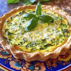 - 1 pre-made pie crust - 2 medium zucchinis, grated - 2 cups fresh spinach, chopped - 1 small onion, finely chopped - 3 large eggs - 1 cup milk - 1 cup shredded mozzarella cheese - 1/2 cup grated Parmesan cheese - 1 teaspoon garlic powder - Salt and pepper to taste - 1 tablespoon olive oil - Additional cheeses (e.g., feta, cheddar) - Herbs (e.g., thyme, oregano) The ingredients for my Zucchini Spinach Quiche come together to create a simple dish that is both hearty and flavorful. The key ingredients include a pre-made pie crust, which saves time. I love using fresh zucchini and spinach for their taste and nutrition. Next, you will need eggs and milk to create the quiche’s base. The mozzarella and Parmesan cheese add a creamy texture and rich flavor. To season the quiche, garlic powder brings a nice kick. Salt and pepper add balance. A bit of olive oil helps sauté the onions and veggies. You can customize your quiche however you like. Adding different cheeses can change the flavor. Fresh herbs like thyme or oregano can add depth. For the full recipe, check out the details above. Enjoy crafting this delightful dish! First, preheat your oven to 375°F (190°C). This step is key for baking. Next, grab a large skillet and heat one tablespoon of olive oil over medium heat. Add the finely chopped onion and sauté until it turns translucent, about 3-4 minutes. Then, add the grated zucchini and chopped spinach. Cook these for about 5 minutes. You want the vegetables to soften and any excess moisture to evaporate. Season with one teaspoon of garlic powder, salt, and pepper to taste. Once done, remove the skillet from heat and let it cool a bit. In a large mixing bowl, crack three large eggs and pour in one cup of milk. Whisk them together until they are well combined. Then, add one cup of shredded mozzarella cheese and half a cup of grated Parmesan cheese. Stir until the cheese mixes evenly with the egg mixture. Now, combine the sautéed vegetables with the egg mixture. Mix well to ensure everything is evenly distributed. Next, pour this mixture into the pre-made pie crust. Spread it out evenly. Bake in your preheated oven for 30-35 minutes. The quiche is done when it is set and the top is golden brown. To check, insert a toothpick in the center. If it comes out clean, it’s ready. Let the quiche cool for about 10 minutes before slicing. Serve and enjoy this hearty dish! For the full recipe, feel free to refer to the recipe section above. To make a great zucchini spinach quiche, start by cooking the zucchini. This step helps to remove excess moisture. Too much water can make your quiche soggy. Simply grate the zucchini and sauté it in a pan for about five minutes. This will soften it and allow some water to cook off. After cooking, let the vegetables cool before mixing them into the egg blend. This cooling step prevents the eggs from cooking too fast, leading to a fluffy quiche. When it comes to flavor, fresh herbs make a big difference. They add brightness and depth. If you have dried herbs, they work too, but fresh is best. I love using basil or thyme. For cheese, mozzarella and Parmesan are classic choices. They melt well and add a rich taste. You can also try feta or cheddar for a twist. Each cheese brings its own unique flavor to the dish. To check if your quiche is ready, use a toothpick. Insert it in the center, and if it comes out clean, it’s done. This simple test helps avoid undercooked or overcooked quiche. After baking, let it cool for about ten minutes. This waiting time helps the quiche set properly. It makes slicing easier and keeps the filling from spilling out. For the full recipe, remember to follow each step carefully. Enjoy your cooking adventure! {{image_2}} If you need a gluten-free option, look for a gluten-free pie crust. Many stores sell these. You can also make one at home using almond flour or oats. For a dairy-free quiche, try almond milk instead of regular milk. You can use vegan cheese for a tasty twist too. These swaps help everyone enjoy the dish. You can mix in seasonal veggies to change the flavor. Try adding fresh tomatoes or sweet bell peppers for a pop of color. Both add a nice taste and texture. If you want to switch up the greens, use kale instead of spinach. It’s hearty and gives a different flavor profile. Each option makes your quiche unique. Add some cooked bacon or sausage for extra flavor. These meats add a savory touch that many love. You can also play with spices. Nutmeg adds warmth, while paprika brings a bit of heat. Experimenting with these ingredients opens up a world of flavor. You’ll find your favorite twist in no time! To store your Zucchini Spinach Quiche properly, let it cool first. Once it's cool, cover it tightly with plastic wrap or aluminum foil. You can keep it in the fridge for up to four days. If you have more quiche than you can eat, freezing is a great option. Wrap it well in plastic, then place it in a freezer bag. This keeps it fresh for up to three months. When you're ready to eat leftovers, reheating in the oven is best. Preheat your oven to 350°F (175°C). Place the quiche in the oven for about 15-20 minutes. This keeps the crust crispy. If you're in a rush, you can use the microwave. Heat a slice for 1-2 minutes. This may make the crust soft, so it's not as tasty. In the fridge, your quiche can last about four days. Always check for signs of spoilage. If it looks dry or smells off, it's best to toss it. Fresh herbs may wilt, and the cheese might dry out. If you notice any strange colors or textures, don’t eat it. Enjoy your delicious quiche while it's fresh! For the full recipe, check out the link! Yes, you can make Zucchini Spinach Quiche ahead of time. This helps save time on busy days. I recommend baking the quiche, then cooling it completely. Wrap it tightly in plastic wrap or foil. Store it in the fridge for up to three days. For longer storage, freeze it for up to two months. When you are ready to eat, reheat it in the oven. This keeps the crust crispy and the filling warm. You can tell the quiche is done by checking a few signs. Look for a golden brown top. The quiche should be set in the center. Insert a toothpick into the middle; it should come out clean. If it’s still wet, bake it a bit longer. The edges should also slightly puff up. These visual cues help you know your quiche is ready. Pair your Zucchini Spinach Quiche with light, fresh sides. A simple green salad works great. You can also serve it with roasted vegetables for extra flavor. For drinks, try a crisp white wine or iced tea. These sides and beverages complement the quiche well. They enhance the meal without overpowering it. For more ideas, check out the Full Recipe for options. You now have all the steps to make a delicious Zucchini Spinach Quiche. Remember the key ingredients: fresh veggies, eggs, and cheese. Use the tips for texture and flavor to make it even better. Don't forget the variations that can suit different diets or seasons. Store leftovers properly and enjoy your quiche at its best. With these simple methods, you can create a tasty dish for any meal. Get cooking and relish a slice of your homemade quiche!