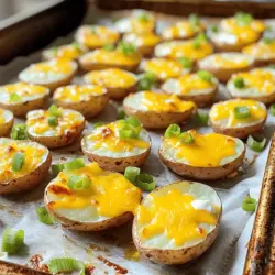 To make Cheesy Ranch Potatoes, you need some simple yet tasty ingredients. Here’s what you will need: - 2 pounds baby potatoes, halved - 1 cup shredded cheddar cheese - 1/2 cup sour cream - 1 packet ranch dressing mix - 3 tablespoons olive oil - 1 teaspoon garlic powder - 1 teaspoon onion powder - Salt and pepper to taste - 2 green onions, sliced (for garnish) These ingredients come together to create a warm, cheesy dish that is perfect for any meal. You can customize your Cheesy Ranch Potatoes to suit your taste. Here are some great options: - Bacon bits for a smoky flavor - Chopped bell peppers for extra crunch - Jalapeños for some heat - Different cheese types like Monterey Jack or Pepper Jack Feel free to mix in any of these for added fun! To make this dish, you'll need a few tools: - A large mixing bowl for combining ingredients - A baking sheet lined with parchment paper - A sharp knife for cutting potatoes - A spoon for mixing and serving Having these tools on hand will make your cooking experience smooth and enjoyable. You can find the Full Recipe to guide you through each step of the process. Start by washing the baby potatoes. This step is key for great taste. Halve each potato carefully. This allows them to cook evenly. Place the halved potatoes in a big bowl. In another bowl, mix olive oil, ranch dressing mix, garlic powder, onion powder, salt, and pepper. Stir it well. This marinade is what makes the dish special. Add the halved potatoes to the marinade bowl. Toss them gently until they are well coated. Spread the potatoes on a baking sheet lined with parchment paper. Roast in a preheated oven at 400°F for about 25 to 30 minutes. Look for a nice golden brown color. Once the potatoes are tender, take them out of the oven. Sprinkle shredded cheddar cheese on top. Return them to the oven for 5 to 7 minutes. Wait until the cheese melts and bubbles. After that, drizzle sour cream over the cheesy potatoes. Garnish with sliced green onions. Enjoy your delicious Cheesy Ranch Potatoes! For the full recipe, check below. To get perfect crispy Cheesy Ranch Potatoes, spread them out on the pan. Avoid crowding them. When potatoes are too close, they can steam instead of roast. This makes them soft, not crispy. For best results, use a rimmed baking sheet. It helps catch any drips and makes cleanup easy. Make sure to toss the potatoes halfway through cooking. This promotes even browning on all sides. Cheddar cheese is a classic choice for these potatoes. It melts well and adds a nice sharp taste. You can also try mozzarella for a milder flavor and stretchy texture. If you want a bold twist, use pepper jack for some heat. For a gourmet touch, mix in some Parmesan. This adds a rich, salty flavor that pairs well with the ranch. Cheesy Ranch Potatoes are great on their own. But they also make a fun side dish! Serve them with grilled chicken or steak for a hearty meal. Pair them with a fresh salad for a lighter option. You can even add extra toppings like crispy bacon bits or fresh herbs. These add more flavor and make the dish pop. For the full recipe, check out the recipe section above! {{image_2}} To add some heat, try spicy cheesy ranch potatoes. You can use spicy ranch dressing mix instead of the regular one. You may also add diced jalapeños or crushed red pepper flakes. These ingredients will give your dish a nice kick. The creamy cheese will balance the spice well. Your guests will love this twist on the classic dish. Want to sneak in some veggies? You can toss in bell peppers, broccoli, or zucchini. Just chop them into bite-sized pieces and mix them in with the potatoes. This will add color and nutrition. The veggies will roast nicely alongside the potatoes. You can also try adding corn for a sweet crunch. For gluten-free cheesy ranch potatoes, check the ranch dressing mix label. Make sure it is gluten-free. You can substitute sour cream with a dairy-free yogurt or cashew cream. Use dairy-free cheese for a cheesy flavor. This way, everyone can enjoy this dish without worry. These options keep the taste amazing while fitting different diets. For more delicious ideas, check out the Full Recipe. To store leftover cheesy ranch potatoes, let them cool first. Then, transfer them to an airtight container. Make sure to seal it tightly. You can keep them in the fridge for up to three days. This helps keep the flavor fresh. If you want to keep them longer, consider freezing. When you're ready to enjoy the leftovers, reheating is key. Preheat your oven to 350°F (175°C). Place the potatoes in an oven-safe dish. Cover them with foil to keep moisture. Heat for about 15-20 minutes or until warm. You can also use a microwave. Just heat in short bursts, stirring in between. This helps avoid drying them out. To freeze cheesy ranch potatoes, follow these steps. First, let them cool completely. Next, place them in a freezer-safe container or bag. Remove as much air as possible. Label the container with the date. You can freeze them for up to two months. When you're ready to eat, thaw in the fridge overnight. Then, reheat following the tips above. Enjoy your cheesy comfort food later! For the full recipe, refer to the earlier section. Yes, you can use various potatoes for this dish. I often choose red or Yukon gold potatoes. They both have a creamy texture and rich flavor. If you use russet potatoes, they may become fluffy, which some people enjoy. Just remember to cut them into even pieces for even cooking. You can prepare the potatoes a day in advance. Simply follow the steps up to roasting. Store the coated potatoes in the fridge in a sealed container. When you’re ready to cook, spread them on a baking sheet and roast as directed. This saves time and lets the flavors meld. You can make a homemade ranch mix if you don't have the packet. Combine equal parts of dried herbs like dill, parsley, and chives. Add garlic powder and onion powder to enhance the flavor. Mix these with a bit of salt and pepper. This gives you a fresh take on ranch! For a different twist, try using a yogurt-based dressing. For the full recipe, check out the main article! Cheesy ranch potatoes are simple and tasty. We covered key ingredients, tools, and step-by-step instructions. You learned tips for making them perfect every time. We also explored fun variations and storage tips for leftovers. In the end, this dish is all about fun and flavor. You can easily make it your own while enjoying it many ways. Now, get cooking and enjoy your cheesy ranch potatoes with your favorite sides!