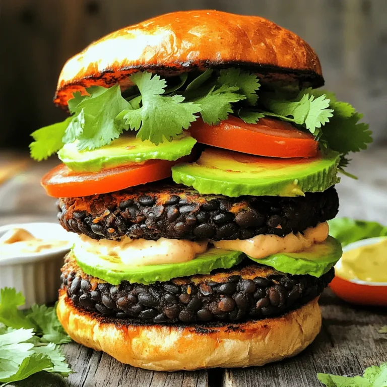 For the best spicy black bean burgers, you need a few key ingredients. These form the base of the recipe. Here’s what you’ll need: - 1 can (15 oz) black beans, drained and rinsed - 1/2 cup cooked quinoa - 1/2 cup breadcrumbs - 1 small red onion, finely chopped - 2 cloves garlic, minced - 1 small jalapeño, deseeded and minced - 1 tablespoon chili powder - 1 teaspoon cumin - 1/2 teaspoon smoked paprika - Salt and pepper to taste - 2 tablespoons fresh cilantro, chopped - 1 egg (or flax egg for vegan option) - Olive oil for frying These ingredients create a hearty and tasty burger. The black beans bring protein and fiber. Quinoa adds a nice texture and boosts nutrition. The spices give it a spicy kick. If you want to elevate your spicy black bean burgers, here are some optional ingredients: - Diced bell peppers - Corn kernels - Shredded cheese - Hot sauce for extra heat - Avocado for creaminess Adding these ingredients can give your burgers more depth. They can help you customize the flavor to your liking. Sometimes, you may not have all the ingredients on hand. Here are some substitutions you can try: - Swap black beans for kidney beans or pinto beans. - Use oats instead of breadcrumbs for a gluten-free option. - Replace quinoa with cooked rice or farro. - Try a different onion, like yellow or green onions. These alternatives won’t change the taste too much. They will still create delicious burgers. You can always adjust the spices for your taste. Check out the Full Recipe for more details on making these burgers. Start by gathering your ingredients. You need: - 1 can (15 oz) black beans, drained and rinsed - 1/2 cup cooked quinoa - 1/2 cup breadcrumbs (can use gluten-free if desired) - 1 small red onion, finely chopped - 2 cloves garlic, minced - 1 small jalapeño, deseeded and minced - 1 tablespoon chili powder - 1 teaspoon cumin - 1/2 teaspoon smoked paprika - Salt and pepper to taste - 2 tablespoons fresh cilantro, chopped - 1 egg (or flax egg for vegan option: 1 tablespoon ground flaxseed mixed with 2.5 tablespoons water) - Olive oil for frying You will want the beans to be soft. Mash them in a large bowl. I use a fork or potato masher. Leave some chunks for texture. Next, add cooked quinoa, breadcrumbs, and the chopped onion. Don't forget the garlic and jalapeño! Mix in the chili powder, cumin, smoked paprika, salt, and pepper. Finally, add chopped cilantro. If you use an egg, add it now to bind the mixture. Now it's time to shape your burgers. Take a scoop of the mixture and form it into a patty. You can make 4 to 6 patties, based on how big you want them. Press down gently to make them flat. Place them on a plate as you finish each one. This step is key to getting a nice, uniform shape. For cooking, heat olive oil in a skillet over medium heat. Wait until the oil is hot. Place the patties into the skillet with care. Cook them for about 5 to 6 minutes on one side. When they turn golden brown, flip them over. Cook the other side for the same time. This will give you a crispy texture on both sides. After cooking, let them rest on a paper towel to soak up extra oil. Enjoy your delicious spicy black bean burgers! Check the Full Recipe for more details. To get the best texture in your spicy black bean burgers, mash the black beans lightly. Leave some chunks for a nice bite. This adds depth and helps the burgers hold together. Mix in cooked quinoa; it gives a great crunch. The breadcrumbs also help bind the mixture. Use gluten-free breadcrumbs if needed. You can cook these burgers in a skillet or on the grill. A skillet gives you a nice, crispy crust. Heat olive oil over medium heat, then add your patties. Cook each side for 5-6 minutes until golden brown. Grilling adds a lovely smoky flavor. Just make sure your grill is hot before adding the patties. This prevents sticking. To boost the flavor of your burgers, try adding extra spices. You can use smoked paprika for a deep taste. A dash of lime juice brightens the flavors too. Fresh herbs like cilantro or parsley add a fresh note. If you like heat, add more jalapeño or some hot sauce. These simple tweaks can make your burgers even more delicious. For the full recipe, check out the detailed instructions! {{image_2}} You can make your spicy black bean burgers unique. Try switching up the spices. Instead of chili powder, use taco seasoning for a different kick. You can also add corn, diced bell peppers, or even shredded carrots. These not only add flavor but also boost nutrition. Toppings can take your burger to new heights. Here are some fun ideas: - Slices of avocado or guacamole - Fresh lettuce or spinach - Tomato slices or pico de gallo - Spicy mayo or chipotle sauce - Pickled jalapeños for extra heat - Cheese, like pepper jack or vegan cheese Mix and match these toppings to create your perfect bite. Serve these burgers on toasted buns for the best texture. You can also use lettuce wraps for a low-carb option. Pair your burgers with sides like sweet potato fries or a fresh salad. A zesty coleslaw adds crunch and balances the spice. For a complete meal, consider a side of grilled veggies or a hearty soup. Check the Full Recipe for more serving ideas. To keep your spicy black bean burgers fresh, store them in an airtight container. Make sure they cool down first. Place a layer of parchment paper between the burgers to avoid sticking. You can keep them in the fridge for up to three days. This way, you can enjoy a quick meal later. When you’re ready to eat your burgers again, reheating them is easy. I recommend using a skillet. Heat a small amount of olive oil over medium heat. Cook the burgers for about 3 minutes on each side. This method keeps them crispy and warm. You can also use an oven. Preheat it to 350°F, place the burgers on a baking sheet, and heat for about 10 minutes. If you want to save burgers for a later date, freezing is a great option. First, allow the burgers to cool completely. Then, wrap each one tightly in plastic wrap. Place them in a freezer-safe bag or container. They will last up to three months in the freezer. When you’re ready to eat, thaw them overnight in the fridge before reheating. This keeps them tasty and ready for your next meal. For the full recipe, check out the earlier sections. Spicy Black Bean Burgers last about 4 to 5 days in the fridge. Store them in an airtight container to keep them fresh. Make sure they cool down before sealing. If you want them to last longer, consider freezing them. Yes, you can make Spicy Black Bean Burgers vegan! Just replace the egg with a flax egg. To make a flax egg, mix 1 tablespoon of ground flaxseed with 2.5 tablespoons of water. Let it sit for a few minutes until it thickens. This will help bind your burger without using any animal products. Many sides pair well with Spicy Black Bean Burgers. Here are a few tasty options: - Sweet potato fries - Zesty coleslaw - Grilled corn on the cob - A fresh garden salad - Spicy potato wedges These sides add color and flavor to your meal. Enjoy your burgers with any of these delicious options! For the complete recipe, check out the Full Recipe section. In this blog post, we covered how to make tasty Spicy Black Bean Burgers. You learned about key ingredients, tips for cooking, and storage methods. I shared some fun variations and topping ideas to boost flavor. Remember, cooking is about enjoying the process. Don't be afraid to try new things and make the recipe your own! With the right ingredients and techniques, you can create a delicious meal any time. Get ready to impress your family and friends with your culinary skills!