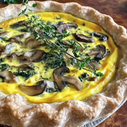 To make a delicious mushroom and spinach quiche, you will need: - 1 pre-made pie crust - 2 cups fresh spinach, chopped - 1 cup mushrooms, sliced (any variety, such as cremini or button) - 1 small onion, diced - 3 large eggs - 1 cup heavy cream - 1 cup shredded mozzarella cheese - 1/2 cup grated Parmesan cheese - 1 teaspoon garlic powder - Salt and pepper to taste - 1 tablespoon olive oil - Fresh thyme or parsley for garnish (optional) Using fresh ingredients gives the best flavor for your quiche. Fresh spinach wilts well and adds a bright taste. Fresh mushrooms have a firm texture that makes each bite tasty. You can use frozen spinach or mushrooms in a pinch. If you do, thaw and drain them well to avoid excess moisture. This keeps your quiche from getting soggy. You can swap some ingredients if needed. Instead of heavy cream, you can use milk or a non-dairy option for a lighter quiche. If mozzarella is not available, try using cheddar or feta for a twist. You can change the mushrooms too. Try using bell peppers or zucchini for a different flavor. These changes allow you to make the quiche fit your taste or what you have on hand. For the pie crust, a homemade version is great if you want to try it! Just remember, each option may change the taste a bit. For the full recipe, refer to the instructions above. Start by gathering all your ingredients. You need a pre-made pie crust, fresh spinach, mushrooms, onion, eggs, and cream. First, preheat your oven to 375°F (190°C). Next, heat olive oil in a skillet over medium heat. Add diced onion and cook for about 3-4 minutes until it turns soft. This step builds great flavor. Then, toss in sliced mushrooms and cook for 5-7 minutes. Wait until they are tender and release their moisture. Add chopped spinach and stir until it wilts, which takes just 2-3 minutes. Season with garlic powder, salt, and pepper. Remove from heat and let it cool. In a large mixing bowl, whisk together 3 large eggs and 1 cup of heavy cream. This mixture creates the base of your quiche. Add in 1 cup of shredded mozzarella and 1/2 cup of grated Parmesan cheese. Season with a pinch of salt and pepper to taste. Mix well until combined. Now, fold in the cooled mushroom and spinach mixture. Ensure everything is evenly mixed. This step keeps flavors balanced in your quiche. Pour the filling into your pre-made pie crust, spreading it out evenly. Place the quiche in the preheated oven and bake for 35-40 minutes. You want the quiche to be set with a golden brown top. To check for doneness, insert a toothpick in the center. If it comes out clean, your quiche is ready. Once done, take it out and let it cool for 10 minutes before slicing. This helps the quiche set better. You can garnish with fresh thyme or parsley if you wish. Enjoy this delightful dish warm or at room temperature! For the full recipe, check out the details above. To get a great texture, make sure to cook the filling well. Cook the mushrooms and onions until soft. This step removes excess moisture. Wilting the spinach also helps. When you mix it with eggs and cream, it should feel thick but pourable. This blend creates a nice, creamy texture in your quiche. One common mistake is overcooking the quiche. Keep an eye on it as it bakes. If you bake it too long, the filling may dry out. Another mistake is not letting it cool before slicing. Cooling for about 10 minutes helps it set. This makes cutting easier and keeps it from falling apart. For this recipe, you need a few simple tools. A good mixing bowl is key for whisking eggs and cream. A skillet helps cook the filling evenly. A pie dish is needed for baking. Lastly, a sharp knife will help slice the quiche nicely. With these tools, you can create a perfect mushroom and spinach quiche every time. For the complete details, check the Full Recipe. {{image_2}} You can change the flavors in your quiche. Try adding bell peppers, zucchini, or broccoli. Each will bring a new taste. If you want more protein, mix in cooked bacon or sausage. These options can make your quiche more filling. Cheese is key in a quiche. If you want different flavors, try other cheeses. Feta cheese gives a tangy taste. Goat cheese adds a creamy touch. For a sharper flavor, use cheddar. You can even skip cheese for a lighter dish. You can make this quiche gluten-free easily. Use a gluten-free pie crust or make a crustless quiche. To make it vegan, swap eggs with a mixture of silken tofu and nutritional yeast. Replace heavy cream with almond or coconut milk. These changes keep the quiche tasty and satisfying. For the full recipe, check out the details above. After enjoying your Mushroom and Spinach Quiche, store any leftovers in the fridge. Place slices in an airtight container. This keeps it fresh for up to three days. If you have a whole quiche left, wrap it tightly in plastic wrap. This helps prevent drying out. When it's time to eat leftovers, the oven is your best friend. Preheat your oven to 350°F (175°C). Place the quiche in an oven-safe dish. Heat for about 15-20 minutes. This makes the crust crisp again. You can also reheat in the microwave, but the crust may not stay crispy. Heat it for 1-2 minutes until warm. If you want to save your quiche for later, freezing is a great option. Wrap the cooled quiche tightly in plastic wrap. Then, put it in a freezer bag or container. You can freeze it for up to two months. To enjoy it later, thaw it in the fridge overnight. Reheat it in the oven for best results. For the full recipe, check out the details above! Yes, you can make this quiche ahead of time. Prepare the quiche and let it cool. Wrap it well in plastic wrap or foil. Store it in the fridge for up to three days. You can also freeze it for up to two months. To reheat, warm it in the oven at 350°F (175°C) until heated through. You can tell the quiche is done when the edges are set and the center is slightly jiggly. A toothpick inserted in the center should come out clean. The top should also be golden brown. If you notice the edges browning too fast, cover them with foil to prevent burning. A pre-made pie crust is very handy. You can use it for sweet and savory dishes. Here are a few ideas: - Apple pie or berry pie - Chicken pot pie - Quiche with different fillings - Tarts with custard or fruit - Cheesecakes You can find the full recipe for Mushroom and Spinach Quiche above! Making a mushroom and spinach quiche is simple and enjoyable. We covered ingredients, cooking steps, and helpful tips. You can mix in other veggies or use different cheeses for variety. Don't forget storage tips for your extras. Quiche is versatile, perfect for any meal. Now, it’s your turn to create a tasty dish. Get cooking and enjoy your delicious quiche!