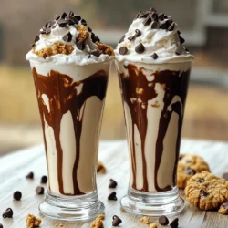 - 2 cups vanilla ice cream - 1 cup milk (whole or almond) - 3-4 chocolate chip cookies - 2 tablespoons chocolate syrup The main ingredients of a Chocolate Chip Cookie Shake make it so rich. First, use two cups of vanilla ice cream. This gives your shake a creamy base. Next, add one cup of milk. You can use whole milk or almond milk for a dairy-free option. The milk helps blend everything smoothly. Then, crumble three to four chocolate chip cookies into the mix. These cookies add both flavor and texture. Finally, stir in two tablespoons of chocolate syrup. This syrup brings sweetness and a deep chocolate taste. - Whipped cream - Extra chocolate chips - Cookie crumbles Garnishes make your shake look and taste even better. You can top your shake with whipped cream. This fluffy layer adds fun and creaminess. For a little crunch, sprinkle extra chocolate chips on top. Cookie crumbles also make a great garnish. They add a nice touch and a bit more cookie goodness. You can get creative with your toppings based on what you love! Check the [Full Recipe] to see all the steps for making this delicious shake. - Step 1: Blend vanilla ice cream and milk Start by adding 2 cups of vanilla ice cream to your blender. Then, pour in 1 cup of milk. You can use whole milk or almond milk for a dairy-free option. Blend these together on medium speed. Keep blending until it is smooth and creamy. - Step 2: Add cookies and chocolate syrup Next, take 3-4 chocolate chip cookies and crumble them into pieces. Add these cookie pieces to the blender along with 2 tablespoons of chocolate syrup. Pulse a few times. You want the cookies to mix in but stay chunky. - Step 3: Adjust sweetness and blend Now, taste your shake. If you want it sweeter, add more chocolate syrup. Blend again briefly to mix in the syrup. This step ensures your shake is just the right level of sweetness. - Step 4: Pour into glasses Carefully pour the shake into tall glasses. Try to fill them evenly so each glass has the same amount. - Step 5: Top with whipped cream Now it’s time for the fun part! Add a generous dollop of whipped cream on top of each shake. This makes it look and taste even better. - Step 6: Garnish and serve Finally, sprinkle some extra chocolate chips or cookie crumbles on top for garnish. It adds a nice touch and makes your shake even more appetizing. Serve it right away, and enjoy this delicious treat! To craft a great shake, start by choosing the right ice cream. I recommend using rich vanilla ice cream. It adds a smooth base that pairs well with cookies. For a fun twist, try using cookie dough ice cream. Next, opt for cold milk. This helps create a thicker shake. You can use whole milk for creaminess or almond milk for a lighter option. The cold milk gives your shake a nice texture. When blending, I suggest using the pulse feature. This allows you to mix the shake without turning it into liquid. You want some cookie chunks to stay intact. If you blend too much, you lose that delightful crunch. Avoid over-blending to maintain the shake's texture. Blend just enough to mix the ingredients well. This keeps your shake creamy yet chunky, just how I like it. Check out the [Full Recipe] for more details on making this delicious treat! {{image_2}} You can easily adapt the Chocolate Chip Cookie Shake for different diets. For a vegan version, swap the vanilla ice cream with a plant-based option. Almond or coconut ice cream works well. Use almond milk instead of whole milk. This way, you'll keep the shake creamy and delicious without dairy. If you need gluten-free cookies, choose brands that use gluten-free flour. Many stores sell tasty gluten-free chocolate chip cookies. Just like with the vegan option, this keeps the shake flavorful and accessible to everyone. Want to mix things up? Try adding different cookies! Oreos are a fun choice. They bring a rich flavor and a twist to the classic shake. Just crumble them into the mix like you do with chocolate chip cookies. You can also add peanut butter for a nutty kick. Just two tablespoons can transform the shake. It adds creaminess and a punch of flavor. You can explore other mix-ins too, like crushed pretzels or even sprinkles. The options are endless! For more ideas, check the Full Recipe and get creative with your shake. If you have leftover shake, store it in an airtight container. This helps keep it fresh. You can put it in the fridge for up to two days. If you want it to last longer, freeze it. It can stay in the freezer for one month. Just remember, the shake may lose some creaminess when thawed. You can use leftover shake in fun ways. Pour it over ice cream for a sundae treat. Mix it into pancake batter for a sweet breakfast twist. You can also make milkshakes using the leftover shake as a base. When freezing shakes, pour them into ice cube trays. This way, you can blend them later for a quick treat. How can I make a dairy-free Chocolate Chip Cookie Shake? You can use almond milk or coconut milk instead of regular milk. Just swap the milk in the recipe. Use coconut or cashew ice cream for a creamy base. This way, you still get that rich taste without dairy. What are the nutritional facts of a Chocolate Chip Cookie Shake? A typical shake has about 600 calories. It can have 30 grams of fat and 75 grams of carbs. The exact numbers depend on the ice cream and milk you use. Check labels for precise info. Can I make this shake without a blender? Yes! You can use a large bowl and a whisk. Crush the cookies by hand. Mix the ice cream and milk in the bowl, then add the cookies and syrup. Stir well until smooth. It may take more effort, but it works! Where can I find the best Chocolate Chip Cookie Shake around me? Look at local ice cream shops or diners. Many places offer this shake. Check online reviews to find the best spot. You can also ask friends for their favorites! Are there healthier alternatives to traditional shakes? Yes! Try using Greek yogurt instead of ice cream. You can add fruits like bananas or strawberries for natural sweetness. This lowers calories and adds nutrients. How can I make my Chocolate Chip Cookie Shake thicker? Use less milk or add more ice cream. You can also freeze the milk for a thicker base. Blending for a shorter time helps keep it chunky too. In this blog post, you learned how to make a delicious Chocolate Chip Cookie Shake. We discussed key ingredients, step-by-step instructions, and helpful tips for the perfect shake. I also covered variations for different diets and ways to store leftovers. Enjoy experimenting with flavors and garnishes. Each shake is a treat, so have fun making it your own. Remember, the best shake is one you love. Get blending and savor every sip!