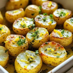 To make Easy Greek Lemon Potatoes, you need a few simple ingredients. I love using fresh items that pack flavor. Here’s what you will need: - Baby potatoes: 2 lbs, halved for even cooking. - Olive oil: 1/4 cup to give them a rich taste. - Broth options: 1/2 cup of vegetable or chicken broth adds depth. - Lemon: Juice of 2 large lemons and zest of 1 for a bright kick. - Garlic and oregano: 4 cloves of minced garlic and 1 tablespoon of dried oregano for that classic Greek flavor. - Seasonings: Salt and pepper to taste, enhancing the potatoes’ natural flavor. - Garnish: Fresh parsley, chopped, adds color and freshness. This mix of ingredients makes for a dish that is not just tasty but also bright and vibrant. You can find the full recipe above for more details on how to bring it all together! 1. Preheat the oven: Start by setting your oven to 400°F (200°C). This step is key for getting those potatoes crispy. 2. Combine ingredients in a mixing bowl: In a large bowl, add the halved baby potatoes, olive oil, broth, lemon juice, lemon zest, minced garlic, oregano, salt, and pepper. Mix everything well. Make sure each potato is coated in that zesty goodness. 3. Transfer to a baking dish: Pour the potato mixture into a baking dish. Spread the potatoes out in a single layer. Don’t forget to pour any leftover liquid from the bowl over the potatoes. This will add flavor and moisture. 1. Bake covered and uncovered times: First, cover your baking dish with aluminum foil. Bake it in the preheated oven for 30 minutes. This helps the potatoes cook evenly. 2. Techniques for checking doneness: After 30 minutes, take off the foil. Gently stir the potatoes. Then, bake them uncovered for 25-30 more minutes. To check if they're done, poke a potato with a fork. If it goes in easily, they’re ready! 1. Cooling and garnishing tips: Once baked, take the dish out and let it cool for a few minutes. This helps the flavors settle. 2. Recommended serving suggestions: Before serving, sprinkle freshly chopped parsley on top. These Easy Greek Lemon Potatoes pair well with grilled meats or a fresh salad. Enjoy your flavorful dish! For the full recipe, check the details above. To cook larger potatoes, cut them into quarters. This helps them cook faster. For the best golden-brown finish, make sure to stir the potatoes halfway through baking. This allows them to brown evenly. If you want to change up the oil, you can use avocado or canola oil. For broth, vegetable or chicken broth works well. For fresh herbs, try thyme or basil for a new twist. These lemon potatoes pair great with grilled chicken or lamb. You can also serve them with a fresh salad. A simple Greek salad with feta and olives complements this dish perfectly. If you want more ideas, check the Full Recipe for inspiration. {{image_2}} You can make your Easy Greek Lemon Potatoes even better with a few tweaks. Adding cheese can boost flavor. Feta cheese crumbles mix well with the lemon and herbs. You can also try Parmesan for a nutty taste. Spices can add a nice kick. A pinch of red pepper flakes gives heat. If you like sweet flavors, try adding a bit of paprika. It can turn simple potatoes into a real treat. Using different herbs can change the dish too. Fresh thyme or rosemary works great. Both herbs add a nice earthiness that pairs well with lemon. You can also mix in some fresh dill for a bright twist. You can cook these potatoes in different ways. An Instant Pot can save time. Simply add all the ingredients and cook on high for about 10 minutes. The result will be tender and tasty potatoes. An air fryer is another option. It can give your potatoes a crispy finish. Just toss them in the air fryer for 20-25 minutes. You will need to shake the basket halfway through for even cooking. Grilling is another fun way to prepare them. Skewer the potatoes and grill them. This adds a smoky flavor that pairs well with the lemon. Baking in the oven remains a classic method. It gives good results with ease. For the full recipe, check out Easy Greek Lemon Potatoes. To keep your Easy Greek Lemon Potatoes fresh, store them in an airtight container. Place the cooled potatoes in the fridge. They can stay good for about 3 to 5 days. Always check for any signs of spoilage before using leftovers. You can freeze these potatoes too! To do this, let them cool completely. Then, place them in a freezer-safe bag or container. They can last up to 2 months in the freezer. When you're ready to enjoy them, thaw overnight in the fridge. For reheating, the oven works best. Preheat to 350°F (175°C) and bake until warm. You can also use a microwave, but the oven keeps them crispy. For the full recipe, check out the instructions above. How to make Greek lemon potatoes crispier? To make your Greek lemon potatoes crispy, try these steps: - Use small potatoes for even cooking. - Increase the oven temperature to 425°F (220°C) during the last 10 minutes. - Let them bake uncovered without foil to allow moisture to escape. These tips will help you get that nice golden crust! Can I use other types of potatoes? Yes, you can use other types of potatoes! - Yukon Golds work well for their creamy texture. - Russets will give a fluffier inside but may need extra time to cook. - Just make sure they are cut evenly for uniform cooking. Experiment and find your favorite! What’s the best way to adjust servings? To adjust servings, simply scale the ingredients. - For more servings, double the ingredients. - For fewer servings, halve them. - Keep the cooking time the same, but check for doneness sooner if you reduce the amount. This will keep your dish tasty no matter the size! How do I know if the potatoes are fully cooked? To check if the potatoes are done, use a fork. - Insert the fork into a potato; it should slide in easily. - Look for a golden brown color on the outside. - If they feel soft but not mushy, they're ready! Perfectly cooked potatoes will be tender and full of flavor! This guide covered everything from ingredients to cooking tips for delicious potatoes. You learned how to choose the right flavors and how to store extras. Remember, cooking is about creativity. Feel free to change and adapt recipes to suit your taste. Try new herbs or cooking methods to make each meal special. With these tips, you can cook perfect potatoes every time. Enjoy diving into new flavors and techniques!