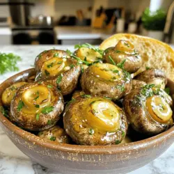 - 1 pound fresh cremini or button mushrooms - 4 tablespoons unsalted butter - 4 cloves garlic, minced - 2 tablespoons fresh parsley, chopped - 1 teaspoon fresh thyme leaves (or ½ teaspoon dried thyme) - Salt and pepper to taste - 1 tablespoon lemon juice Garlic butter roasted mushrooms are simple yet tasty. You start with fresh mushrooms, either cremini or button. I love using cremini for their rich flavor. The butter and garlic mix gives them an amazing taste. You’ll also want to chop fresh parsley and thyme for extra flavor. A bit of salt and pepper will really bring out the taste. If you like a little zing, add lemon juice. It brightens up the dish and adds freshness. You can find the full recipe with all the steps to make this delicious dish. This recipe is great for a side dish or even a snack. Enjoy cooking and tasting these savory bites! First, preheat your oven to 400°F (200°C). This step warms the oven, helping mushrooms cook evenly. Next, clean your mushrooms under cool water. Gently scrub off any dirt. Trim the stems to ensure they cook well. This simple prep makes a big difference in taste. Now, let’s make the tasty garlic butter. In a small saucepan, melt 4 tablespoons of unsalted butter over low heat. Watch it closely to avoid burning. Once melted, add 4 cloves of minced garlic. Stir for about 1-2 minutes until the garlic smells great. This step adds a rich flavor to your mushrooms. In a large mixing bowl, toss the cleaned mushrooms with the garlic butter. Make sure each mushroom gets coated well. Add 1 teaspoon of fresh thyme leaves, salt, and pepper to taste. Mix gently. Spread the mushrooms on a baking sheet lined with parchment paper. This helps with easy cleanup. Roast them in the oven for 20-25 minutes. Stir halfway through for even cooking. When they turn golden brown, they are ready. For a bright finish, drizzle with lemon juice and toss lightly. Enjoy your Garlic Butter Roasted Mushrooms! You can find the Full Recipe for detailed steps. When making garlic butter roasted mushrooms, the type of mushrooms matters. I recommend using cremini or button mushrooms. These varieties have great flavor and texture. They roast well and soak up the garlic butter nicely. For size, choose medium to large mushrooms. They hold up better when roasting. Freshness is key too. Look for mushrooms that are firm and smooth, not slimy or wrinkled. Fresh mushrooms make a big difference in taste. For the best results, use the middle oven rack. This position allows for even heat. Make sure to spread the mushrooms in a single layer on the baking sheet. This helps them roast well. Toss the mushrooms halfway through cooking. This step ensures all sides cook evenly. It also helps to keep them juicy and flavorful. Garlic butter roasted mushrooms pair well with many dishes. Try serving them with grilled meats or pasta. They also make a great topping for crostini. For a nice presentation, use a rustic bowl. Drizzle any extra garlic butter over the top. Garnish with fresh parsley for color. Serve with crusty bread to soak up the delicious butter. These tips will impress your guests and make your meal shine. For the complete garlic butter roasted mushrooms recipe, check the Full Recipe. {{image_2}} You can switch up the herbs in this dish. Try using fresh rosemary or oregano. These herbs add a new taste and aroma. If you only have dried herbs, that works too. Use about a third of the amount. Dried herbs are stronger, so you need less. Want to add a kick? Sprinkle in some paprika or cayenne pepper. These spices bring warmth and depth to the mushrooms. You can also try adding cheese on top. Parmesan or feta works great. It melts beautifully and adds creaminess. If you follow a vegan diet, swap regular butter for plant-based butter. This change keeps the dish tasty while staying true to your diet. For those who need gluten-free meals, worry not! This recipe is naturally gluten-free. Enjoy it without any tweaks. To store leftover garlic butter roasted mushrooms, let them cool first. Place them in an airtight container. Keep them in the fridge. They will stay fresh for about 3 to 5 days. Eating them within this timeframe helps keep their taste and texture. If you wait too long, they may lose flavor and become soggy. If you want to keep roasted mushrooms longer, freezing is a great option. First, let the mushrooms cool completely. Then, spread them on a baking sheet in a single layer. Freeze them for about 1 hour. After that, transfer the mushrooms to a freezer-safe bag. Make sure to remove as much air as possible. To thaw, place the bag in the fridge overnight. For reheating, spread them on a baking sheet and warm in a 350°F (175°C) oven for 10-15 minutes. This helps them regain some crispness. Leftover garlic butter roasted mushrooms are very versatile. You can add them to pasta dishes for extra flavor. They also work well in salads, giving a savory twist. Another idea is to mix them into omelets or frittatas for a hearty breakfast. These mushrooms can also be blended into sauces for a rich taste. The options are endless. Get creative and enjoy your leftovers! For the full recipe, check out the complete guide. Roast garlic butter mushrooms for 20 to 25 minutes. This time gives you tender, juicy mushrooms. They should turn golden brown. Stir them halfway for even cooking. Keep an eye on them after 20 minutes. Ovens can vary, so check for your perfect texture. Yes, you can prepare garlic butter mushrooms ahead of time. Cook them fully and let them cool. Store in an airtight container in the fridge. They stay fresh for up to three days. When ready to eat, reheat in the oven at 350°F (175°C) for about 10 minutes. This will help them regain their taste and texture. Garlic butter roasted mushrooms pair well with many dishes. Try them with grilled meats or fish for a nice contrast. They also go well with pasta or risotto. Serve them alongside crusty bread to soak up the garlic butter. Fresh salads can balance the richness too. Yes, this recipe is perfect for vegetarians. It uses mushrooms and butter, both of which are plant-based. If you want it vegan, swap the butter for plant-based butter. This way, you keep the same great taste while making it suitable for all diets. Garlic butter roasted mushrooms are both tasty and nutritious. A serving has about 120 calories. You get healthy fats from the butter and fiber from mushrooms. They also provide vitamins like B vitamins and minerals such as selenium. For a complete breakdown, refer to the Full Recipe for exact nutrient details. You learned how to make delicious garlic butter roasted mushrooms. We covered the key ingredients like fresh mushrooms, butter, and garlic, plus flavor boosters like herbs. I shared step-by-step instructions that guide you from prep to roasting. Don't forget the tips and tricks for perfecting your mushrooms. You can experiment with variations and store leftovers smartly. Overall, this dish is simple, tasty, and a great companion for many meals. Enjoy creating your garlic butter mushrooms!