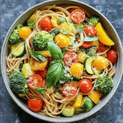 To make this Pasta Primavera, gather these fresh ingredients: - 8 oz whole wheat pasta (spaghetti or penne) - 1 cup cherry tomatoes, halved - 1 zucchini, sliced - 1 bell pepper (red or yellow), sliced - 1 cup broccoli florets - 2 cloves garlic, minced - 3 tablespoons olive oil - 1 teaspoon Italian seasoning - Salt and pepper to taste - Fresh basil leaves for garnish - Grated Parmesan cheese (optional) You can enhance your dish with a few simple garnishes. Try adding: - Extra basil leaves for a fresh touch - A sprinkle of grated Parmesan cheese for creaminess - A drizzle of olive oil for added richness Choosing the right vegetables makes your Pasta Primavera shine. Pick vibrant, fresh veggies. Some great options include: - Cherry tomatoes for sweetness and color - Zucchini for a tender crunch - Bell peppers for a sweet, juicy bite - Broccoli for a hearty texture Seasonal veggies can add variety. In summer, use fresh corn or bell peppers. In fall, consider butternut squash or kale. Always aim for a mix of colors and textures. This makes your dish not only tasty but also visually appealing. For the full recipe, refer to the earlier section. Start by boiling water in a large pot. Add a generous amount of salt. Once it boils, add 8 oz of whole wheat pasta. I prefer spaghetti or penne for this dish. Cook it until al dente, which usually takes about 8 to 10 minutes. Don’t forget to reserve 1/2 cup of the pasta water. This water helps bind the dish later. After cooking, drain the pasta and set it aside. Next, grab a large skillet and heat 3 tablespoons of olive oil over medium heat. Once the oil is hot, toss in 2 cloves of minced garlic. Sauté for about 30 seconds until you can smell that great garlic aroma. Then, add 1 sliced zucchini, 1 sliced bell pepper (red or yellow), and 1 cup of broccoli florets to the skillet. Stir these veggies for 5 to 7 minutes. You want them tender but still bright and colorful. Now it’s time to bring it all together. Add 1 cup of halved cherry tomatoes and 1 teaspoon of Italian seasoning to your veggies. Cook this mixture for another 2 to 3 minutes. Then, gently fold in the cooked pasta. Pour in the reserved pasta water a little at a time until you reach your desired sauce consistency. Toss everything well to coat the pasta with those vibrant flavors. Finally, season with salt and pepper to taste. Don’t be shy with the seasoning! For a finishing touch, garnish with fresh basil leaves and, if you like, some grated Parmesan cheese. Your Simple Pasta Primavera is ready to shine! You can find the full recipe [here](#). To make great pasta, start with a large pot. Use plenty of salted water. The salt adds flavor. Bring the water to a rapid boil. Add the pasta and stir it well. Cook it until al dente, which means firm but not hard. Remember to reserve some pasta water. This extra water helps later. To boost flavors, use fresh herbs like basil. They add a bright taste. A splash of lemon juice can also wake up the dish. If you like spice, try adding red pepper flakes. They give a nice kick. For richness, you can mix in some butter at the end. Serve your pasta in shallow bowls for a nice look. Drizzle with a touch of olive oil. This adds shine and flavor. A sprinkle of Parmesan cheese can make it even better. Add fresh basil leaves on top for color. This dish is great warm, but it also tastes good cold as a salad. Enjoy your delightful and fresh Pasta Primavera! For the complete recipe, refer to the Full Recipe. {{image_2}} You can make Pasta Primavera heartier by adding protein. Grilled chicken, shrimp, or tofu work great. For chicken, use grilled breasts, sliced thin. For shrimp, sauté them until pink. If you choose tofu, press and cube it, then sauté until golden. Mix these in with the veggies for a filling meal. If you need a gluten-free option, swap in gluten-free pasta. Brown rice or quinoa pasta are both good choices. They cook well and hold up in the dish. Make sure to follow the cooking time on the package. This keeps the texture just right. Pasta Primavera shines with fresh veggies. You can swap out the vegetables based on the season. In spring, add asparagus or peas. In summer, try bell peppers and corn. In the fall, use squash or kale. Each season offers its own flavors, keeping your dish exciting and fresh. To keep your pasta primavera fresh, store it in an airtight container. Place it in the fridge right after it cools. It will stay good for about 3 to 5 days. When you're ready to eat, check for any signs of spoilage, like strange smells or colors. You can freeze pasta primavera if you want to save some for later. Use a freezer-safe container or bag. Make sure to remove as much air as possible. It will last up to 2 months in the freezer. When you’re ready to eat, let it thaw in the fridge overnight. Reheat your pasta primavera on the stove for best results. Add a bit of olive oil or water to keep it moist. Heat it over low to medium heat until warmed through. You can also use the microwave. Just cover it with a damp paper towel to prevent drying out. For more tips and the full recipe, check out the vibrant pasta primavera! To make Pasta Primavera vegan, swap out the Parmesan cheese for a dairy-free option. Nutritional yeast adds a cheesy flavor without dairy. You can also load up on vegetables. Fresh veggies like asparagus, carrots, or peas work great. Use olive oil instead of butter for sautéing. This keeps it tasty and plant-based. Yes, you can use any pasta you like. Whole wheat pasta adds fiber. Gluten-free pasta is a good choice if you need it. You can try shapes like fusilli, farfalle, or even zucchini noodles. Each type gives a different texture and taste. Just make sure to adjust cooking times according to the pasta you choose. For extra protein, consider adding chickpeas or white beans. They blend well with the dish. You can also toss in some grilled chicken or shrimp. Tofu or tempeh are great plant-based options too. Just cook them separately and mix them in at the end. This will boost the meal's nutrition and keep it filling. This article covered how to make a tasty Pasta Primavera. We discussed key ingredients and useful garnishes. I shared step-by-step cooking instructions and tips for perfect pasta. You learned about variations, like adding proteins and gluten-free options. We touched on storage methods to keep your dish fresh. Pasta Primavera is easy to make and fun to customize. Enjoy creating your own version!