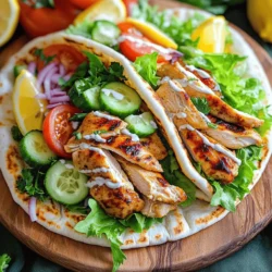 For a tasty chicken shawarma, you need a few key ingredients. Here’s the list: - 1.5 lbs boneless, skinless chicken thighs - 4 cloves garlic, minced - 2 tablespoons ground cumin - 2 tablespoons ground coriander - 1 tablespoon ground paprika - 1 tablespoon ground turmeric - 1 teaspoon cinnamon - ½ teaspoon cayenne pepper (adjust to taste) - Salt and pepper to taste - ¼ cup plain yogurt - 3 tablespoons olive oil - 2 tablespoons lemon juice - 4 pita breads - Fresh vegetables for topping (like lettuce, tomatoes, cucumbers, and red onion) - Tahini sauce or garlic sauce for drizzle These ingredients create a rich flavor and tender chicken. The spices mix well with the yogurt and oil. They help the chicken become juicy and tasty. You can add fun toppings to your chicken shawarma. Here are some ideas: - Pickles - Feta cheese - Hummus - Sliced olives - Hot sauce These toppings give extra taste and texture. You can mix and match based on your taste. If you can't find some ingredients, don't worry. Here are easy swaps: - Chicken thighs can be replaced with chicken breasts. - For a dairy-free option, skip the yogurt or use a plant-based yogurt. - Use lemon zest if you don’t have fresh lemon juice. - Swap cayenne with paprika for less heat. These substitutions still keep your chicken shawarma delicious. Don't be afraid to get creative with your choices! You can find the full recipe above for more details. To make the marinade, gather your ingredients. You need garlic, spices, yogurt, olive oil, and lemon juice. In a large bowl, mix the minced garlic, cumin, coriander, paprika, turmeric, cinnamon, cayenne, salt, and pepper. Next, add the yogurt, olive oil, and lemon juice. Stir this mixture well. This mix will infuse the chicken with flavor. Now, it's time to marinate the chicken. Take your chicken thighs and place them in the bowl. Make sure each piece is fully coated with the marinade. Cover the bowl with plastic wrap. Let the chicken sit in the fridge. For best results, leave it for at least an hour or overnight. This helps the flavors soak in deeply. You can cook the chicken in two ways: grilling or baking. If you choose grilling, preheat the grill to medium-high heat. Remove the chicken from the marinade, letting the extra drip off. Grill the chicken for 5 to 7 minutes on each side. You want it to reach 165°F inside. If you prefer baking, preheat your oven to 400°F. Place the marinated chicken on a baking sheet. Bake for about 25-30 minutes, flipping halfway through. Whichever method you choose, the goal is to have juicy, flavorful chicken. For more details, check out the Full Recipe. Marinating is key for tasty chicken shawarma. I recommend marinating for at least one hour. If you have time, let it sit overnight. This helps the spices soak in. Use a large bowl for mixing. Combine garlic, cumin, coriander, and other spices with yogurt, oil, and lemon juice. Stir well to make sure every piece of chicken gets coated. To cook chicken perfectly, aim for a nice char on the outside. Heat your grill or skillet to medium-high. This helps create a good crust. Cook for about 5-7 minutes per side. Check the internal temperature; it should reach 165°F (75°C). Let the chicken rest for five minutes after cooking. This keeps it juicy and tender. Serve your shawarma in warm pita bread. Fill it with fresh veggies like lettuce, tomatoes, and cucumbers. You can also add a drizzle of tahini or garlic sauce for extra flavor. For a colorful touch, garnish with lemon wedges and parsley. Try pairing your chicken shawarma with a side of rice or a light salad. Want to explore more? Check out the full recipe for more tips! {{image_2}} If you want a meat-free option, try using mushrooms or eggplant. Both of these vegetables soak up flavors well. You can marinate them just like the chicken. Slice the veggies thick and grill them until they are tender. Another great choice is chickpeas. Roasting them makes them crunchy and full of taste. Use the same spices from the Easy Chicken Shawarma recipe for a tasty mix. You can change the spice level to fit your taste. If you like it mild, skip the cayenne pepper. For more heat, add extra cayenne or use red pepper flakes. A pinch of smoked paprika can add a nice smoky flavor too. Taste your marinade before using it. Adjust the spices to make it just right for you. There are many fun ways to serve shawarma. Try using lettuce wraps instead of pita for a low-carb option. You can also make a shawarma bowl with rice, quinoa, or couscous. Top it with your favorite veggies and sauces. For a unique twist, serve it as a taco with soft tortillas. Don't forget to drizzle with tahini or garlic sauce for added flavor. Check out the Full Recipe for more ideas! Store your leftover chicken shawarma in an airtight container. Make sure it cools down before sealing. This keeps the chicken fresh and tasty. You can store it in the fridge for up to three days. If you want it to last longer, consider freezing it. To reheat, you have a few options. You can use a microwave, stove, or oven. For the microwave, place the chicken on a plate and cover it. Heat in short bursts to avoid drying it out. On the stove, add a splash of water in a pan. Heat it over medium heat, stirring occasionally. In the oven, wrap the chicken in foil and heat at 350°F until warm. This keeps it moist and flavorful. Freezing chicken shawarma is simple. First, slice the chicken and let it cool. Then, portion it into freezer bags or containers. Press out as much air as possible to avoid freezer burn. Label the bags with the date. You can freeze it for up to three months. When you're ready to eat it, thaw it in the fridge overnight. Chicken shawarma is a Middle Eastern dish made of marinated chicken. The chicken is usually cooked on a vertical rotisserie, but you can grill or pan-fry it at home. The marinade includes spices like cumin and paprika, giving it a rich flavor. You serve it in pita bread with fresh veggies and sauces. Shawarma is loved for its taste and easy-to-eat format. Yes, you can make chicken shawarma in the oven. Preheat your oven to 425°F (220°C). After marinating the chicken, place it on a baking sheet. Cook for about 25-30 minutes, flipping halfway through. Ensure the chicken reaches 165°F (75°C) inside. This method gives you juicy chicken with a nice, crispy edge. You can make a simple sauce using yogurt, garlic, and lemon juice. Combine 1 cup of plain yogurt with 2 minced garlic cloves and 2 tablespoons of lemon juice. Add salt and pepper to taste. If you want a richer flavor, mix in tahini. This sauce is creamy and pairs well with the spices in the chicken. Serve chicken shawarma with pita bread, fresh veggies, and sauces. Some great toppings are lettuce, tomatoes, cucumbers, and red onion. You can also add fries or a side salad for crunch. A drizzle of tahini or garlic sauce enhances the taste. These combos make your meal fun and filling. For more details, check out the Full Recipe. You learned key ingredients and step-by-step instructions for easy chicken shawarma. Marinating the chicken enhances flavor, and cooking methods vary between grilling and baking. Don't forget about storage tips to keep leftovers fresh. Shawarma has many fun variations, from vegetarian options to creative pairings. Now, you can enjoy this tasty dish any way you like. Dive in and get cooking!