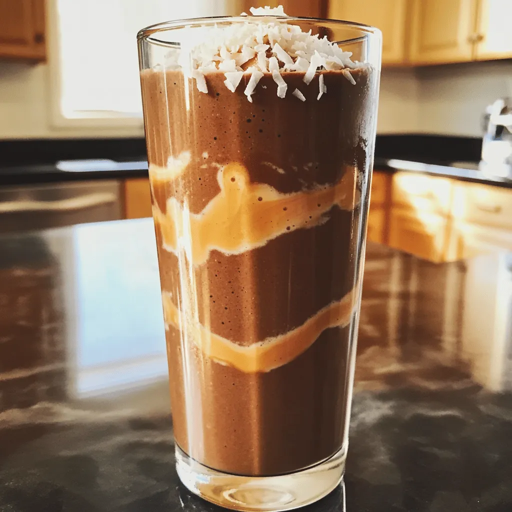 Here’s what you will need to make the Almond Joy Protein Smoothie. Gather these items to create a tasty and nutritious blend. - 1 cup unsweetened almond milk - 1 banana, frozen - 1/4 cup almond butter - 2 tablespoons unsweetened cocoa powder - 1 tablespoon shredded coconut (plus extra for garnish) - 1 scoop vanilla protein powder - 1 tablespoon honey or maple syrup (optional) - Ice cubes (optional) These ingredients combine to create a rich, chocolatey flavor that reminds me of the classic candy bar. The almond milk gives it a smooth base, while the frozen banana adds natural sweetness and creaminess. Almond butter boosts the protein and brings a nutty taste. Cocoa powder offers that rich chocolate flavor, and shredded coconut gives it a fun texture. You can adjust the sweetness with honey or maple syrup based on your taste. Ice cubes are optional, but they help make the smoothie thicker. You can find the complete recipe in the [Full Recipe] section. Enjoy this smoothie as a quick breakfast or a post-workout snack! - First, combine 1 cup unsweetened almond milk and 1 frozen banana in your blender. - Blend until smooth. This step sets the base for your Almond Joy Protein Smoothie. - Next, add 1/4 cup almond butter, 2 tablespoons cocoa powder, 1 tablespoon shredded coconut, and 1 scoop vanilla protein powder. - If you want it sweeter, add 1 tablespoon of honey or maple syrup. This mix gives the smoothie its rich taste. - Now, blend on high speed until all the ingredients are creamy. - Taste your smoothie and adjust the sweetness if you like. If you want it thicker, toss in a few ice cubes and blend again. This Almond Joy Protein Smoothie is quick and easy. For the full recipe, check out the section above. Enjoy your delicious and nutritious treat! To make your Almond Joy Protein Smoothie shine, pick the best almond milk. Unsweetened almond milk has fewer calories and less sugar. You can try brands like Califia or Silk for great taste and nutrition. Next, choose a quality protein powder. Look for one with natural ingredients and a good flavor. A vanilla or chocolate flavor works well with this smoothie. For a creamier smoothie, use a frozen banana. It adds smoothness and a nice chill. You can also add a bit more almond butter for extra richness. If you need a thicker smoothie, add a few ice cubes before blending. This gives it a frosty texture that’s hard to resist. Garnishing your smoothie makes it look special. Sprinkle some shredded coconut on top for a tropical touch. You can also use a fancy glass or a mason jar for serving. Adding a colorful straw makes it fun to drink. Enjoying your Almond Joy Protein Smoothie is not just about taste; it’s also about how it looks! {{image_2}} You can change the flavor of your Almond Joy Protein Smoothie easily. Adding vanilla extract gives it a warm, sweet taste. Just a splash will do! You can also try different nut butters. Using peanut butter will add a rich, nutty flavor. Almond butter is great, but peanut butter makes it even more delicious! If you want to cut calories, try low-calorie sweeteners. Stevia or monk fruit work well. You can make the smoothie vegan-friendly by skipping the honey. Use maple syrup instead, or leave it out entirely. This makes it perfect for plant-based diets! You can boost the health benefits by adding superfoods. Try a tablespoon of chia seeds or flaxseeds for extra fiber. You can customize the smoothie to fit your diet, too. For keto fans, use unsweetened coconut and avoid bananas. Paleo eaters can skip the sweeteners and stick to whole foods. For the full recipe, check out the [Full Recipe]. To store your Almond Joy Protein Smoothie, pour any leftovers into a clean, airtight container. Seal it tightly to keep out air and moisture. You can keep it in the fridge for up to 24 hours. Make sure to enjoy it soon. The flavors stay fresh best within this time frame. If you want to save your smoothie for later, freezing is a great option. Pour the smoothie into ice cube trays or freezer-safe bags. These methods make it easy to store and portion. To thaw, just leave it in the fridge overnight or set it on the counter for a quick defrost. You can also use a microwave on low to thaw. When you're ready to drink your stored smoothie, check its consistency. If it’s too thick, add a splash of almond milk. Blend it again until smooth. This will help revive your smoothie and bring back that creamy texture. Always taste and adjust sweetness if needed after re-blending. An Almond Joy Protein Smoothie offers a tasty mix of nutrients. Each serving has about 350 calories. You get about 15 grams of protein, 20 grams of fat, and 30 grams of carbs. The almond butter and protein powder add healthy fats and protein. The banana gives natural sweetness and fiber. Cocoa powder provides antioxidants. Overall, it's a balanced, energizing drink. Yes, you can use other milk options. Coconut milk gives a richer flavor and creaminess. Soy milk is another good choice, as it has a similar protein content. Oat milk adds a mild taste and can also work well. Just choose a milk that fits your taste and diet. This smoothie can fit into a weight-loss plan. Its calorie count is moderate, and it fills you up. The protein and healthy fats keep you satisfied longer. The fiber from the banana also helps with fullness. Just watch your portion sizes if you aim to lose weight. This blog post shows you how to make a delicious Almond Joy Protein Smoothie. You learned about the simple ingredients and easy steps to blend a tasty drink. The tips enhance flavor and texture, while variations let you customize it. Proper storage keeps your smoothie fresh for longer. With this guide, you can enjoy a healthy treat anytime. Remember, smoothies can fit into any diet. Now go create your own mix and savor every sip!