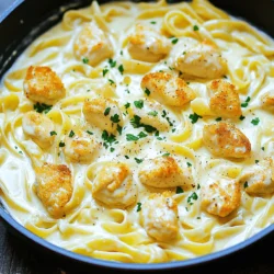 - 2 boneless, skinless chicken breasts, cut into bite-sized pieces - 2 tablespoons olive oil - 3 cups chicken broth - 8 ounces fettuccine pasta - 1 cup heavy cream - 1 cup grated Parmesan cheese One Pot Chicken Alfredo starts with chicken, pasta, cream, and cheese. I love using boneless, skinless chicken breasts for this dish. They cook fast and stay juicy. For pasta, fettuccine is a classic choice, but you can use any type you like. Heavy cream gives this dish its rich texture, while Parmesan cheese adds a savory kick. - 2 cloves garlic, minced - 1 teaspoon Italian seasoning - Salt and pepper to taste Seasonings are key in this recipe. Garlic brings a nice flavor and aroma. Italian seasoning adds herbs like basil and oregano, which make the dish taste fresh. Use salt and pepper to enhance all the flavors. Adjust them based on your taste. - Large pot or deep skillet - Measuring cups and spoons - Wooden spoon or spatula You need a few simple tools for this recipe. A large pot or deep skillet helps cook everything in one go. Measuring cups and spoons ensure you add the right amounts. Use a wooden spoon or spatula to stir the ingredients. These tools make cooking easy and fun. For the full recipe, check out the [Full Recipe]. Preparing the chicken Start with two boneless, skinless chicken breasts. Cut them into bite-sized pieces. Heat two tablespoons of olive oil in a large pot over medium heat. Add the chicken pieces to the pot. Season with salt and pepper. Cook for about 5-7 minutes until the chicken turns golden and is fully cooked. Remove the chicken from the pot and set it aside. Sautéing garlic In the same pot, add two cloves of minced garlic. Sauté for about 30 seconds until it smells great. This step adds a rich flavor to your dish. Boiling chicken broth Next, pour in three cups of chicken broth and bring it to a boil. The broth adds depth and richness to the pasta. Adding fettuccine Once the broth is boiling, add 8 ounces of fettuccine pasta. Cook it according to the package instructions. Stir occasionally. You want the pasta to be al dente, which means it should be firm but not hard. Mixing cream and cheese After the pasta is cooked, lower the heat. Stir in one cup of heavy cream and one teaspoon of Italian seasoning. Mix until combined. Gradually add one cup of grated Parmesan cheese. Keep stirring until the cheese melts and the sauce becomes creamy. Returning the chicken to the pot Finally, return the cooked chicken to the pot. Mix everything together until well combined. Taste the dish and adjust the seasoning with more salt and pepper if you like. Serve hot, garnished with freshly chopped parsley. Enjoy your creamy One Pot Chicken Alfredo! For the full recipe, check the previous section. - Avoid overcooking the chicken: Cook your chicken just until it's no longer pink. This keeps it juicy and tender. Overcooked chicken can become dry and tough. Aim for about 5-7 minutes on medium heat. - Choosing the right pasta: Fettuccine works best for this dish. Its flat shape holds the creamy sauce well. You can also try penne or rigatoni if you prefer. - Optional spices and herbs: Add a pinch of red pepper flakes for heat. You can also sprinkle in fresh basil or oregano for added flavor. These herbs brighten up the dish and make it more aromatic. - Serving suggestions: Serve your One Pot Chicken Alfredo with a side salad or garlic bread. A crisp salad balances the rich flavors of the pasta. - Managing heat levels: Keep your heat on medium to avoid burning the garlic. Garlic cooks quickly and can turn bitter if overcooked. If the pot gets too hot, lower the heat to maintain control. - Stirring for optimal creaminess: Stirring often while adding the cream and cheese helps create a smooth sauce. Make sure to scrape the bottom of the pot. This prevents sticking and ensures every bite is creamy. These tips will help you make a delicious One Pot Chicken Alfredo. For the detailed recipe, check out the Full Recipe. Enjoy your cooking! {{image_2}} You can switch up the proteins in this dish. Try shrimp, turkey, or even tofu. Each will give a new flavor. If you want a lighter option, chicken thighs work well too. For pasta, you can use different types. Penne, rigatoni, or even gluten-free pasta all work great. Choose what you like best! If you need gluten-free options, use gluten-free pasta. There are many great brands available. They cook well and taste good too. For a dairy-free version, swap the heavy cream with coconut milk or almond milk. Use a dairy-free cheese to keep the flavor. Add vegetables for extra nutrition and flavor. Spinach, peas, or broccoli can mix in easily. They add color and taste to your dish. Try adding spices for a flavor twist. A pinch of red pepper flakes gives heat. Fresh basil or thyme can add a fresh touch. For the Full Recipe, follow the steps and enjoy your cooking! To keep your One Pot Chicken Alfredo fresh, store it in an airtight container. This helps prevent moisture loss and keeps flavors intact. Let the dish cool before sealing it. You can store it in the fridge for up to three days. When you're ready to eat, you can reheat the leftovers quickly. Use the microwave or a stovetop. If using the microwave, heat in short bursts, stirring in between. For the stovetop, add a splash of chicken broth or cream to keep it creamy. Stir often to prevent sticking. Yes, you can freeze One Pot Chicken Alfredo! Divide it into portions in freezer-safe containers. It can last up to three months. To thaw, place it in the fridge overnight. For quick reheating, use the microwave or stovetop, just like with the leftovers. It takes about 30 minutes to make One Pot Chicken Alfredo. You need 10 minutes to prep. The cooking time is around 20 minutes. This fast recipe is perfect for busy nights when you want a tasty meal. Yes, you can make it ahead of time. Cook the dish as usual, then cool it. Store it in an airtight container in the fridge for up to three days. When ready to eat, just reheat on the stove. Add a splash of broth to keep it creamy. You can use several alternatives for heavy cream. Options include whole milk, half-and-half, or coconut milk. Each gives a different flavor and creaminess. If you want a low-fat choice, try plain yogurt or sour cream. Just mix it in slowly to avoid curdling. To make a lighter version, use less cream. You can swap heavy cream for low-fat milk or a dairy-free alternative. Use whole wheat pasta for added fiber. Add more veggies like broccoli or spinach for nutrition. This way, you keep the taste without the extra calories. One Pot Chicken Alfredo is easy and fun to make. You learned about key ingredients, seasonings, and tools. I shared step-by-step instructions and tips for perfecting the dish. You can also explore delicious variations and storage methods. Whether you choose classic or healthier options, this recipe is a win. Enjoy cooking, sharing, and savoring your homemade meal. Your taste buds will thank you!