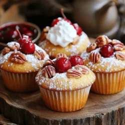 - 1 cup fresh or frozen cherries, pitted and halved - 1/2 cup pecans, roughly chopped - 1 1/2 cups all-purpose flour - 1 cup granulated sugar - 1/2 cup unsalted butter, melted - 2 large eggs - 1/2 cup buttermilk - 1 teaspoon vanilla extract - 1 teaspoon baking powder - 1/2 teaspoon baking soda - 1/4 teaspoon salt I love using fresh or frozen cherries in my muffins. They add a sweet, juicy burst. Pitting and halving them is easy. Just slice them in half and remove the pit. If you use frozen cherries, let them thaw first. This prevents too much moisture in your batter. Pecans give a nice crunch. I always chop them roughly for the best texture. The all-purpose flour is the base. It helps the muffins rise and stay fluffy. The sugar adds sweetness, balancing the tartness of the cherries. Melted unsalted butter keeps the muffins moist. Eggs add richness and help bind everything together. Buttermilk gives a slight tang and makes the muffins tender. Vanilla extract adds a lovely aroma. Baking powder and baking soda are essential for rising. They create air pockets, making your muffins light. Salt enhances all the flavors, making them pop. - Additional spices (e.g., cinnamon or nutmeg) - Chocolate chips - Coconut flakes You can get creative with optional add-ins. A sprinkle of cinnamon or nutmeg can warm your muffins. Chocolate chips add a sweet twist. Coconut flakes bring a tropical flair and chewiness. These options let you customize your muffins to suit your taste, making them even more irresistible. If you're excited to try this recipe, check out the Full Recipe for Cherry Pecan Muffins! - Preheat your oven to 375°F (190°C). - Prepare your muffin tin with paper liners or grease it with cooking spray. - In a medium bowl, combine 1 1/2 cups of all-purpose flour, 1 teaspoon of baking powder, 1/2 teaspoon of baking soda, and 1/4 teaspoon of salt. This blend sets the base for your muffins. - In a large bowl, whisk together 1/2 cup of melted unsalted butter and 1 cup of granulated sugar until smooth. - Add 2 large eggs, one at a time, whisking well after each one. - Next, mix in 1/2 cup of buttermilk and 1 teaspoon of vanilla extract until everything is fully combined. - Gradually fold the dry ingredients into the wet mixture using a spatula or wooden spoon. Be careful not to overmix. - Gently add in 1/2 cup of roughly chopped pecans and 1 cup of fresh or frozen cherries, ensuring you keep the cherries intact. - Divide the batter evenly among the muffin cups, filling each about 2/3 full. - Bake in your preheated oven for 20-25 minutes. Check with a toothpick to see if it's done. - After baking, let the muffins cool in the pan for 5 minutes. - Transfer them to a wire rack to cool completely. For a great look, arrange the muffins on a platter. A dusting of powdered sugar adds a nice touch. You can also serve them warm with whipped cream or cherry compote for extra flavor. Measuring ingredients correctly is very important. Use dry measuring cups for flour and sugar. Use liquid measuring cups for buttermilk and melted butter. This helps keep the right balance in your muffins. Overmixing can make muffins tough. Mix just until the dry and wet ingredients blend. A few lumps are okay! To make moist muffins, use buttermilk. It adds richness and flavor. Also, don’t bake too long. Check them a few minutes early. For sweetness, use ripe cherries. You can also add a bit of almond extract for depth. This makes each bite special. If your muffins are dense, you may have overmixed the batter. Try to mix less next time. If the tops burn, lower the oven temperature by 25°F. This gives the muffins time to bake through without burning. These tips will help you bake perfect cherry pecan muffins every time! For the Full Recipe, check the earlier section. {{image_2}} You can change the flavor of your cherry pecan muffins easily. Try using almond extract instead of vanilla. This change adds a lovely nutty taste that pairs well with cherries. You can also add lemon zest to the batter. This small twist gives a bright, fresh flavor that lifts your muffins. If you need to make dietary changes, I have some great tips. For gluten-free muffins, use a good gluten-free flour blend. Make sure it has a binding agent, like xanthan gum, to help the texture. If you want to go vegan, you can swap the eggs for flax eggs. Mix one tablespoon of ground flaxseed with three tablespoons of water for each egg. For buttermilk, use almond milk with a splash of vinegar. This will give you a dairy-free option. You can also make seasonal twists on this recipe. Add other fruits like blueberries or diced apples for a different flavor. These fruits bring their own sweetness and texture. If you want to change the nuts, try walnuts or hazelnuts. They add a unique crunch and flavor to your muffins. Each of these variations keeps your muffins exciting and fun to bake. For the full recipe, check out the Cherry Pecan Muffins section above. To keep your cherry pecan muffins fresh for a few days, place them in an airtight container. You can store them at room temperature for up to three days. Make sure the muffins cool completely before sealing them. This step prevents moisture from making them soggy. If you want to save muffins for later, freezing them is a great option. Wrap each muffin in plastic wrap, then place them in a freezer bag. They can stay frozen for up to three months. When you’re ready to enjoy, thaw them in the fridge overnight. For a quick reheat, pop them in the microwave for about 20 seconds. Alternatively, you can warm them in the oven at 350°F (175°C) for 10 minutes. For short-term storage, use a container that seals tightly. Glass or plastic containers work well. Avoid containers that let air in, as this can dry out your muffins. Keeping them away from moisture is key. A dry environment helps keep your muffins soft and tasty. To check if your muffins are ready, use the toothpick test. Insert a toothpick into the center of a muffin. If it comes out clean or with a few crumbs, your muffins are done. If the toothpick has wet batter, bake for a few more minutes. This simple test helps ensure perfect texture every time. Yes, you can use frozen cherries! Just remember to thaw them first. Drain any extra juice to avoid soggy muffins. Frozen cherries may not be as firm as fresh ones, but they still taste great. For best results, gently fold them into the batter to keep their shape. There are many ways to boost flavor! You can add spices like cinnamon or nutmeg for warmth. A splash of almond or lemon extract brightens the taste. Experiment with these additions to find your favorite flavor combo. Each option brings a unique twist to your cherry pecan muffins. Serve your muffins warm for the best experience. Pair them with whipped cream or a spoonful of cherry compote for added delight. You can also arrange them on a pretty platter and dust with powdered sugar. These simple touches make your muffins stand out. You can find the full recipe for Cherry Pecan Muffins in the earlier sections of this article. It guides you through each step, making it easy to bake these delicious treats at home. You’ve learned the key ingredients and steps to bake cherry pecan muffins. Remembering to mix dry and wet ingredients carefully will help you achieve the right texture. Feel free to explore different flavor and dietary adjustments to suit your taste. Proper storage will keep your muffins fresh longer. With these tips and tricks, you can bake muffins that impress. Enjoy your delicious creations!