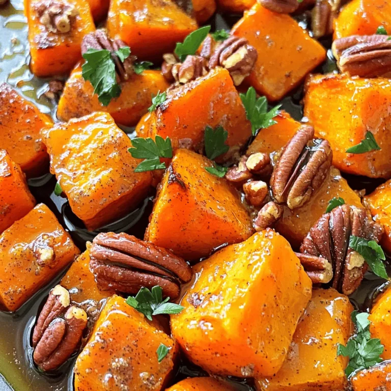 - 4 medium sweet potatoes, peeled and cubed - 3 tablespoons olive oil - 3 tablespoons pure maple syrup - 1 teaspoon ground cinnamon - 1/2 teaspoon nutmeg - 1/2 teaspoon salt - 1/4 teaspoon black pepper - 1/4 cup pecans, chopped (optional) - Fresh parsley, for garnish The star of this dish is sweet potatoes. They are tasty, healthy, and bright in color. You want to use medium-sized ones for even cooking. Maple syrup adds sweetness. It pairs well with cinnamon. You can skip the pecans if you want. They add crunch, but it tastes great without them. - Alternative sweeteners: You can use honey or agave syrup if you prefer. - Oil variations: Coconut oil or avocado oil work well instead of olive oil. - Nut or herb replacement options: Try walnuts or almonds in place of pecans. Fresh herbs like thyme can add a nice flavor too. These swaps help you customize the dish to your taste. You can make it fit your diet or what you have on hand. Enjoy experimenting with these options! For the full recipe, check out the details above. - Preheat your oven to 425°F (220°C). - Line a baking sheet with parchment paper. - In a large bowl, combine the cubed sweet potatoes, olive oil, and maple syrup. - Add ground cinnamon, nutmeg, salt, and black pepper. - Toss the sweet potatoes until they are evenly coated. - Spread the sweet potatoes in a single layer on the baking sheet. - Roast in the oven for 25-30 minutes. - Turn the sweet potatoes halfway through roasting for even cooking. - If using pecans, add them during the last 5 minutes of roasting. - Once cooked, remove them from the oven and let them cool slightly. - For a bright finish, garnish with freshly chopped parsley. For the full recipe, check out the complete guide. Enjoy these sweet potatoes as a delightful treat! To avoid mushy sweet potatoes, choose firm ones. Cut them into uniform cubes. This helps them cook evenly. Make sure to coat them well but not overly. Too much oil can lead to softness. For great caramelization, preheat your oven to 425°F. This high heat helps the sweet potatoes brown nicely. Turn them halfway through cooking for even roasting. Want to kick up the flavor? Try adding some ginger or cayenne. A pinch of cayenne gives a nice kick. Ginger adds warmth and depth. You can also marinate the sweet potatoes before roasting. A mix of olive oil, maple syrup, and spices can work wonders. Just let them sit for about 30 minutes for the best flavor. These sweet potatoes pair well with many main dishes. Try them with roast chicken or grilled fish. For a fun twist, serve them on a bed of greens. You can also mash them for a creamy side. Another idea is to add them to a grain bowl. They bring color and sweetness to any meal. For a special touch, top with cranberries or feta cheese. For the complete recipe, check out the [Full Recipe]. {{image_2}} You can switch up the flavors of your Cinnamon Maple Roasted Sweet Potatoes in fun ways. For a sweeter taste, try adding brown sugar. It gives a nice caramel flavor. You can mix it with the maple syrup for extra sweetness. If you want something savory, add garlic or fresh herbs. Rosemary or thyme works great. It adds a nice earthy flavor to the dish. If you're looking for vegan options, this recipe is already plant-based! Just stick to the ingredients listed. For those who need gluten-free meals, this dish fits the bill too. Sweet potatoes, nuts, and spices are all gluten-free. Just be sure your maple syrup is pure and free of gluten. You can easily change the spices based on the season. In fall, add nutmeg or allspice for a cozy flavor. During the winter holidays, try adding a hint of ginger or cloves. These spices can really enhance your sweet potatoes for festive meals. You can even make a special version for Thanksgiving by adding cranberries or pecans for a holiday touch. Check out the Full Recipe to see how to make it perfect! To keep your cinnamon maple roasted sweet potatoes fresh, refrigerate them right away. Place them in an airtight container. This helps avoid moisture loss and keeps them tasty. You can store them in the fridge for about 3 to 5 days. If you want to save them longer, freezing is a good option. Use a freezer-safe container and label it with the date. They can last for up to 3 months in the freezer. When it's time to enjoy your leftovers, you have two main options: the oven or the microwave. For the oven, preheat it to 350°F (175°C). Spread the sweet potatoes on a baking sheet. Heat for about 15 to 20 minutes until warm. This method helps keep their crispy texture. If you use the microwave, place a portion in a bowl. Cover it loosely and heat for 1 to 2 minutes. Stir and check the warmth. Be careful, as microwaving can make them a bit mushy. In the fridge, your sweet potatoes will stay fresh for about 3 to 5 days. You can tell if they spoil by looking for a change in color or smell. If they look dark or have an off odor, it's best to toss them. Always trust your senses when it comes to food safety. You can tell sweet potatoes are done by their texture and color. When they are soft and tender, they are ready. A fork should easily pierce them. Look for a golden-brown color on the outside. This means they are caramelized and full of flavor. Yes, you can prep these sweet potatoes ahead. Cut and season them, then store in the fridge for up to 24 hours. When ready to cook, just roast them as usual. If you have leftovers, reheat them in the oven for the best taste. The microwave works too, but the oven keeps them crispy. These sweet potatoes pair well with many dishes. Try serving them with grilled chicken or roasted turkey. They also go great with a fresh salad or steamed veggies. For a cozy meal, add them to a grain bowl with quinoa or farro. In this article, we explored the delicious world of Cinnamon Maple Roasted Sweet Potatoes. We covered essential ingredients, various cooking methods, and creative tweaks you can make. I shared tips for perfect texture and flavor, plus ways to store and reheat leftovers. Now, get ready to enjoy this tasty dish any time. It's easy, versatile, and sure to impress!