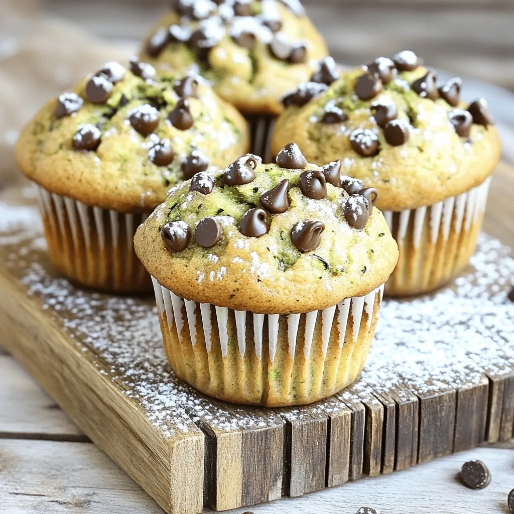 To make these chocolate chip zucchini muffins, gather these key ingredients: - 1 medium zucchini, grated - 1 cup all-purpose flour - 1/2 cup whole wheat flour - 1/2 teaspoon baking soda - 1 teaspoon baking powder - 1/2 teaspoon salt - 1 teaspoon ground cinnamon - 1/2 cup brown sugar, packed - 1/4 cup granulated sugar - 1/3 cup vegetable oil - 2 large eggs - 1 teaspoon vanilla extract - 1 cup semi-sweet chocolate chips - Optional: 1/4 cup chopped walnuts or pecans For a perfect bake, use the right measurements. If you need to substitute, here are some ideas: - Use whole wheat flour for all-purpose flour to boost fiber. - Swap vegetable oil with melted coconut oil for a tropical twist. - Replace eggs with 1/4 cup unsweetened applesauce for a vegan option. You can make these muffins even more exciting! Consider adding: - Nuts: 1/4 cup of chopped walnuts or pecans gives a nice crunch. - Spices: A pinch of nutmeg or ginger will warm up the flavors. - Fruits: Try adding 1/2 cup of raisins or dried cranberries for extra sweetness. These add-ins can spice up your muffins and make them more fun! For the full recipe, check the link above. Enjoy baking! First, preheat your oven to 350°F (175°C). This helps the muffins bake evenly. Line a 12-cup muffin tin with paper liners or grease it lightly. Next, grab one medium zucchini. Grate it and let it drain a bit. This step removes extra moisture, which helps keep muffins fluffy. In a large bowl, mix 1 cup of all-purpose flour, 1/2 cup of whole wheat flour, 1/2 teaspoon baking soda, 1 teaspoon baking powder, 1/2 teaspoon salt, and 1 teaspoon ground cinnamon. Stir these dry ingredients until well combined. In another bowl, whisk together 1/2 cup packed brown sugar, 1/4 cup granulated sugar, 1/3 cup vegetable oil, 2 large eggs, and 1 teaspoon vanilla extract. Whisk until smooth. Slowly blend the wet and dry ingredients. Be careful not to overmix, or your muffins may become tough. Gently fold in the drained zucchini and 1 cup of semi-sweet chocolate chips. If you like, add 1/4 cup of chopped walnuts or pecans for extra crunch. Scoop the batter into the muffin tin, filling each cup about 2/3 full. This gives the muffins room to rise. Place the tin in your preheated oven. Bake for 20-25 minutes. To check if they are done, insert a toothpick into the center of a muffin. If it comes out clean, they are ready. Once baked, take the muffins out of the oven. Let them cool in the pan for 5 minutes. After that, transfer them to a wire rack so they can cool completely. To keep your muffins moist, use fresh zucchini. Older zucchini may have less water. Also, don’t overmix the batter. This keeps the muffins light and fluffy. You can also add a bit more oil if you prefer softer muffins. Serve them warm or at room temperature. For a special touch, dust them lightly with powdered sugar or add a pat of butter on top. Enjoy with a cup of tea or coffee! For the full recipe, check out the complete details above. To make the best chocolate chip zucchini muffins, follow a few simple tips. Start with fresh zucchini. Grate it finely and let it drain. This keeps your muffins from being too wet. Use a mix of all-purpose and whole wheat flour for a great texture. It gives a nice balance of softness and nutrition. When mixing, do not overmix the batter. Stir until the flour just disappears. This keeps your muffins light and fluffy. Remember to fold in the chocolate chips gently. This ensures even distribution without breaking them apart. One common mistake is using too much zucchini. Stick to one medium zucchini. If you add more, your muffins may become soggy. Another mistake is not measuring your flour correctly. Use the spoon-and-level method to avoid this issue. If you pack the flour too tightly, your muffins can turn out dry. Do not skip the baking powder and baking soda. They help your muffins rise and stay fluffy. Lastly, avoid opening the oven door too soon. This can cause your muffins to deflate. Wait until the last few minutes to check for doneness. These muffins are delightful on their own. Serve them warm or at room temperature. A dusting of powdered sugar adds a nice touch. You can also add a pat of butter for extra flavor. They pair well with coffee or tea. For a fun twist, serve them with a scoop of vanilla ice cream. Enjoy them as a snack or a light breakfast. They are perfect for sharing, too! For the complete recipe, check out the Full Recipe section. {{image_2}} You can easily make these muffins gluten-free. Just swap out the all-purpose flour with a gluten-free blend. Look for a blend that has xanthan gum. This helps to bind the ingredients together. The texture will stay soft and moist. It’s a great option for those who avoid gluten. To make this recipe vegan, replace the eggs with flax eggs. Mix one tablespoon of ground flaxseed with three tablespoons of water. Let it sit for a few minutes until it thickens. Use a plant-based oil instead of vegetable oil. Coconut oil or canola oil works well. Also, choose dairy-free chocolate chips. This way, everyone can enjoy these delicious muffins. You can add extra flavor to your muffins. Try adding a pinch of nutmeg or ginger for warmth. For crunch, mix in chopped nuts like walnuts or pecans. You can also toss in some dried fruit, like cranberries or raisins. Each of these options brings a new twist to the classic recipe. Feel free to experiment based on your taste. For the full recipe, check the earlier section. To keep your muffins fresh, place them in an airtight container. You can store them at room temperature for up to three days. If you want them to last longer, move them to the fridge. Just remember that cold storage may change their texture slightly. For best results, wrap them in plastic wrap before putting them in the container. Freezing is a great way to save your muffins for later. Allow the muffins to cool completely first. Then, wrap each muffin in plastic wrap. After that, place them in a freezer-safe bag or container. They can last in the freezer for up to three months. When you're ready to enjoy them, just thaw them in the fridge overnight. Reheating muffins is easy. If they're at room temperature, just pop them in the microwave for about 10 to 15 seconds. For a crispier texture, use the oven. Preheat it to 350°F (175°C) and heat muffins for about 5 to 10 minutes. Enjoy them warm for the best flavor experience. For the full recipe, check out the Chocolate Chip Zucchini Muffins section. Yes, you can use frozen zucchini. Just thaw it first. Drain any extra water before mixing it into the batter. This helps keep the muffins moist without being soggy. Frozen zucchini works well and saves prep time. You can make these muffins healthier by: - Using whole wheat flour instead of all-purpose flour. - Reducing the sugar by half or using natural sweeteners like honey. - Adding oats or flaxseed for extra fiber. - Substituting applesauce for some of the oil. These changes still keep your muffins tasty while boosting their nutrition. You can replace eggs with: - 1/4 cup applesauce per egg. - 1/4 cup mashed banana. - 2 tablespoons ground flaxseed mixed with 6 tablespoons water (let sit for 5 minutes). These substitutes keep the muffins moist and help bind the ingredients. Experiment with these options to find your favorite! For the full recipe, check out the Chocolate Chip Zucchini Muffins section above. In this post, we covered all you need for perfect zucchini muffins. We started with ingredients, measurements, and add-ins to boost flavor. Then, we detailed a step-by-step process to prepare and bake them. I shared tips to keep your muffins moist and common mistakes to avoid. We also explored variations, like gluten-free and vegan options, plus storage and reheating tips. With these insights, you can create delicious muffins your family will love. Trust your skills and enjoy baking!