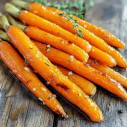 - 1 lb baby carrots or medium carrots - 2 tablespoons honey - 3 cloves garlic, minced - 2 tablespoons olive oil - 1 tablespoon balsamic vinegar - Salt and pepper to taste - Fresh thyme or parsley for garnish (optional) To create this dish, start with fresh carrots. You can use baby carrots or medium carrots cut into sticks. The honey adds sweetness, while garlic brings a nice punch. Olive oil helps the carrots roast well. Balsamic vinegar gives a tangy flavor, balancing the sweetness. Salt and pepper are key to enhance all the tastes. Don't skip the fresh herbs if you want to impress! - Additional herbs (rosemary or oregano) - Chili flakes for heat - Lemon juice for acidity If you want to get fancy, try adding fresh herbs like rosemary or oregano. They boost the flavor even more. For those who like some spice, chili flakes work great. A splash of lemon juice can add a nice zing. These optional ingredients can make your dish unique and even more delicious. For the full recipe, check out the instructions! - Preheat oven to 400°F (200°C). - Wash the carrots well. If using medium carrots, peel and cut them into sticks. - In a large bowl, combine: - 2 tablespoons honey - 3 cloves garlic, minced - 2 tablespoons olive oil - 1 tablespoon balsamic vinegar - Salt and pepper to taste - Whisk these ingredients until they blend well. - Toss the carrots in the honey-garlic mixture. Make sure they get coated all over. - Spread the carrots on a baking sheet in one layer. Roast them for 20-25 minutes. - Stir the carrots halfway through. This helps them cook evenly. - For the full recipe, check the details above. To get the best honey garlic roasted carrots, space is key. Avoid overcrowding the baking sheet. This lets the hot air move freely and gives you crisp edges. Use parchment paper on the sheet. It makes cleanup a breeze. You won’t have to scrub hard later! Try adjusting the seasoning to fit your taste. If you like it spicier, add chili flakes. For a tangy twist, some lemon juice works wonders. Don’t forget to play with cooking times. Larger carrots may need a bit more time. Smaller ones may cook faster. Keep an eye on them for perfect results. A great dish looks as good as it tastes. You can garnish your carrots with fresh thyme or parsley. This adds color and flavor. For serving, pair the carrots with roasted chicken or grilled fish. They balance each other well. You can also add them to a salad for some crunch and sweetness. For the full recipe, feel free to check the instructions above! {{image_2}} You can make honey garlic roasted carrots vegan by using maple syrup instead of honey. Maple syrup gives a sweet flavor and works well with garlic. For gluten-free options, check your balsamic vinegar. Most are gluten-free, but always read labels. You can also replace soy sauce with tamari, which is gluten-free. Try different sweeteners for a new taste. Agave nectar and brown sugar both work great. They add a unique twist to the dish. You can also add spices like cumin or paprika. These spices can enhance the flavor and add warmth. Feel free to swap carrots for other seasonal veggies. Sweet potatoes or parsnips can be fantastic choices. They roast nicely and soak up the honey garlic sauce too. For spring, consider using radishes or turnips. Their fresh taste will brighten any meal. To keep your honey garlic roasted carrots fresh, store them in an airtight container. Place them in the fridge. They will last up to four days. Avoid stacking them too high to prevent bruising. If you see any moisture inside the container, use a paper towel to absorb it. This helps keep the carrots crisp. When it’s time to reheat, the best way is in the oven. Preheat your oven to 350°F (175°C). Spread the carrots on a baking sheet. Heat them for about 10-15 minutes. This keeps them tender and tasty. You can also use leftovers in other dishes. Try adding them to salads for a sweet crunch. They work great in grain bowls or mixed into stir-fries. With these tips, you can enjoy your honey garlic roasted carrots even after the first meal. For the full recipe, check out the Honey Garlic Roasted Carrots section. Yes, you can use frozen carrots. First, thaw them in the fridge overnight. You can also run them under warm water for quicker thawing. After thawing, pat them dry with a towel. This helps the honey-garlic mix stick. Roasting time may be a bit longer, so check for tenderness after 25 minutes. You can store honey garlic roasted carrots in the fridge. They last about 3 to 5 days in an airtight container. If you want to keep them longer, consider freezing them. They will last up to 3 months in the freezer. Just remember to reheat them gently to keep the flavor. These carrots pair well with many dishes. Serve them with grilled chicken or fish for a complete meal. They also go great with quinoa or rice. For a vegetarian option, try them with a chickpea salad. They add a sweet touch to any plate. Check out the Full Recipe for more ideas! Honey garlic roasted carrots are easy to make and tasty. You learned about the key ingredients, from fresh carrots to honey and garlic. I shared steps for perfect roasting and tips for flavor boosts. You can even tweak the recipe for different diets or seasonal veggies. Store and reheat leftovers wisely to enjoy later. These carrots make a great side for any meal. Try them today, and enjoy their sweet and savory flavor!