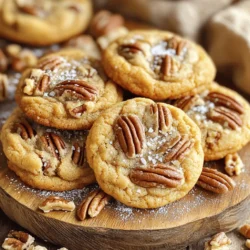 To make these brown butter pecan cookies, you need the following ingredients: - 1 cup unsalted butter - 1 cup brown sugar, packed - 1/2 cup granulated sugar - 2 large eggs - 2 teaspoons vanilla extract - 2 3/4 cups all-purpose flour - 1 teaspoon baking soda - 1/2 teaspoon salt - 1 1/2 cups pecans, roughly chopped - 1/2 teaspoon ground cinnamon - Flaky sea salt for topping Each ingredient plays a key role in creating the rich flavor and texture of the cookies. The unsalted butter brings a creamy base, while the brown sugar adds moisture and depth. The granulated sugar helps with sweetness and structure. Eggs bind everything together, and vanilla gives a warm aroma. Flour provides the necessary structure, while baking soda makes the cookies rise. Salt enhances all the flavors, and pecans add a delightful crunch. Ground cinnamon gives a hint of warmth, and flaky sea salt on top brings a contrast to the sweetness. For the full recipe, visit the Brown Butter Pecan Cookies section. - Preheat to 350°F (175°C). - Prepare a baking sheet by lining it with parchment paper. To brown the butter, melt it over medium heat in a saucepan. Stir it often. Watch it closely as it cooks. The butter will turn golden brown and smell nutty. This may take about 5-7 minutes. This nutty aroma adds depth to your cookies. Once browned, remove it from heat and let it cool slightly. In a large bowl, combine the brown butter, brown sugar, and granulated sugar. Mix these until smooth and creamy. You can use a hand mixer or a whisk for this. Next, beat in the eggs one at a time. Make sure each egg is mixed well before adding the next. Add the vanilla extract and mix until everything is combined. In another bowl, whisk together the flour, baking soda, salt, and cinnamon. This step is key for even mixing. Gradually add this dry mix to the wet ingredients. Stir until just combined. Do not overmix, as this can make the cookies tough. Gently fold in the chopped pecans. This helps ensure they are evenly spread throughout the dough. Use a cookie scoop or tablespoon to drop rounded dough onto the prepared baking sheet. Leave about 2 inches of space between each cookie. Before baking, sprinkle a tiny pinch of flaky sea salt on top of each cookie dough ball. This adds a nice flavor contrast. Bake in the preheated oven for 10-12 minutes. The edges should look lightly golden. The centers may seem underbaked. This is perfect for keeping the cookies soft. To get the best flavor from brown butter, watch it closely. Start on medium heat and stir often. You want it to turn a golden brown color. This takes about 5-7 minutes. The nutty smell is your cue! Remember, burnt butter is bitter. If it gets too dark, start over. Take it off the heat as soon as it looks right. For soft and chewy cookies, don’t overmix the dough. Mix just until the flour disappears. If your oven runs hot, lower the temp by 25°F. Each oven is different, so keep an eye on your cookies. They should be lightly golden at the edges but still soft in the center. These cookies shine when served warm. Place them on a rustic platter for a nice touch. Pair them with cold milk or a warm cup of coffee. For a fun twist, try them with a scoop of vanilla ice cream. Enjoying them fresh out of the oven is the best way to savor their flavor. {{image_2}} You can easily change the flavor of your brown butter pecan cookies. Try adding chocolate chips for a sweet twist. They blend well with the nutty taste of pecans. If you like a crunch, consider mixing in other nuts, like walnuts or hazelnuts. Spices can also bring new life to the cookies. Adding a pinch of nutmeg or cardamom can create warmth and depth. These spices work well with the brown butter and cinnamon. Experiment with what you enjoy most! If you need a gluten-free option, swap regular flour for a gluten-free blend. Make sure it has a good binding agent. For a vegan version, replace the eggs with flax eggs. Use a plant-based butter instead of regular butter. You can also use coconut sugar or maple syrup to sweeten, which adds unique flavor. Fall calls for cozy flavors! You can add pumpkin puree for a seasonal treat. Maple syrup can also give a lovely taste. These ingredients pair well with the brown butter for a rich cookie. During the holidays, think about adding festive spices like ginger or cloves. You might also mix in dried fruits like cranberries. These ingredients make the cookies perfect for any holiday gathering! For the full recipe, check the Brown Butter Pecan Cookies section. Enjoy experimenting with these variations! To keep your cookies fresh, you have two main options: room temperature or refrigeration. If you plan to eat them within a week, store them at room temperature. Use an airtight container to keep them soft and chewy. If you want to extend their life, store them in the fridge. Just remember to let them warm up a bit before eating. Freezing is a great way to save your cookies for later. To freeze them, first, let the cookies cool completely. Then, place them in a single layer on a baking sheet. Freeze until firm, then transfer to an airtight container. This helps prevent them from sticking together. When you're ready to enjoy, simply take them out and let them thaw at room temperature. You can also pop them in the microwave for a few seconds to warm them up. Brown butter pecan cookies stay fresh for about one week at room temperature. In the fridge, they can last up to two weeks. If frozen, they can keep for up to three months. Look for signs of spoilage, such as a dry or hard texture, or any off smells. If you notice any of these signs, it's best to toss them out. For more tips and the full recipe, check out the complete guide on making these delicious cookies! To make your cookies chewier, try these tips: - Use more brown sugar. It adds moisture. - Chill the dough for at least 30 minutes before baking. - Don't overbake! Remove them when edges are golden. These steps help keep your cookies soft and chewy. I love the texture this creates. Yes, you can make these cookies in advance. Here’s how: - Prepare the dough and chill it in the fridge. - Scoop the dough into balls and freeze them. - When ready to bake, let them thaw before baking. This way, you can enjoy fresh cookies anytime! If you don't have pecans, try these alternatives: - Walnuts for a similar crunch. - Almonds for a different flavor. - Chocolate chips for a sweet twist. Each option gives a unique taste to your cookies. To tell if your cookies are done, check these signs: - The edges should be lightly golden. - The centers may look a bit soft. - A toothpick inserted in the center should come out mostly clean. These hints ensure your cookies are just right! Absolutely! Adding chocolate chips can enhance the flavor. Here’s how: - Mix in 1 cup of chocolate chips when you fold in the pecans. - You can use dark, milk, or even white chocolate for variety. This addition makes every bite even more delightful! For the full recipe, check out the complete guide! In this post, we’ve covered how to make delicious brown butter pecan cookies, starting from the ingredients to the baking tips. Remember, the key is in browning the butter and mixing the right ingredients. Try adding chocolate chips for a fun twist or make them gluten-free. Store them properly so they stay fresh. Baking cookies can be simple and fun. Enjoy your cooking and the tasty results!