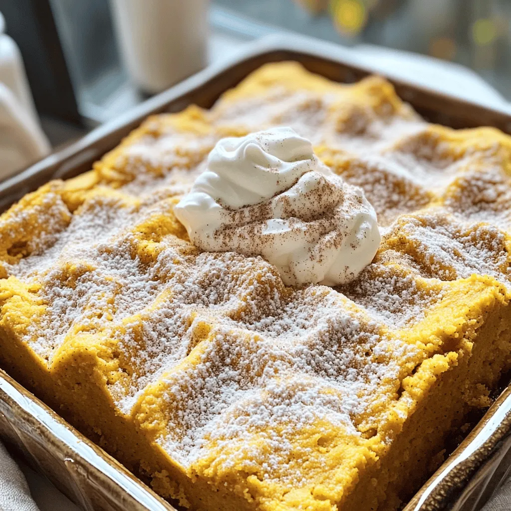 To make a tasty pumpkin snickerdoodle coffee cake, gather these ingredients: - 1 1/2 cups pumpkin puree - 1/2 cup vegetable oil - 1 cup brown sugar, packed - 1/2 cup granulated sugar - 3 large eggs - 1 teaspoon vanilla extract - 2 cups all-purpose flour - 1 teaspoon baking powder - 1 teaspoon baking soda - 1 teaspoon cinnamon - 1/2 teaspoon nutmeg - 1/2 teaspoon salt - 1/4 teaspoon cream of tartar - 1/4 cup granulated sugar (for topping) - 1 tablespoon cinnamon (for topping) If you need to swap some ingredients, here are a few options: - Pumpkin puree: You can use butternut squash puree. It works well for flavor. - Vegetable oil: Try melted coconut oil or applesauce for a lighter option. - Brown sugar: Use white sugar or coconut sugar if you prefer. - All-purpose flour: A gluten-free blend can replace this if you want a gluten-free cake. - Eggs: Use flax eggs or applesauce for a vegan option. To ensure the best taste, focus on fresh ingredients: - Pumpkin puree: Look for bright orange color. Avoid cans with dents. - Eggs: Choose eggs that are fresh. Check the date on the carton. - Spices: Smell your cinnamon and nutmeg. If they lack aroma, they may be old. - Flour: Make sure your flour is stored in a cool and dry place. Fresh flour is key to good texture. Using fresh ingredients will enhance your pumpkin snickerdoodle coffee cake. Enjoy the process and the delicious results! 1. First, preheat your oven to 350°F (175°C). This step warms your oven for even baking. 2. Next, grease and flour a 9x13-inch baking pan. This will help the cake come out easily. 3. In a large bowl, whisk together: - 1 1/2 cups pumpkin puree - 1/2 cup vegetable oil - 1 cup brown sugar, packed - 1/2 cup granulated sugar - 3 large eggs - 1 teaspoon vanilla extract Mix until smooth and well combined. 4. In another bowl, sift together: - 2 cups all-purpose flour - 1 teaspoon baking powder - 1 teaspoon baking soda - 1 teaspoon cinnamon - 1/2 teaspoon nutmeg - 1/2 teaspoon salt Gradually add this dry mix to the wet ingredients. Stir gently until just combined. Avoid overmixing; it keeps the cake light. 5. For the topping, mix: - 1/4 cup granulated sugar - 1 tablespoon cinnamon Set this aside for later. 6. Pour half of the batter into the prepared pan. Smooth it out evenly with a spatula. 7. Sprinkle half of the cinnamon-sugar mixture over the first layer of batter. This adds a sweet crunch. 8. Add the rest of the batter on top, smoothing it out again. 9. Finally, sprinkle the remaining cinnamon-sugar mixture on top. This gives a nice finish. 10. Bake in the preheated oven for 30-40 minutes. Check if it’s done by inserting a toothpick in the center. It should come out clean. 11. Once baked, take it out of the oven. Let it cool in the pan for about 10 minutes. This makes slicing easier. 12. Serve warm, and for a special touch, add a dollop of whipped cream or a sprinkle of cinnamon on top. Enjoy your Pumpkin Snickerdoodle Coffee Cake! Baking can be tricky. Here are some mistakes to watch for: - Not measuring ingredients: Use measuring cups and spoons. Accurate amounts matter. - Overmixing the batter: Mix until just combined. Stop when no dry flour shows. - Skipping the preheat: Always preheat your oven. It ensures even baking. - Using old baking powder/soda: Check the dates. Fresh leavening agents work best. For a soft, moist coffee cake, follow these tips: - Use room temperature eggs: They mix better, helping the batter blend smoothly. - Add pumpkin puree: It keeps the cake moist and adds flavor. - Don’t overbake: Check with a toothpick around 30 minutes. Remove when it comes out clean. Serving can elevate your coffee cake experience. Here are some ideas: - Warm it up: Serve warm for the best taste. - Add toppings: A dollop of whipped cream or extra cinnamon makes it special. - Pair with drinks: Enjoy with coffee or tea for a delightful treat. These tips will help you bake a perfect Pumpkin Snickerdoodle Coffee Cake that everyone loves! {{image_2}} You can make this cake gluten-free. Use a 1-to-1 gluten-free flour blend. This blend replaces all-purpose flour without changing the taste. Follow the same steps in the recipe. You will still enjoy the warm spices and rich pumpkin flavor. To make this cake vegan, swap the eggs. Use 1/4 cup unsweetened applesauce for each egg. This keeps the cake moist and fluffy. Replace the vegetable oil with coconut oil or a neutral oil. Use plant-based milk instead of regular milk if you need it. This way, everyone can enjoy a slice! You can add nuts or chocolate chips for extra flavor. Try 1 cup of chopped walnuts or pecans. They add a nice crunch. If you prefer sweetness, mix in 1 cup of chocolate chips. Stir them into the batter before baking. This will make your coffee cake even more delightful! To keep your pumpkin snickerdoodle coffee cake fresh, store it in an airtight container. This helps keep moisture in and prevents it from drying out. You can leave it at room temperature for about three days. If you want it to last longer, refrigeration is a good option. Just remember that cold can change the texture a bit. If you have extra cake, you can freeze it! First, let the cake cool completely. Then, cut it into slices or keep it whole. Wrap each piece tightly in plastic wrap. Place the wrapped slices in a freezer bag. This will help prevent freezer burn. Your cake will stay good for up to three months in the freezer. To enjoy your coffee cake again, reheat it gently. You can use a microwave or an oven. If using the microwave, place a slice on a plate and heat for about 15-20 seconds. For the oven, preheat it to 350°F (175°C). Place the cake on a baking sheet and heat for about 10 minutes. This warms it through and keeps it soft. Enjoy the warm flavors just like fresh! Yes, you can make this coffee cake ahead of time. You can bake it a day before your event. Once it cools, wrap it tightly in plastic wrap. Store it at room temperature. To keep it fresh, you can also refrigerate it. Just make sure to bring it back to room temperature before serving. If you want to save time, you can mix the batter the night before. Just store it in the fridge and bake it in the morning. To check if your coffee cake is done, use a toothpick. Insert it in the center of the cake. If it comes out clean, your cake is ready. If there is batter on the toothpick, it needs more time. Bake it for another five minutes, then check again. The edges should also pull away from the pan slightly. This is a good sign that it is fully baked. You can get creative with the toppings for your coffee cake. Try adding chopped nuts like pecans or walnuts for crunch. You can also use chocolate chips for a sweet touch. A drizzle of caramel or cream cheese glaze adds a nice finish. For a fruity twist, sprinkle some dried cranberries or raisins on top. Whipped cream or a scoop of ice cream can make it even more special when serving. This blog post shared all you need to bake a delicious coffee cake. We looked at key ingredients and how to pick fresh ones. You learned step-by-step how to prepare, bake, and serve the cake. We covered tips to avoid common mistakes and achieve a great texture. Want to change things up? I shared fun variations and storage tips too. To sum it up, you now have everything to enjoy your baking process. Happy baking, and enjoy every slice!