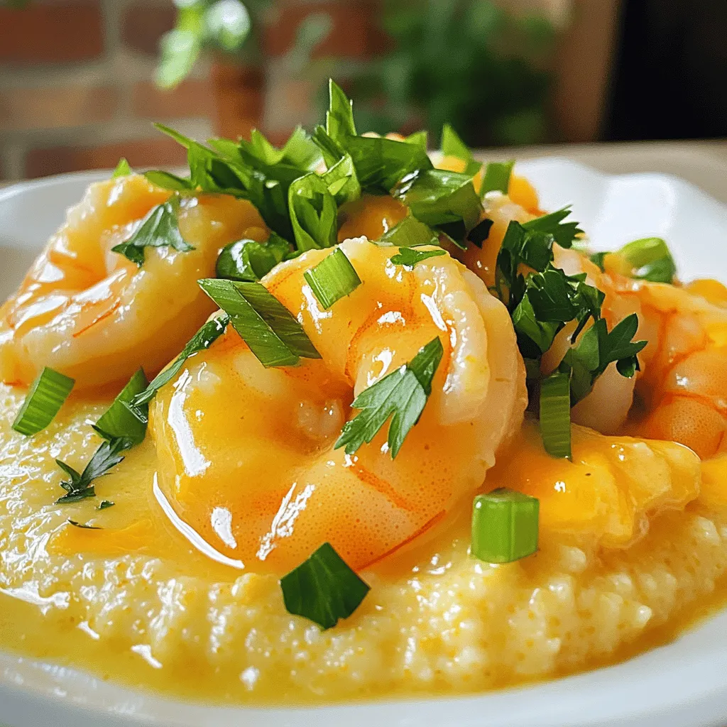 To make garlic butter shrimp and grits, gather these key ingredients: - 1 pound large shrimp, peeled and deveined - 4 tablespoons unsalted butter - 4 cloves garlic, minced - 1 teaspoon smoked paprika - 1/2 teaspoon red pepper flakes (adjust to taste) - Salt and pepper to taste - 2 cups chicken broth - 1 cup grits (stone-ground preferred) - 1 cup shredded sharp cheddar cheese These ingredients create a rich and creamy dish. The shrimp bring a sweet flavor, while the garlic adds depth. The smoked paprika and red pepper flakes give it a nice kick. You can make your dish even more appealing with these optional garnishes: - 2 green onions, finely sliced - Fresh parsley, chopped These garnishes add color and freshness. They also enhance the dish's flavor profile. To get the best taste, focus on ingredient quality: - Shrimp: Use fresh shrimp when possible. Frozen shrimp works well too, but thaw it properly. - Butter: Unsalted butter gives you control over the salt level. - Garlic: Fresh garlic is key for flavor. Avoid pre-minced garlic. - Grits: Stone-ground grits have a better texture than instant grits. They offer a creamier feel. - Cheese: Use sharp cheddar for a bold flavor. Choosing good ingredients makes a big difference. It elevates your garlic butter shrimp and grits to a gourmet level. To make creamy grits, start with chicken broth. Heat 2 cups of broth in a medium pot until it boils. Slowly add 1 cup of grits while whisking. This helps avoid lumps. Once mixed, lower the heat to low. Let the grits simmer for 20 to 25 minutes. Stir them often, so they do not stick. When they thicken, mix in 1 cup of sharp cheddar cheese. Season with salt and pepper to taste. Keep the grits warm on low heat until you are ready to serve. While the grits simmer, it's time for the shrimp. In a large skillet, melt 2 tablespoons of butter over medium heat. Add 4 cloves of minced garlic, 1 teaspoon of smoked paprika, and 1/2 teaspoon of red pepper flakes. Sauté this mix for 1 to 2 minutes. You want the garlic fragrant but not burnt. Now, add 1 pound of shrimp that is peeled and deveined. Cook the shrimp for 2 to 3 minutes on each side. They should turn pink and opaque. Season with salt and pepper to your liking. Once cooked, remove the shrimp and set them aside. Increase the skillet heat to medium-high. Add the remaining 2 tablespoons of butter. Let it melt and foam. Return the shrimp to the skillet. Stir to coat them with the garlic butter. Cook for another minute to heat through. To serve, place a generous scoop of grits on each plate. Top with the garlic butter shrimp. Garnish with sliced green onions and chopped parsley for a fresh touch. Enjoy this flavorful dish! To make creamy grits, choose stone-ground grits. They have a rich flavor and texture. Use a 2:1 ratio of chicken broth to grits. This helps them cook perfectly. Stir often while cooking to prevent lumps. Cook for 20-25 minutes on low heat. Once thick, add sharp cheddar cheese. This adds creaminess and a nice bite. Seasonings can make your dish shine. Use smoked paprika for a warm, smoky taste. Red pepper flakes add a touch of heat. Adjust the amount to match your taste. Don’t forget salt and pepper. They bring out the natural flavors of the shrimp and grits. Fresh parsley adds a bright touch, too. Avoid cooking grits too quickly. High heat can lead to a gritty texture. Stirring helps to keep them smooth. Also, don’t overcook the shrimp. They cook fast, usually in just 2-3 minutes. Overcooked shrimp can become rubbery. Lastly, taste your dish as you go. Adjust seasonings to make sure it’s just right. {{image_2}} To make a spicy shrimp version, add more red pepper flakes. You can also include diced jalapeños for a fresh kick. Adjust the heat to match your taste. The shrimp will still be tender and flavorful, making every bite exciting. This spicy twist adds a fun layer to the dish. For a vegetarian option, replace shrimp with sautéed mushrooms or zucchini. Use vegetable broth instead of chicken broth. You can add smoked paprika and garlic for depth. The creamy grits will still shine through, giving you a hearty meal. This version is perfect for non-meat eaters, keeping the spirit of the dish alive. Cheddar cheese adds sharpness, but you can try other cheeses too. Gouda gives a nice smoky flavor. Cream cheese makes the grits extra creamy. If you want a tangy taste, use feta cheese. Mixing different cheeses brings a unique twist to the dish. Each cheese choice opens up a new flavor profile. To store leftovers, let the dish cool completely. Place shrimp and grits in separate airtight containers. This keeps them fresh longer. Store in the fridge for up to three days. If you notice any off smells or colors, throw it away. Reheat the grits and shrimp separately for best results. For the grits, add a splash of water or broth in a saucepan. Heat on low and stir until warm. For the shrimp, use a skillet on medium heat. Stir gently until heated through. Avoid overcooking to keep shrimp tender. You can freeze both the grits and shrimp, but they may change texture. For grits, scoop into freezer-safe bags. Try to flatten them for easier thawing. For shrimp, place them in a separate airtight container. Freeze for up to two months. To use, thaw overnight in the fridge before reheating. Yes, you can use frozen shrimp. Just thaw them first. Place the shrimp in cold water for about 15 minutes. Once thawed, pat them dry with a paper towel. This helps the shrimp sear better in the pan. Fresh shrimp is great, but frozen works too. If you need a substitute for chicken broth, use vegetable broth. It adds a nice flavor and keeps the dish tasty. You can also use water mixed with seasonings. This will help keep the grits creamy and rich. To make gluten-free grits, pick stone-ground corn grits. Check the packaging to ensure they are labeled gluten-free. Most grits are naturally gluten-free, but some brands may mix with gluten. Always read labels for safety. This blog post covered how to make garlic butter shrimp and grits. I shared the key ingredients, tips for choosing them, and optional garnishes. You learned step-by-step how to prepare creamy grits and flavorful shrimp. I also shared common mistakes to avoid and tasty variations to try. Finally, I provided tips for storing leftovers and answered common questions. Enjoy cooking this dish, and remember that great meals start with fresh ingredients and careful steps. Happy cooking!