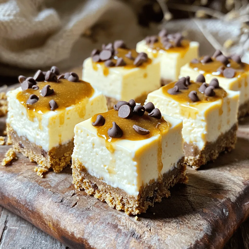 To make these tasty cookie butter cheesecake bites, gather these items: - 8 oz cream cheese, softened - 1/2 cup cookie butter - 1/4 cup powdered sugar - 1 teaspoon vanilla extract - 1/2 teaspoon cinnamon - 1 cup graham cracker crumbs - 4 tablespoons unsalted butter, melted - A pinch of salt - Mini chocolate chips or crushed cookies for garnish You can swap some ingredients if needed. Here are some ideas: - Use mascarpone cheese instead of cream cheese for a creamier texture. - Coconut sugar can replace powdered sugar for a healthier option. - For a nutty flavor, try almond butter in place of cookie butter. - If you don’t have graham crackers, use crushed digestive biscuits instead. Garnishes can add a fun touch to your bites. Consider these options: - Drizzle extra cookie butter on top for more flavor. - Use crushed cookies for a crunchy finish. - Add mini chocolate chips for a sweet surprise. - Fresh fruit like raspberries can brighten the plate visually. These simple ingredients and swaps make your cookie butter cheesecake bites fun and easy to create! First, get your mixing bowl. Take the softened cream cheese and beat it until smooth. I use an electric mixer for this. It makes the job quick and easy. Next, add the cookie butter, powdered sugar, vanilla extract, and cinnamon to the bowl. Mix until everything is creamy and well combined. This step is key for a rich flavor. Now, grab another bowl. In this bowl, mix the graham cracker crumbs with the melted butter and a pinch of salt. Stir until the crumbs are evenly coated. This mixture should feel slightly damp. It holds together well when pressed. Line a mini muffin tin with paper liners or lightly grease each cup. Take about a tablespoon of the graham cracker mixture and press it into the bottom of each muffin cup. This will form a nice crust for your cheesecake bites. Next, it's time to fill the cups. Spoon the cookie butter cheesecake mixture over the crusts. Fill each cup almost to the top. Use a spatula to smooth the tops. This step makes them look neat and tasty. Finally, refrigerate the cheesecake bites for at least two hours. This helps them set and become firm. Before you serve, add mini chocolate chips or crushed cookies on top for fun and flavor. Enjoy making these delightful treats! To make your Cookie Butter Cheesecake Bites just right, focus on texture. Start with room temperature cream cheese. This helps it blend smoothly. Be sure to mix the cookie butter and cream cheese well. You want a creamy, lump-free filling. Adding powdered sugar gives a sweet touch. Cinnamon enhances the flavor, so don’t skip it. For a richer flavor, use high-quality cookie butter. Many people rush the chilling time. Avoid this by letting the bites set for at least two hours. This step helps them firm up nicely. Another mistake is not pressing the crust firmly enough. Make sure to pack the graham cracker mixture tightly in each cup. This keeps the bites from falling apart. Lastly, don’t skip the garnish. Mini chocolate chips or crushed cookies add a nice finish. You’ll need a few basic tools for this recipe. A mixing bowl and an electric mixer are essential. A mini muffin tin is perfect for shaping your bites. If you don’t have liners, just grease the tin well. A spatula helps smooth the tops of your cheesecake bites. For serving, a nice platter makes them look fancy. Enjoy the process and have fun! {{image_2}} You can change up the flavors in your cookie butter cheesecake bites. Here are some fun ideas: - Nut Butters: Swap cookie butter for peanut butter or almond butter. This adds a nutty taste. - Spices: Add a dash of nutmeg or ginger for a warm twist. These spices pair well with cinnamon. - Extracts: Try using different extracts like almond or maple. They can add depth to the flavor. - Fruit: Mix in some finely chopped apples or bananas. These fruits bring a fresh, sweet note. If you want a gluten-free treat, there are simple swaps to make. Here’s what to do: - Graham Crackers: Use gluten-free graham cracker crumbs. They are easy to find at stores. - Cookie Butter: Check for gluten-free cookie butter brands. Most are safe, but always read labels. - Thickener: Instead of graham crackers, use almond flour for the crust. It offers a nice texture. These cheesecake bites are perfect for any event. Here are some serving ideas: - Parties: Serve them on a pretty platter. Drizzle cookie butter on top for a wow factor. - Holidays: Add festive sprinkles or seasonal spices. They make great treats for gatherings. - Gifts: Package them in cute boxes. They make lovely homemade gifts for friends and family. - Everyday Treats: Enjoy them with coffee or tea. They are a delightful snack any time of day. Store your cookie butter cheesecake bites in an airtight container. Place a layer of parchment paper between layers to keep them from sticking together. These bites stay fresh in the fridge for up to five days. If you want to keep them longer, freezing is a great option. To freeze your cheesecake bites, first let them set fully in the fridge. Then, place them in a single layer on a baking sheet. Freeze them for about an hour. Once frozen, transfer the bites to a freezer bag or container. They will stay good for up to three months. When you are ready to enjoy them, just thaw in the fridge overnight. These cookie butter cheesecake bites taste best when fresh. However, they last well in the fridge for up to five days. If frozen, the texture may change slightly, but the taste remains great. Always check for any signs of spoilage before eating. Yes, you can use low-fat cream cheese. It will change the texture slightly. The bites may be less rich but still tasty. This is a good choice if you want fewer calories. Just ensure it is softened before mixing. To make these bites vegan, swap the cream cheese for a plant-based cream cheese. Use coconut cream or cashew cream for a rich texture. Replace butter with coconut oil or vegan butter. For sweetening, use powdered sugar made from cane sugar or agave syrup. Serve these bites cold on a pretty platter. Drizzle extra cookie butter on top. Sprinkle crushed cookies or mini chocolate chips for flair. These bites are perfect for parties and gatherings. You can also pair them with coffee or tea for a delightful treat. You now have all the tools to make delicious cookie butter cheesecake bites. We covered the key ingredients, step-by-step instructions, and helpful tips. Explore variations and storage methods for the best results. Remember to avoid common mistakes to ensure your bites turn out great. With these insights, you'll impress friends and family at any event. Enjoy the process and share your tasty results!