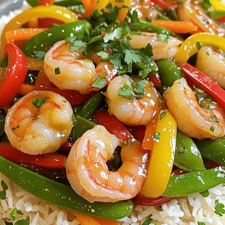 To make this dish, you need some key items. Here is what to gather: - 1 pound large shrimp, peeled and deveined - 2 tablespoons unsalted butter - 4 cloves garlic, minced - 1 cup bell peppers (red, yellow, green), sliced - 1 cup snap peas, trimmed - 1 medium carrot, julienned These ingredients form the base of the dish. The shrimp brings protein, while the veggies add crunch and color. Next, you need to add flavor. Here are the seasonings and sauces you should use: - 2 tablespoons soy sauce - 1 tablespoon sesame oil - 1 tablespoon honey - Salt and pepper to taste Soy sauce adds saltiness, while sesame oil gives a nutty taste. Honey balances the flavors with a hint of sweetness. Garnishes can make your dish shine. Consider these options: - Fresh cilantro, chopped Cilantro adds a fresh touch. It enhances the look and adds a burst of flavor. You can also try adding lime or chili flakes for more zest! Start by rinsing the shrimp under cold water. Make sure they are peeled and deveined. This step is key for a clean bite. Then, pat them dry with a paper towel. This helps the shrimp sear well. In a large skillet, melt two tablespoons of unsalted butter over medium-high heat. Once the butter is melted, add four cloves of minced garlic. Sauté the garlic for about 30 seconds. You want it fragrant but not brown. Next, toss in the shrimp and cook them for 2-3 minutes. Stir frequently until they turn pink and opaque. Once cooked, remove the shrimp from the skillet and set them aside on a plate. In the same skillet, add the colorful veggies. Start with one cup of sliced bell peppers, one cup of snap peas, and one medium carrot, julienned. Stir-fry these vegetables for about 3-4 minutes. You want them to be tender-crisp, not mushy. This keeps them vibrant and tasty. The leftover garlic and butter from the shrimp will add flavor. Keep stirring to coat the veggies evenly. Now, it’s time to bring it all together. Return the shrimp to the skillet with the cooked veggies. Pour in two tablespoons of soy sauce, one tablespoon of sesame oil, and one tablespoon of honey. Stir to combine all the ingredients evenly. Cook for another 1-2 minutes. This step warms everything through and melds the flavors. Season with salt and pepper to your taste. Serve the shrimp and veggie stir-fry hot over jasmine rice or quinoa. Finish with a sprinkle of freshly chopped cilantro for a burst of color and flavor. To get shrimp just right, start with fresh shrimp. You want large shrimp, peeled and deveined. They cook fast, so watch them closely. Cook shrimp for about 2-3 minutes. They will turn pink and opaque when done. Do not overcook them; they can become rubbery. Remove them from the pan as soon as they're ready. This keeps them juicy and tender. Garlic butter is key in this dish. Use unsalted butter for the best taste. Melt it in your skillet before adding minced garlic. Sauté the garlic for about 30 seconds. This brings out its rich flavor. If garlic browns, it can taste bitter. Combine the garlic butter with the shrimp and veggies for a savory taste. Add soy sauce, sesame oil, and honey for a sweet touch. This mix creates a deep and rich flavor. To save time, prep all your ingredients first. Slice the veggies and mince the garlic ahead of time. You can even buy pre-peeled shrimp. Use a sharp knife for quick vegetable cutting. Keep everything within reach while cooking. This helps you stay focused and quick. The whole dish takes about 15 minutes to make. Once you master this, you can whip it up any night! {{image_2}} You can swap shrimp for chicken, tofu, or beef. Each protein brings its own taste. Chicken cooks similarly to shrimp. Just cut it into small pieces. Tofu needs a bit more time to brown and absorb flavors. Beef should be thinly sliced for quick cooking. Always adjust cooking times based on your choice. Feel free to add more veggies to your stir-fry. Broccoli, zucchini, and mushrooms work well. You can even use frozen mixed vegetables if you're in a hurry. Simply toss them in with the other veggies. This adds color and nutrients. The more veggies, the more fun your dish becomes. Change up the flavor with different sauces. Try teriyaki, sweet chili, or peanut sauce. Each sauce offers a unique twist. Just mix it in with the soy sauce. You might want to adjust the honey amount too. This will keep the balance of sweet and savory just right. Experimenting with flavors makes your dish exciting and new each time. Store your leftover Minute Garlic Butter Shrimp Stir-Fry in an airtight container. This keeps the shrimp and veggies fresh. Place the container in the fridge. Use the leftovers within two days for the best taste. Always let the dish cool before sealing it up. To reheat, use a skillet over medium heat. Add a splash of water or soy sauce for moisture. Stir often to heat evenly. This keeps the shrimp juicy and the veggies crisp. Avoid using a microwave, as it can make the shrimp rubbery. You can freeze this dish for later use. Place the stir-fry in a freezer-safe bag. Squeeze out all the air and seal it tight. It can last up to three months in the freezer. When you’re ready to eat, thaw it in the fridge overnight before reheating. Shrimp is fully cooked when it turns pink and opaque. It should curl into a C shape. If it is still gray or has a rubbery texture, it needs more time. Cooking shrimp usually takes about 2-3 minutes. Keep an eye on them while cooking to avoid overcooking. Yes, you can make this stir-fry in advance. Cook the shrimp and veggies, then let them cool. Store them in an airtight container in the fridge for up to two days. When you're ready to eat, just reheat it in a skillet over medium heat. This saves time on busy days. This garlic butter shrimp stir-fry goes well with jasmine rice or quinoa. Both are great bases. You can also serve it with a side salad or steamed veggies for extra nutrition. Consider adding some crusty bread to soak up those delicious garlic butter flavors! This blog post covered the essential ingredients, step-by-step instructions, and useful tips for making garlic butter shrimp stir-fry. I shared ways to enhance flavor and how to store leftovers. You can switch shrimp for other proteins or add extra veggies for variety. With this recipe, you’ll enjoy a tasty meal that’s quick and easy. Remember, cooking is fun, and trying new things keeps it interesting. Dive in and enjoy your garlic butter shrimp stir-fry today. Happy cooking!
