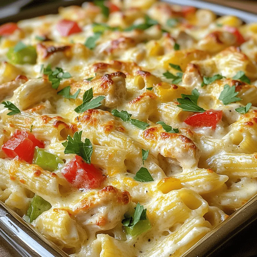 - 2 boneless, skinless chicken breasts, diced - 2 tablespoons Cajun seasoning For the chicken, I use boneless, skinless breasts. Dicing them makes cooking easier. The Cajun seasoning gives that spicy kick. You can adjust it to your taste. - 8 ounces fettuccine pasta - 2 cups heavy cream - 1 cup shredded Parmesan cheese - 1 cup shredded mozzarella cheese Fettuccine works best for this dish. It holds the sauce well. Heavy cream makes the sauce rich and creamy. Parmesan adds flavor, while mozzarella gives a lovely melt on top. - 1 tablespoon olive oil - 1 red bell pepper, sliced - 1 green bell pepper, sliced - 1 small onion, chopped - 3 cloves garlic, minced - Salt and pepper to taste - Fresh parsley for garnish I like to add bell peppers for color and crunch. The onion and garlic give deep flavor. Olive oil helps in cooking the veggies. Salt and pepper balance everything. Finally, fresh parsley brightens the dish before serving. First, take your two diced chicken breasts. Place them in a bowl. Add the Cajun seasoning. Toss everything well until the chicken is evenly coated. This step adds great flavor. The spices will give your dish that Cajun kick. Next, fill a large pot with water and bring it to a boil. Add a pinch of salt to the water. Once boiling, drop in the fettuccine pasta. Cook it according to the package instructions until it is al dente. This means it should be firm but not hard. Drain the pasta and set it aside for later. Now, heat one tablespoon of olive oil in a large skillet. Use medium heat for best results. Add the Cajun spiced chicken to the skillet. Cook it for about 5-7 minutes. You want it golden brown and cooked through. Remove the chicken and set it aside. In the same skillet, add chopped onion, sliced red and green bell peppers, and minced garlic. Sauté these vegetables until they are soft, around 4-5 minutes. This adds more flavor to your dish. Lower the heat a bit. Pour in 2 cups of heavy cream. Bring it to a gentle simmer. Stir in 1 cup of Parmesan cheese. Mix until the cheese melts and the sauce becomes creamy. This will create a rich texture that pairs well with the pasta. Add the cooked chicken and fettuccine to the creamy sauce. Toss everything together until well mixed. Season with salt and pepper to taste. This step makes sure every bite is full of flavor. Preheat your oven to 375°F (190°C). Transfer the mixture into a greased 9x13 inch baking dish. Sprinkle 1 cup of shredded mozzarella cheese on top. Bake in the oven for 20-25 minutes. You want the cheese to be bubbly and golden. When done, remove it from the oven and let it cool slightly. Garnish with fresh parsley before serving. - Perfecting the Seasoning To get bold flavor, coat your chicken well with Cajun seasoning. Use two tablespoons for two chicken breasts. Make sure every piece is covered. This will give each bite a nice kick. - Cooking Chicken Evenly Cut your chicken into small, even pieces. This helps it cook faster and more evenly. Cook it until it’s golden brown, around 5-7 minutes. Use a meat thermometer to check for doneness; it should reach 165°F (74°C). - Importance of Timing Timing is key for pasta. Start cooking it when your chicken is almost done. Follow the package instructions. Aim for a firm bite, which means it’s al dente. This helps the pasta hold up in the bake. - Tips for Preventing Stickiness After draining the pasta, toss it with a little olive oil. This will keep it from sticking together. Stir gently so you don't break it apart. - Cheese Substitutions If you want a twist, swap out the Parmesan for Pecorino Romano. You can even mix in some cream cheese for extra richness. - Adjusting Sauce Thickness If your sauce is too thick, add more heavy cream or a splash of chicken broth. If it’s too thin, let it simmer a bit longer. Stir often to get the right texture. {{image_2}} Gluten-Free Options You can make this dish gluten-free. Use gluten-free pasta instead of fettuccine. There are many good brands available. Just be sure to check the cooking time, as it may vary. Dairy-Free Alternatives For a dairy-free version, swap heavy cream with coconut cream or a nut-based cream. Use dairy-free cheese for the mozzarella and Parmesan. This keeps the flavors rich and creamy. Adding Spiciness Want more heat? Add extra Cajun seasoning during cooking. You can also mix in sliced jalapeños or a dash of hot sauce. Taste as you go to find your perfect spice level. Introducing Additional Vegetables Add more veggies for color and nutrition. Consider using zucchini, spinach, or mushrooms. Just sauté them with the bell peppers for a few minutes before adding the cream. Using Shrimp or Tofu If you want a different protein, shrimp is great here. Cook them until pink and toss them in. For a plant-based option, use cubed tofu. Ensure you press it well to remove excess moisture before cooking. Incorporating Sausage Sausage adds a savory kick. Use spicy or mild sausage, depending on your taste. Cook it in the skillet first, then add the veggies. Just remember to drain excess fat before adding cream. - To store leftovers, let the dish cool down. - Place it in an airtight container. - You can keep it in the fridge for up to three days. I recommend using glass or plastic containers. They help keep the flavors and moisture intact. - To freeze, split the dish into smaller portions. - Use freezer-safe containers or bags. - Remove as much air as possible before sealing. When you want to eat it, thaw overnight in the fridge. Reheat in the oven at 350°F (175°C). Cover it with foil to keep it moist. - In the fridge, Spicy Cajun Chicken Alfredo Bake lasts about three days. - In the freezer, it can stay good for up to three months. Always check for any signs of spoilage before eating. Enjoy safely! You can easily adjust the spice level by adding more or less Cajun seasoning. For less heat, use half the amount. For more kick, try adding a pinch of cayenne pepper or red pepper flakes. You can also serve hot sauce on the side for those who want extra heat. Yes, you can use other types of pasta. Penne, rigatoni, or even gluten-free pasta work well. Just adjust the cooking time based on the pasta you choose. Make sure to cook it to al dente, so it holds up well in the bake. Absolutely! This dish is great for meal prep. You can make it ahead of time and store it in the fridge for up to three days. Just reheat it when you’re ready to eat. It also freezes well for up to three months. To reheat leftovers, add a splash of cream or water to the dish. Cover it with foil and heat in the oven at 350°F (175°C) for about 15-20 minutes. This keeps it moist and creamy. You can also use the microwave, but add cream to avoid dryness. This dish pairs well with a fresh green salad or garlic bread. You can also serve it with roasted vegetables for a healthy side. A light dessert, like fruit salad or sorbet, can round out the meal nicely. This blog post covered a delicious Spicy Cajun Chicken Alfredo Bake. We explored key ingredients, from chicken and pasta to creamy sauces and veggies. I walked you through each step, ensuring you cook the perfect meal. I shared tips for seasoning, cooking pasta, and enhancing creaminess. We also discussed variations to fit dietary needs and flavor preferences. With storage advice, your leftovers will stay fresh. Remember, cooking is about having fun and getting creative. Enjoy your baking, and make this dish your own!