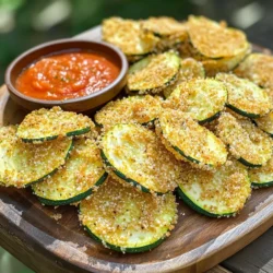 - 2 medium zucchinis, thinly sliced - ½ cup grated Parmesan cheese - ½ cup breadcrumbs (preferably whole wheat) - 1 teaspoon garlic powder - 1 teaspoon onion powder - 1 teaspoon Italian seasoning - Salt and pepper to taste - 1 large egg, beaten - Cooking spray Zucchini is the star here. It provides a fresh, crisp base for the chips. Parmesan cheese adds a salty, nutty flavor that makes the chips tasty. Breadcrumbs give the chips a crunchy outer layer. Garlic powder and onion powder add depth to the flavor. Italian seasoning brings a hint of herbs, enhancing the overall taste. Finally, the egg acts as a glue, helping the coating stick to the zucchini. When choosing zucchini, look for firm, smooth skin. Avoid any with soft spots or blemishes. Fresh zucchini should feel heavy for its size, indicating moisture. For Parmesan cheese, select a block if possible. Grate it yourself for the best flavor. The cheese should have a slightly nutty aroma. If using pre-grated cheese, check for added preservatives. Always look for cheese that is labeled as "parmesan" for authenticity. Start by preheating your air fryer to 400°F (200°C). This step helps the chips cook evenly. A hot air fryer ensures they turn out crispy. In a mixing bowl, combine ½ cup of grated Parmesan cheese with ½ cup of breadcrumbs. Add 1 teaspoon each of garlic powder, onion powder, and Italian seasoning. Sprinkle in salt and pepper to taste. Mix well to evenly blend all the flavors. This mixture gives the chips a tasty crust. Take your 2 medium zucchinis and slice them thinly. Dip each slice into 1 beaten egg. Make sure each piece is fully coated. Next, transfer the slice to your breadcrumb mixture. Press the slice gently to help the coating stick. Ensure each chip is well-covered for the best flavor. Place the coated zucchini chips in a single layer in the air fryer basket. Do not overcrowd them; this helps them crisp up nicely. Lightly spray the tops with cooking spray. Set the air fryer to cook for 10-12 minutes. Flip the chips halfway through cooking. This helps them brown evenly. Adjust the time if you want them crispier. Once the chips are golden brown and crispy, remove them from the air fryer. Let them cool for a minute before serving. Enjoy these tasty chips warm. They pair well with marinara sauce or your favorite dip. Perfect for a healthy snack or appetizer! To get your zucchini chips crispy, slice them thin. Aim for about 1/8 inch in thickness. This helps them cook evenly. Make sure to coat them well in the breadcrumb mixture. Press the crumbs onto the slices for better adhesion. Spraying them lightly with cooking spray also aids in crispiness. Flip the chips halfway through cooking for a uniform crunch. If they’re not crispy enough, air fry them a bit longer. Each air fryer can vary, so keep an eye on them! If you run out of eggs, don’t worry! You can use a few alternatives. Unsweetened applesauce works well; use about 1/4 cup per egg. Another option is flaxseed meal mixed with water. Mix 1 tablespoon of flaxseed meal with 2.5 tablespoons of water. Let it sit for a few minutes until it thickens. Silken tofu can also be a great choice. Blend 1/4 cup of silken tofu until smooth. Each of these options binds the crumbs to the zucchini nicely. Cooking times may vary based on your air fryer model. Most will take around 10 to 12 minutes at 400°F. If your air fryer runs hot, check the chips at 8 minutes. For slower models, you may need up to 15 minutes. Always flip them halfway through to ensure even cooking. Check for a golden brown color to know they are done. If they look pale, give them a few extra minutes. {{image_2}} You can change the flavor of your zucchini chips easily. Try adding smoked paprika for a hint of smoke. For a spicy kick, mix in cayenne pepper. You can also use fresh herbs like rosemary or thyme. Just chop them finely and add to the breadcrumb mix. This gives a fresh taste and makes your chips unique. Parmesan is great, but other cheeses work too. Try using cheddar for a sharp flavor. You can also use mozzarella for a milder taste. Grate the cheese finely before mixing it with the breadcrumbs. This helps the cheese melt and gives a nice crust. Mixing cheeses can create a fun blend of tastes! Don’t stop at zucchini! You can add other veggies. Sweet potatoes or carrots make great chips too. Just slice them thin like the zucchini. You can use the same coating method for these veggies. This way, you get a colorful and tasty mix. Plus, it’s a great way to enjoy more vegetables! To keep your leftover zucchini chips fresh, store them in an airtight container. Place parchment paper between layers to help maintain crunch. Keep them in the fridge. They will last for about 2-3 days. Reheat your zucchini chips in the air fryer for 3-5 minutes at 350°F (175°C). This method helps restore their crispiness. Avoid using the microwave, as it can make them soggy. If you want to freeze your zucchini chips, let them cool completely first. Place them in a single layer on a baking sheet. Freeze for 1-2 hours, then transfer them to a freezer bag. They can last up to 3 months in the freezer. When ready to eat, reheat them directly from frozen in the air fryer. Air Fryer Parmesan Zucchini Chips stay fresh for about 2 to 3 days. Store them in an airtight container. To keep them crispy, avoid stacking the chips. Yes, you can bake them in the oven. Preheat the oven to 425°F (220°C). Place the coated zucchini slices on a baking sheet. Bake for about 20 to 25 minutes, flipping halfway through. These chips go well with marinara sauce or your favorite dip. You can also pair them with a fresh salad for a tasty meal. Yes, these zucchini chips fit well in a keto diet. They are low in carbs and high in flavor. Just watch the breadcrumbs; choose a low-carb option if you want. To reduce saltiness, cut back on the salt in the breadcrumb mix. You can also replace some Parmesan cheese with a low-sodium cheese. Making Air Fryer Parmesan Zucchini Chips is simple and fun. We explored key ingredients and their roles. You learned how to prep and cook these tasty chips step by step. Tips helped you achieve crispiness and offered variations for added flavor. Finally, we discussed storage and reheating options. Enjoy these chips as a healthy snack or side dish. Don’t forget to get creative with your ingredients! The more you make them, the better you’ll get. Enjoy your cooking journey!