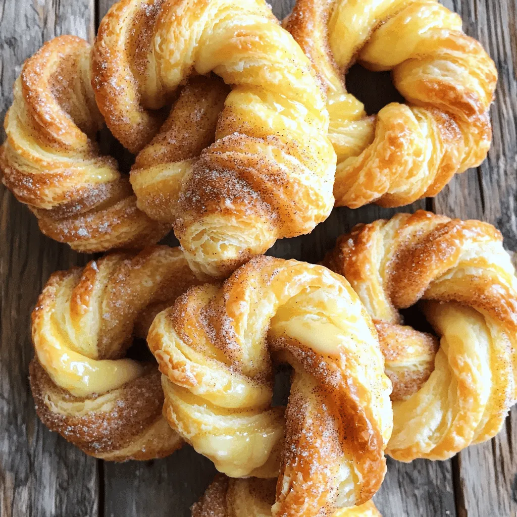 - 1 sheet of refrigerated puff pastry (thawed) - 1/4 cup granulated sugar - 1 tablespoon ground cinnamon - 1 tablespoon butter, melted - 1 egg (beaten, for egg wash) To make Air Fryer Cinnamon Sugar Twists, start with puff pastry. This flaky dough gives your twists that light, airy texture. Next, granulated sugar and ground cinnamon create the sweet topping. The melted butter adds richness and helps the sugar stick. Finally, the egg wash gives the twists a shiny, golden finish when cooked. - 1/4 cup icing sugar (for drizzle) - Pinch of salt You can use icing sugar for a sweet drizzle on top. A little salt enhances the flavors. While these extras are not necessary, they can make your twists even more delicious. - Preheat your air fryer to 375°F (190°C) for about 5 minutes. - Roll out the puff pastry on a lightly floured surface. Smooth out any creases. - In a small bowl, mix together 1/4 cup of sugar, 1 tablespoon of ground cinnamon, and a pinch of salt. - Brush the melted butter evenly over the puff pastry. - Cut the pastry into strips that are about 1 inch wide and 5 inches long. - Twist each strip several times to make spiral shapes. Place them in the air fryer basket, making sure to leave space between them. - Brush the tops of the twists with the beaten egg for a nice golden color. - Sprinkle the remaining cinnamon-sugar mixture over the tops of the twists. - Air fry the twists for 8-10 minutes until they are golden brown and crispy. Flip them halfway through to cook evenly. - Let them cool slightly before serving. For a fun touch, drizzle icing sugar mixed with a bit of water over the twists. - Achieving the perfect twist: When you cut your puff pastry, aim for strips about 1 inch wide. This size is just right for twisting. Hold one end of the strip and twist it several times. This creates a fun spiral shape. Make sure to keep the twists tight, but not so tight that they break. - Ensuring even cooking: To cook your twists evenly, space them out in the air fryer basket. They need room to puff up and crisp. Flip them halfway through cooking to help both sides brown nicely. This way, every twist comes out golden and crispy. - Enjoying with coffee or tea: These cinnamon sugar twists are great with a warm drink. The sweet and spicy flavor pairs well with coffee or tea. Serve them warm for the best taste. Your guests will love this combo at breakfast or snack time. - Adding glaze variations: For a fun twist, try adding a glaze. Mix icing sugar with a bit of water to create a drizzle. Pour this over your twists after they cool slightly. You can also add flavors like vanilla or lemon for extra flair. This simple step makes them look fancy! {{image_2}} You can make these twists even more fun by adding flavors. Try drizzling melted chocolate or caramel on top. This will give each bite a sweet and rich note. You can also change the spices. Instead of cinnamon, use nutmeg or pumpkin spice for a fall twist. A little cardamom can add a nice kick too! If you want to switch things up, try using different pastries. You can use phyllo dough for a flakier texture. You could also use biscuit dough for a thicker twist. For healthier options, consider whole wheat pastry or even a gluten-free dough. This way, everyone can enjoy these tasty snacks! To keep your leftover twists fresh, store them in an airtight container. This helps prevent them from becoming soggy. You can also wrap them in plastic wrap before placing them in the container. If you want to keep them for longer, place the container in the fridge. They will stay good for about three days. For extra crunch, you can also freeze the twists. Just make sure to store them in a freezer-safe bag. They can last up to a month in the freezer. When you want to enjoy your twists again, reheating is key. The best way to do this is in the air fryer. Preheat your air fryer to 350°F (175°C). Place the twists in the basket and heat for about 3-5 minutes. This brings back their crispy texture. You can also use an oven, setting it to 350°F (175°C). Heat them for about 5-7 minutes. Avoid using a microwave, as it can make them chewy. Enjoy your tasty twists just like when they were fresh! You can use crescent roll dough or phyllo dough. Both options work well. Crescent roll dough gives a soft taste. Phyllo dough makes a crispier twist. If you want a healthier choice, try whole wheat dough. Each of these will give a different texture and taste. Yes, you can prepare the twists ahead. Make them and twist them, then store them in the fridge. They will stay fresh for about a day. Just remember to air fry them before serving. This keeps them crispy and warm. Check for a golden brown color. The twists should look crispy and puffed. If they are golden and firm to the touch, they are ready. You can also insert a toothpick to check if the inside is cooked through. You now have all the steps to make tasty twists with puff pastry. We covered the main ingredients like butter and cinnamon, plus tips for perfect twists. Experiment with flavors and alternatives to make it your own. Remember to store leftovers well, so they stay fresh. With these easy instructions, you can impress friends and family. Enjoy your baking journey and share your delicious creations!