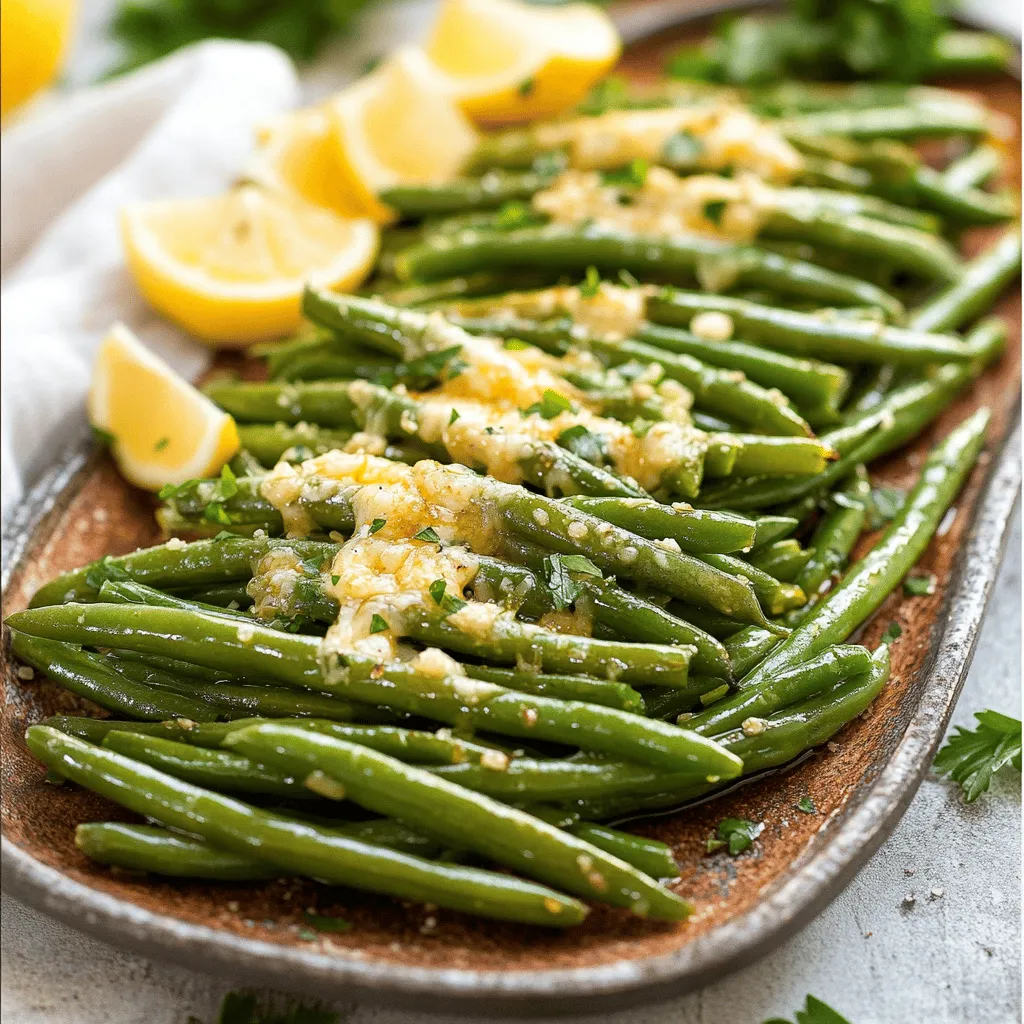 - 1 pound fresh green beans, trimmed - 2 tablespoons olive oil - 4 cloves garlic, minced - 1/4 cup grated Parmesan cheese - 1 teaspoon Italian seasoning - Salt and pepper to taste - Lemon wedges for serving (optional) Fresh green beans are the star of this dish. Choose bright and crisp beans for the best taste. Trim the ends to remove the tough parts. Olive oil adds a nice richness. It helps the spices stick and gives flavor. Garlic gives a bold kick. Mince it finely so it mixes well. Parmesan cheese brings a salty taste. Grate it fresh for richer flavor. Italian seasoning adds a mix of herbs that work great with the beans. Salt and pepper bring out all the flavors. Add them to your taste. Optional lemon wedges add a zesty touch. They brighten the dish and balance the flavors. You can squeeze them on top right before eating. This simple list makes for a tasty and quick side dish. 1. Preheating the air fryer Start by preheating your air fryer to 400°F (200°C). This takes about 5 minutes. Preheating helps cook the green beans evenly. 2. Coating green beans with olive oil Take 1 pound of fresh green beans and trim the ends. Place them in a large mixing bowl. Drizzle 2 tablespoons of olive oil over the beans. Toss them well until every bean is coated. 3. Mixing in seasonings Add 4 cloves of minced garlic to the bowl. Sprinkle in 1 teaspoon of Italian seasoning, salt, and pepper to taste. Mix everything well. This step ensures that the beans are full of flavor. 1. Arranging green beans in the air fryer Transfer the green beans to the air fryer basket. Make sure to arrange them in a single layer. This allows hot air to circulate and cook them evenly. 2. Cooking time and shaking instructions Set your air fryer to cook for 8-10 minutes. Halfway through, shake the basket gently. This action helps the beans crisp up nicely on all sides. 3. Adding Parmesan cheese in the final minute In the last minute of cooking, sprinkle 1/4 cup of grated Parmesan cheese over the green beans. This will melt the cheese and form a delicious crust. Enjoy the simple and tasty garlic Parmesan green beans right from your air fryer! When you pick green beans, look for bright color and firmness. Choose beans that snap easily when bent. Avoid beans with brown spots or wilting. For cooking time, aim for 8-10 minutes at 400°F. If you like them crispier, add 1-2 more minutes. Shake the basket halfway through for even cooking. Serve these green beans with lemon wedges for a fresh taste. They pair well with grilled chicken or fish. For a fun twist, add a sprinkle of fresh parsley on top. You can dip the beans in ranch or garlic sauce for extra flavor. Try serving them with a side of rice or quinoa for a complete meal. {{image_2}} You can easily change the flavor of your green beans. For a kick, add red pepper flakes or cayenne pepper. These spices bring heat and depth to the dish. If you like a rich taste, try using feta or cheddar cheese instead of Parmesan. Feta adds a salty tang, while cheddar gives a creamy texture. If you don’t have fresh green beans, frozen ones work well too. Just thaw them and pat them dry before cooking. This keeps your dish from getting soggy. For those needing gluten-free options, check your seasonings. Many spices are gluten-free, but always read labels to be sure. After enjoying your Air Fryer Garlic Parmesan Green Beans, store the leftovers right. Let them cool first. Place them in an airtight container. They stay fresh for up to three days in the fridge. Keep the container sealed to avoid moisture loss. This helps maintain flavor and texture. When you’re ready to reheat, use the air fryer for best results. Preheat it to 350°F (175°C). Place the green beans in the basket for about 5 minutes. This method helps them regain their crispiness. You can also use a microwave, but they may lose some crunch. If you want to save your green beans for later, freezing works well. First, let the cooked beans cool completely. Spread them out on a baking sheet in a single layer. This prevents them from sticking together. Freeze for about 1-2 hours until solid. Once frozen, transfer the beans to a freezer-safe bag. Remove as much air as possible to avoid freezer burn. Label the bag with the date. These beans can last up to three months in the freezer. When you’re ready to eat, cook them straight from frozen for about 10-12 minutes in the air fryer. Enjoy your tasty green beans anytime! How long do air-fried green beans last? Air-fried green beans can last in the fridge for about 3 to 5 days. Store them in an airtight container. If you want them to stay fresh, eat them within this time. Reheating can make them less crispy, but they will still taste good. Can I use canned green beans for this recipe? You can use canned green beans, but I do not recommend it. Canned beans are softer and may not crisp up well in the air fryer. Fresh green beans give the best texture and flavor. If you use canned beans, reduce the cooking time to avoid mushiness. What is the best way to clean an air fryer after cooking? Cleaning your air fryer is easy. Let it cool down first. Then, remove the basket and tray. Wash them with warm soapy water. You can also use a soft sponge to avoid scratches. For tough spots, soak them for a few minutes. Wipe the inside of the air fryer with a damp cloth. It keeps the air fryer in good shape for next time. Air-fried green beans offer a tasty, healthy side dish. We covered the key ingredients, steps for preparation, and cooking tips. You learned about flavor variations and smart storage. Experiment with spices and cheeses to make this dish your own. Remember to store leftovers properly for the best taste later. Enjoy your cooking journey with air-fried green beans!