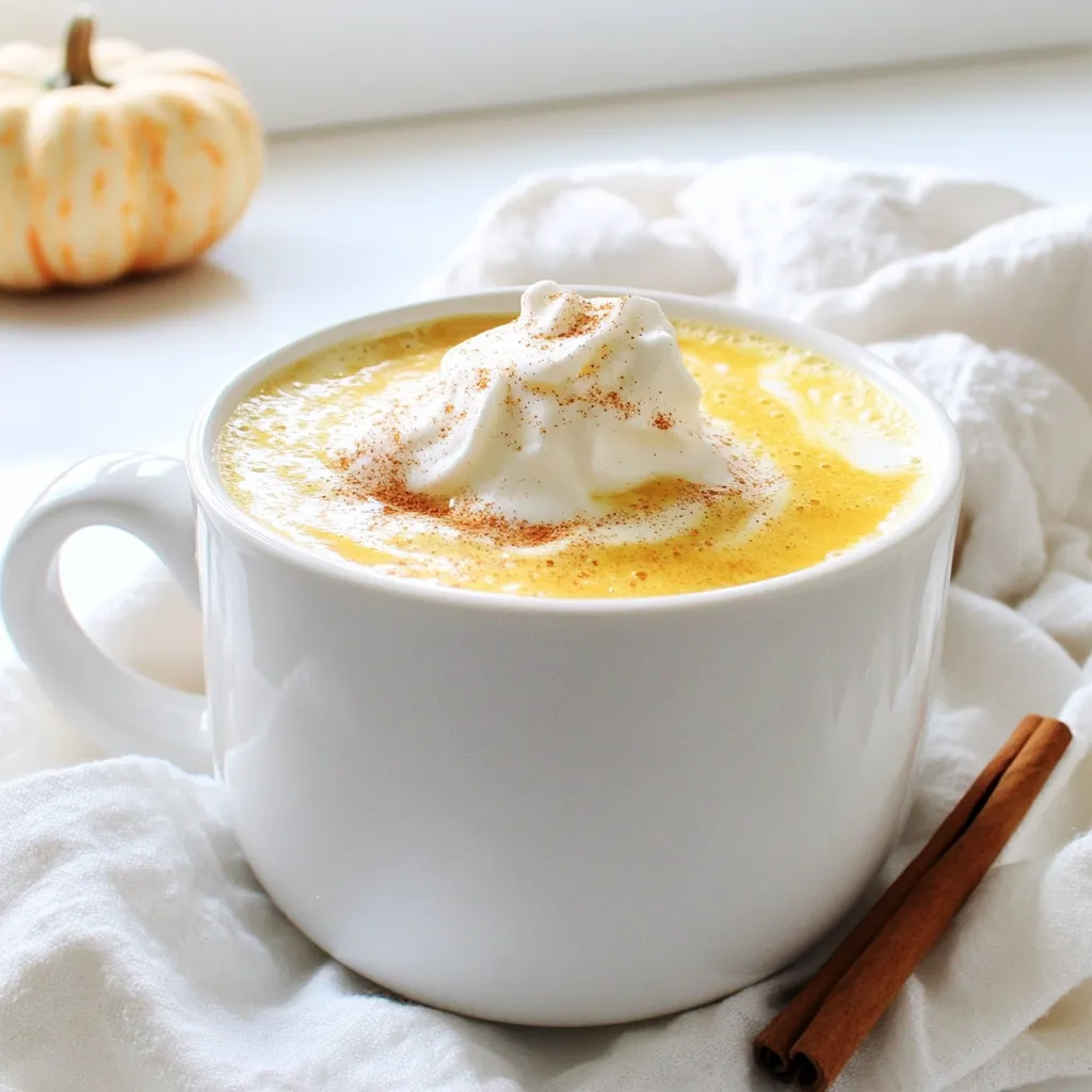 - 1 cup unsweetened almond milk (or any milk of choice) - 1/2 cup brewed chai tea (strong brew recommended) - 1/2 cup canned pumpkin puree - 1 scoop vanilla protein powder - 1 tablespoon maple syrup (adjust sweetness to taste) - 1/2 teaspoon ground cinnamon - 1/4 teaspoon ground ginger - 1/4 teaspoon ground nutmeg - A pinch of ground cloves - Whipped cream (optional, for topping) - Pumpkin spice (for garnish, optional) - Almond Milk: Low in calories and high in vitamin E. Great for skin health. - Chai Tea: Contains antioxidants and boosts metabolism. It also helps digestion. - Pumpkin Puree: Packed with fiber and rich in vitamins A and C. Good for eyes and skin. - Vanilla Protein Powder: Supports muscle growth and keeps you feeling full longer. - Maple Syrup: A natural sweetener with minerals like zinc and manganese. - Cinnamon: May lower blood sugar and has anti-inflammatory properties. - Ginger: Aids digestion and reduces nausea. It also has anti-inflammatory effects. - Nutmeg: Has antioxidants and can improve sleep quality. - Cloves: Rich in antioxidants and may help improve liver health. - Almond Milk: Use oat milk or soy milk for a creamier texture. - Chai Tea: Try spiced black tea or herbal chai for different flavors. - Pumpkin Puree: Substitute with sweet potato puree for a unique taste. - Vanilla Protein Powder: Chocolate protein powder can add a rich twist. - Maple Syrup: Honey or agave syrup can be used for sweetness. - Spices: Feel free to adjust the spices based on your taste. More cinnamon? Go for it! To start, brew a strong cup of chai tea. I recommend using two tea bags or more tea leaves than normal. This makes the chai flavor bold and rich. Once you brew the tea, set it aside. Let it cool slightly before using it in your latte. Next, grab your blender. Add the brewed chai tea, one cup of unsweetened almond milk, and half a cup of canned pumpkin puree. Then, include one scoop of vanilla protein powder. This adds a nice creaminess and protein boost. For sweetness, add one tablespoon of maple syrup. You can adjust this later if needed. Now, sprinkle in half a teaspoon of ground cinnamon, one-fourth teaspoon of ground ginger, one-fourth teaspoon of ground nutmeg, and a pinch of ground cloves. Blend all these ingredients on high until the mixture is smooth and frothy. Make sure there are no lumps from the pumpkin puree. Now, pour the blended mixture into a small saucepan. Heat it over medium heat. Stir it gently as it warms up. You want it warm but not boiling. This step keeps the latte creamy and delicious. Once it’s heated to your liking, pour it into your favorite mug. If you want, top it with whipped cream and sprinkle some pumpkin spice on top. This adds a cozy touch that fits perfectly with fall vibes. To get the best texture in your latte, start with a strong chai tea. Use two tea bags for a more robust flavor. Blend the chai with almond milk and pumpkin puree until smooth. Make sure there are no lumps. Heating the latte gently helps keep it creamy. Stir while it warms up to avoid curdling. Sweetness is key for a cozy drink. Start with one tablespoon of maple syrup. Taste it, then add more if you like. A little goes a long way. You can also use honey or agave syrup for a twist. Adjust the sweetness to match your perfect fall mood. Serve your latte in a large mug for a warm feel. Top it with whipped cream for extra indulgence. Sprinkle pumpkin spice on top for a lovely look. Pair it with a cinnamon stick or star anise for fun. Snuggle up with a cozy blanket while you sip. Enjoy the warmth and comfort that this drink brings. {{image_2}} You can use different types of milk to make this latte. Almond milk is great, but you can also try: - Oat milk - Coconut milk - Soy milk - Cashew milk Each milk brings its own taste. Oat milk adds creaminess, while coconut milk gives a tropical twist. Adjust the spice levels to make your latte just right. If you like more warmth, add extra cinnamon. For a kick, try more ginger. Here are some ways to change the flavor: - Add more nutmeg for depth. - Increase maple syrup for extra sweetness. - Add a pinch of cayenne for heat. Experiment until you find your perfect blend! You can boost your latte with fun extras. Here are some ideas: - Use a protein powder with a different flavor, like chocolate. - Add a tablespoon of chia seeds for added nutrients. - Swap maple syrup for honey or agave, if you prefer. These additions help make your drink richer and more filling. Enjoy your cozy creation! Store your Cozy Pumpkin Chai Protein Latte in an airtight container. This keeps it fresh and tasty. If you have leftovers, let it cool before placing it in the fridge. Use it within a couple of days for the best flavor. To reheat, pour your latte into a small saucepan. Warm it over low heat. Stir often to avoid burning. You can also use a microwave. Heat for 30 seconds, then stir. Repeat until it’s warm but not too hot. - Almond Milk: Usually lasts about 7-10 days after opening. - Chai Tea: Can stay fresh for months if kept dry. - Canned Pumpkin Puree: Good for about a week in the fridge once opened. - Protein Powder: Check the label, but it often lasts for months. - Maple Syrup: Lasts indefinitely if stored well. Knowing how to store your latte and its ingredients helps keep everything fresh and delicious! A Cozy Pumpkin Chai Protein Latte is a warm drink that combines chai tea, pumpkin puree, and protein powder. This drink is creamy, spicy, and packed with flavor. It’s perfect for chilly days. You enjoy the warmth of chai tea and the comfort of pumpkin. Plus, it gives you a protein boost. Yes, you can make this drink vegan! Just use almond milk or any plant-based milk. Make sure the protein powder is also vegan. Many brands offer plant-based protein options. Substitute maple syrup for any sweetener you prefer. This way, you keep all the tasty flavors without any animal products. To make this recipe creamy without dairy, stick with plant-based milk. Almond milk is a great choice. You can also try oat milk or coconut milk for added creaminess. Blend the ingredients well to get a smooth texture. The pumpkin puree adds richness, too. Absolutely! You can use different protein powder flavors to change the taste. Vanilla protein works best for this recipe, but chocolate or even pumpkin spice protein could be fun. Just remember that different flavors might change the final taste. Adjust spices and sweeteners as needed to balance the flavors. This blog explored a cozy pumpkin chai protein latte. We reviewed ingredients, their benefits, and tasty swaps. I outlined easy step-by-step instructions for brewing and blending. You learned tips for the perfect texture and sweetness, along with serving ideas. Variations offered options for milk and flavor adjustments. Finally, we discussed storage tips for freshness and answered common questions about this drink. Embrace your creativity, and enjoy making your own cozy drinks. Each cup can be unique!