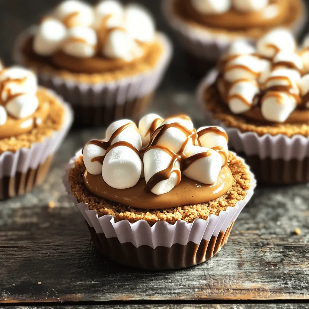 To make Peanut Butter S’mores Cups, you need a few simple ingredients. Each one adds a special touch to the treat. Here’s what you will need: - 1 cup graham cracker crumbs - 1/4 cup granulated sugar - 1/3 cup unsalted butter, melted - 1 cup creamy peanut butter - 1 cup mini marshmallows - 1 cup semi-sweet chocolate chips - 1 teaspoon vanilla extract - Pinch of salt Each ingredient plays a key role. The graham cracker crumbs create a crunchy base. Sugar adds sweetness, while melted butter binds it all together. Creamy peanut butter gives a rich flavor that pairs perfectly with the other ingredients. Mini marshmallows add a soft texture and sweetness. Semi-sweet chocolate chips melt into a gooey layer on top, making each bite delightful. Vanilla extract enhances the overall taste, and a pinch of salt balances the sweetness. You can find most of these items at your local grocery store. Having everything ready will make the process smooth and fun. Enjoy mixing these ingredients to create a treat everyone loves! Start by preheating your oven to 350°F (175°C). This step is key for a great bake. While the oven warms up, line a muffin tin with paper liners. This makes it easy to remove the cups later. In a medium bowl, mix together: - 1 cup graham cracker crumbs - 1/4 cup granulated sugar - 1/3 cup unsalted butter, melted Stir until it looks like wet sand. Use about 1 tablespoon of this mix for each muffin liner. Press it down firmly with a spoon to create a solid crust. Bake this in the oven for about 5 minutes. Let it cool a little before adding the next layers. In another bowl, mix: - 1 cup creamy peanut butter - 1 teaspoon vanilla extract - A pinch of salt Stir until it's smooth. Spoon about 1 tablespoon of this peanut butter mix over each crust. Smooth it out so it's even. Next, add a generous amount of mini marshmallows on top. Melt 1 cup of semi-sweet chocolate chips in a microwave-safe bowl. Heat them in 30-second bursts, stirring each time until they're smooth. Drizzle the melted chocolate over the marshmallows, covering them well. Return the cups to the oven and bake them for another 5 minutes. You want the marshmallows to be golden and gooey. After that, let them cool for at least 10 minutes. Then, transfer them to the fridge for 30 minutes to set. Finally, remove the cups from the muffin tin and enjoy your treat! To melt chocolate, use a microwave-safe bowl. Microwave in 30-second bursts. Stir well between each burst. This method helps avoid burning. You want the chocolate smooth and creamy. If it gets too thick, add a small amount of vegetable oil to loosen it. Always scrape the sides of the bowl to mix in any unmelted bits. This ensures a perfect drizzle over your marshmallows. To store leftover Peanut Butter S’mores Cups, place them in an airtight container. Keep them in the fridge for best freshness. They stay good for about a week. If you want to enjoy them later, let them sit at room temperature for a few minutes before eating. This helps soften them a bit for that perfect bite. You can easily customize these cups to fit your taste. Try different nut butters like almond or cashew for a new twist. Add toppings like chopped nuts or dried fruits for extra crunch. If you like a bit of spice, sprinkle in some cinnamon or sea salt. You can even swap out mini marshmallows for larger ones, or use flavored chocolate chips for added fun. The options are endless! {{image_2}} You can change up the nut butter in this recipe. Almond butter works great too. Cashew butter gives a creamy twist. Sunflower seed butter is perfect for allergies. Each choice adds its own flavor. Just ensure the nut butter is creamy for easy spreading. Want to add more crunch? Sprinkle chopped nuts on top! Walnuts or pecans add nice flavor. You can also use dried fruits, like cranberries or raisins. These toppings add a fun twist. They bring both taste and texture to your Peanut Butter S’mores Cups. For a gluten-free treat, use gluten-free graham crackers. These are widely available now. Check the label to ensure they are certified gluten-free. This keeps your dessert safe for everyone. You still get the same great taste without gluten. Store your Peanut Butter S’mores Cups in an airtight container. Keep them in the fridge. This helps them stay fresh and firm. If you plan to eat them later, make sure they are fully cooled before sealing. These treats will last about five days in the fridge. They taste best when enjoyed fresh, but they still hold up well. Just remember to check for any changes in texture or flavor before eating. If you want to warm them up, use the microwave. Heat for about 10-15 seconds. Keep an eye on them to avoid melting too much. You want the chocolate soft, not a gooey mess. Enjoy them warm for a cozy treat! Yes, you can make Peanut Butter S’mores Cups ahead of time. Prepare them and store them in the fridge. They stay fresh for up to three days. Just make sure to keep them in an airtight container. This way, you can enjoy them whenever you want. If you don’t have graham crackers, use crushed cookies or cereal. Chocolate cookies work great for a richer taste. You can also try vanilla wafers for a different flavor. Just crush them to the same size as graham cracker crumbs. The texture will still be nice and crunchy. Yes, you can freeze Peanut Butter S’mores Cups! First, let them cool completely. Then, wrap each cup in plastic wrap. Place them in a freezer-safe container. They will last for up to two months. When ready to eat, let them thaw in the fridge overnight. Enjoy them chilled or at room temperature! This guide covered how to make delicious Peanut Butter S’mores Cups. We explored ingredients, step-by-step instructions, and tips to make your treats perfect. Whether you want to swap flavors or store leftovers, you have options. Remember, these cups are not only tasty but also fun to customize. Enjoy making these simple desserts with friends and family. Happy cooking!