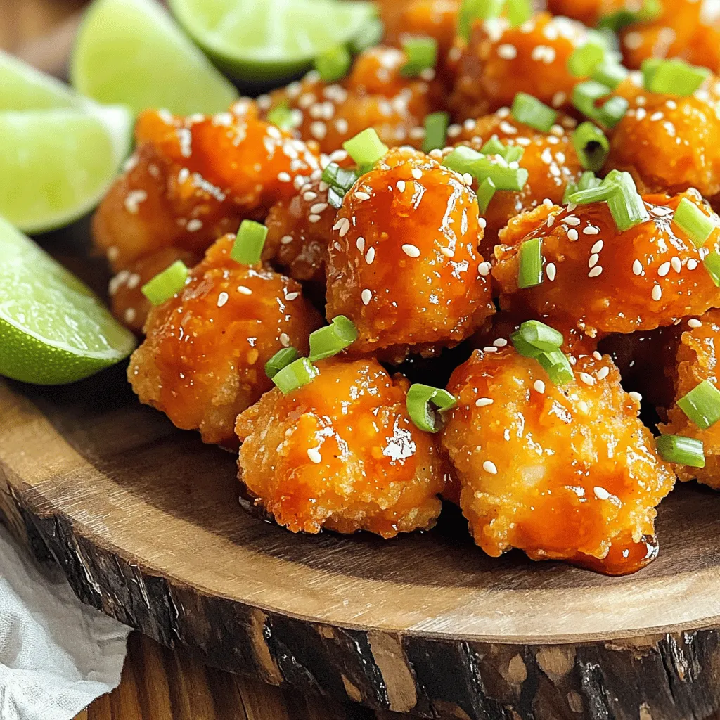 - 1 lb (450g) boneless chicken thighs, cut into bite-sized pieces - 1 cup cornstarch - 1 teaspoon garlic powder - 1 teaspoon onion powder - 1/2 teaspoon salt - 1/2 teaspoon black pepper - 1/2 cup all-purpose flour - 2 large eggs, beaten - Vegetable oil, for frying The chicken thighs bring a juicy and tender bite. They fry up well and soak up flavors nicely. The cornstarch creates that crispy coating we all love. Garlic and onion powder add a depth of flavor. The eggs help the coating stick, creating a perfect crunch. - 1/2 cup sweet chili sauce - 1 tablespoon soy sauce - 1 tablespoon rice vinegar - 1 teaspoon grated fresh ginger - 1 teaspoon minced garlic - 1 teaspoon sesame oil This sauce is the star of the dish. Sweet chili sauce adds that signature sweetness. Soy sauce gives a savory punch. Rice vinegar adds tang, while ginger and garlic bring freshness. Sesame oil rounds out the flavor with a nutty note. - 1 tablespoon chopped green onions Green onions add a fresh touch and a pop of color. They make your dish look fancy and inviting. You can also sprinkle sesame seeds or serve lime wedges on the side. These extras can enhance the dish even more. To start, grab a large bowl. Mix together cornstarch, garlic powder, onion powder, salt, and pepper. This mix gives the chicken flavor and crunch. Cut the boneless chicken thighs into bite-sized pieces. Toss these pieces in the cornstarch mix until they are well coated. This step is key for that crispy texture. Next, set up your breading station. Use three bowls. In the first bowl, place the flour. In the second bowl, beat the two large eggs. You want them fluffy. Now, take the coated chicken pieces. First, dip each piece into the flour, shaking off any extra flour. Then, dip it into the beaten eggs to coat it well. This double dip helps create a thick, crunchy crust. Now, heat vegetable oil in a deep pan or wok. Use about 2 inches of oil and set the heat to medium-high. You want the oil to reach 350°F (175°C). Carefully add the breaded chicken pieces in batches. Do not overcrowd the pan, or they won't fry well. Fry the chicken for 4-5 minutes until they turn golden brown and crispy. When done, remove them and place them on a paper towel-lined plate to drain excess oil. In a small saucepan, combine sweet chili sauce, soy sauce, rice vinegar, grated fresh ginger, minced garlic, and sesame oil. Cook this mix over medium heat. Stir often for about 2-3 minutes until everything heats through. This sauce is sweet and tangy, perfect for the chicken. Once all the chicken is fried, add it to a large mixing bowl. Pour the sweet chili sauce over the chicken. Toss gently to coat each piece evenly. This step adds flavor and keeps the chicken moist. Transfer the crispy sweet chili chicken to a serving platter. For a nice touch, sprinkle chopped green onions on top for garnish. You can also serve it with steamed rice and pickled vegetables. This adds color and flavor to your meal. Enjoy your homemade crispy sweet chili chicken! To get that perfect crispiness, start with dry chicken. Pat the pieces with paper towels. The less moisture, the better. Use cornstarch as your main coating. It creates a light, crispy texture. After coating, let the chicken sit for a few minutes. This helps the coating stick. Fry in small batches. Overcrowding the pan leads to soggy chicken. Fry until golden brown, usually about 4-5 minutes. Keep a close eye on the oil temperature. Too hot can burn the coating, while too cool makes it greasy. Choose an oil with a high smoke point. Good options are vegetable oil or canola oil. These oils can handle the heat needed for frying. Olive oil is not ideal for frying at high heat. It can burn and give off a bad taste. Make sure your oil is deep enough to cover the chicken pieces. About 2 inches is perfect. This ensures even cooking all around. For extra flavor, marinate the chicken before coating. Use a simple mix of soy sauce and garlic. Let the chicken sit in the marinade for at least 30 minutes. This adds depth to the dish. You can also add ginger or sesame oil for more flavor. If you are short on time, even a quick 10-minute soak helps. Just make sure to drain the chicken well before coating. This keeps the coating crispy. {{image_2}} Want to add some fire to your dish? You can make a spicy version of crispy sweet chili chicken. Start by mixing in some red pepper flakes or chili paste into your sweet chili sauce. Adjust the amount based on how much heat you like. You can also sprinkle some cayenne pepper on the chicken before frying. This will give your dish an extra kick. It’s perfect for those who enjoy bold flavors and a little spice in their life. Making your own sweet chili sauce is easy and fun! Here’s a simple recipe you can try: - 1/2 cup sweet chili sauce - 1 tablespoon soy sauce - 1 tablespoon rice vinegar - 1 teaspoon grated fresh ginger - 1 teaspoon minced garlic - 1 teaspoon sesame oil Combine all the ingredients in a small saucepan. Heat over medium. Stir often for 2-3 minutes until it's warm. This sauce is great for dipping and drizzling over your chicken. It adds a fresh taste that store-bought sauces can’t match. If you want to switch things up, try different proteins. You can use shrimp instead of chicken for a seafood twist. Just make sure to cook the shrimp until they turn pink and opaque. You can also use tofu for a plant-based option. Press the tofu to remove extra moisture, then cut it into cubes. Coat the tofu just like the chicken. This way, it will soak up all the flavors and become just as crispy. You can enjoy the same great taste while exploring new flavors. To keep your crispy sweet chili chicken fresh, store it in an airtight container. Allow the chicken to cool to room temperature first. Place the cooled chicken in the container and refrigerate. Use the leftovers within 3 days for the best taste and texture. When ready to eat, reheat in the oven for best results. Preheat your oven to 375°F (190°C). Spread the chicken on a baking sheet. Bake for about 10-15 minutes until heated through and crispy. You can also reheat in a skillet over medium heat. Just add a bit of oil and stir occasionally until hot. If you want to freeze the chicken, do it before adding the sauce. Place the cooled, fried chicken in a freezer-safe bag. Remove as much air as possible. Label the bag with the date and freeze for up to 3 months. To eat, thaw in the fridge overnight. Reheat as mentioned above for a crispy finish. To make the chicken less greasy, use a wire rack after frying. Place the fried chicken on the rack instead of paper towels. This lets excess oil drip away. You can also fry at a higher heat. This helps the chicken cook faster, reducing oil absorption. Yes, you can use chicken breasts. Thighs have more fat, giving a juicier taste. Breasts are leaner but still work well. Just ensure they are cut into similar-sized pieces for even cooking. You can serve it with several sides. Steamed rice pairs well, soaking up the sauce. Fried rice adds flavor and texture. Fresh vegetables, like broccoli or snap peas, give a nice crunch. You can also add pickled veggies for extra zing. To make sweet chili sauce, mix a few simple ingredients. Combine 1/2 cup sweet chili sauce with 1 tablespoon soy sauce, 1 tablespoon rice vinegar, 1 teaspoon grated ginger, and 1 teaspoon minced garlic. Heat this over medium heat for 2-3 minutes. Stir often until warm and fragrant. To keep leftovers crispy, store them in a single layer. Use a wire rack to allow air to circulate. Avoid covering them tightly, as this traps moisture. Reheat in an oven at 375°F (190°C) for about 10 minutes before serving. This helps regain that crispiness. You now know how to make crispy sweet chili chicken. We covered essential ingredients, from chicken to sauce. The step-by-step guide helped you cook perfectly fried chicken and a tasty sauce. You learned tips for crispiness and marinating. We discussed variations for different tastes and how to store leftovers. Keep this recipe handy for great meals. Enjoy making and sharing it with others. Your cooking will shine with these simple steps!