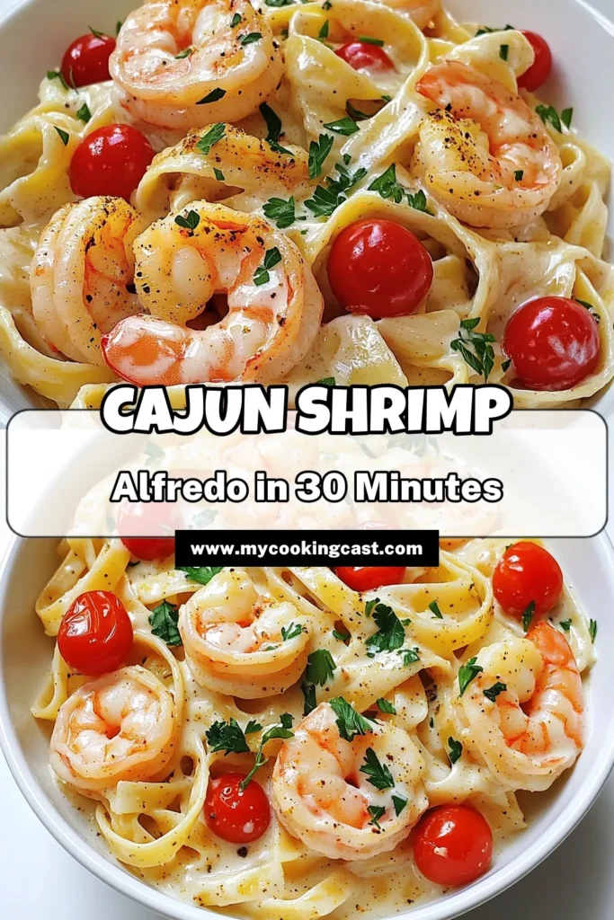 Savor the rich flavors of Creamy Cajun Shrimp Alfredo with this easy recipe! Perfect for a cozy dinner, this dish features succulent shrimp, fettuccine pasta, and a luscious creamy sauce that's spiced to perfection. Impress your family and friends with this one-pot meal that's ready in just 30 minutes. Ready to dive in? Click through to discover the simple steps and make this delicious recipe tonight! #CajunShrimp #AlfredoPasta #EasyRecipes #DinnerIdeas