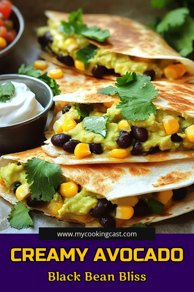 Indulge in the deliciousness of Avocado Black Bean Quesadillas that are perfect for any meal! This easy recipe combines creamy avocados, hearty black beans, and melty cheese for a satisfying twist on a classic favorite. Ready in just 30 minutes, these quesadillas are ideal for a quick weeknight dinner or a tasty snack. Click through for the full recipe and add a burst of flavor to your kitchen today! #AvocadoRecipes #Quesadilla #HealthyEating #VegetarianDish