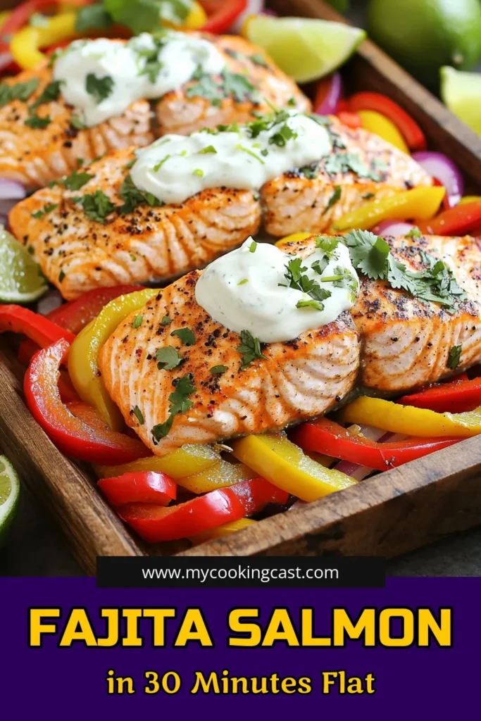 Get ready to delight your taste buds with this easy sheet-pan fajita salmon recipe! Perfectly seasoned salmon fillets are combined with colorful peppers and onions, all roasted to perfection and topped with a zesty lime crema. It’s a quick, healthy meal that’s packed with flavor, making it ideal for busy weeknights. Click through to discover the step-by-step recipe and bring exciting flavors to your dinner table today!