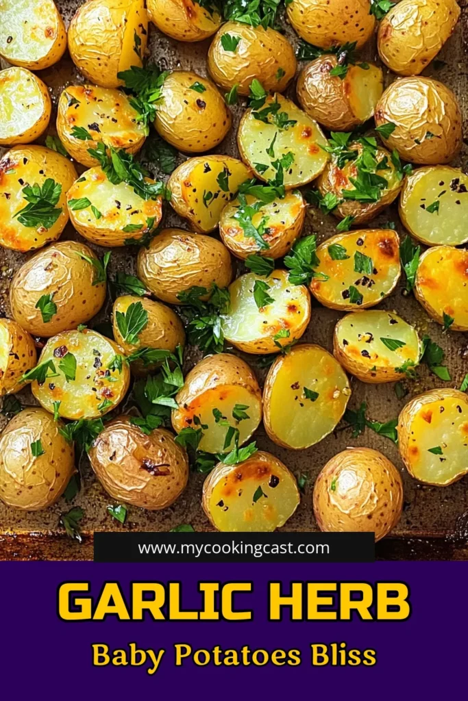 Elevate your meals with these Garlic Herb Roasted Baby Potatoes, bursting with flavor and easy to make! This recipe combines tender baby potatoes with garlic, rosemary, and thyme for a perfect side dish. It's simple enough for weeknight dinners yet fancy enough for special occasions. Click through for the full recipe and tips on how to achieve the perfect roast. Don’t miss out on this delicious addition to your table! #RoastedPotatoes #GarlicHerb #SideDishRecipes #CookingIdeas