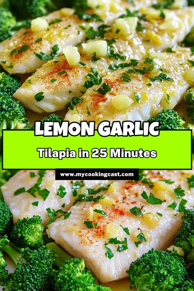 Discover the burst of flavors in this Zesty Lemon Garlic Tilapia & Broccoli Delight! This easy recipe combines tender tilapia fillets with vibrant broccoli, all bathed in a tangy garlic-lemon marinade. Perfect for a quick weeknight dinner, it takes just 25 minutes to prepare. Click to explore how to make this delicious dish and elevate your meal routine today! #TilapiaRecipe #HealthyEating #DinnerInspiration #QuickMeals