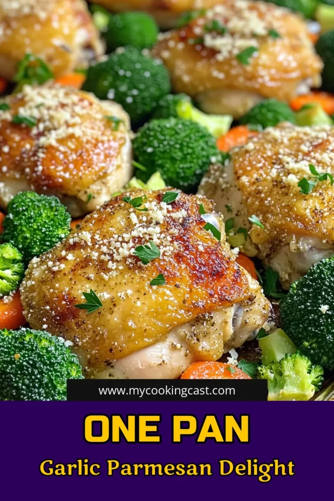 Looking for a quick and delicious dinner idea? Try this Savory Sheet Pan Garlic Parmesan Chicken & Veggies recipe! With juicy chicken thighs, vibrant veggies, and a flavorful garlic-parmesan marinade, this meal is easy to prepare and packed with taste. Just one pan means minimal cleanup too! Click through to explore this delightful recipe and impress your family tonight! #SheetPanRecipes #GarlicParmesan #EasyDinners #HealthyEating