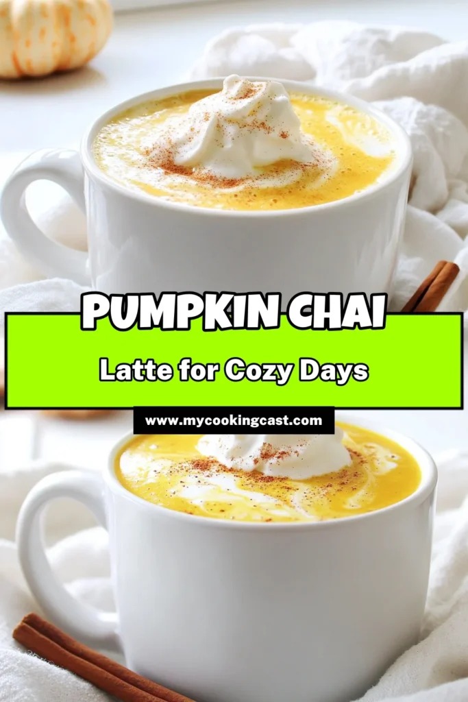 Cozy up with a delicious Cozy Pumpkin Chai Protein Latte that's perfect for chilly days! This creamy and warm drink combines almond milk, chai tea, pumpkin puree, and protein powder for a nutritious boost. Enjoy the rich flavors of cinnamon, ginger, and nutmeg in every sip. Ready in just 15 minutes, it’s a must-try for fall fanatics. Click through for the full recipe and get ready to indulge! #PumpkinSpice #ChaiLatte #HealthyRecipes #FallDrinks
