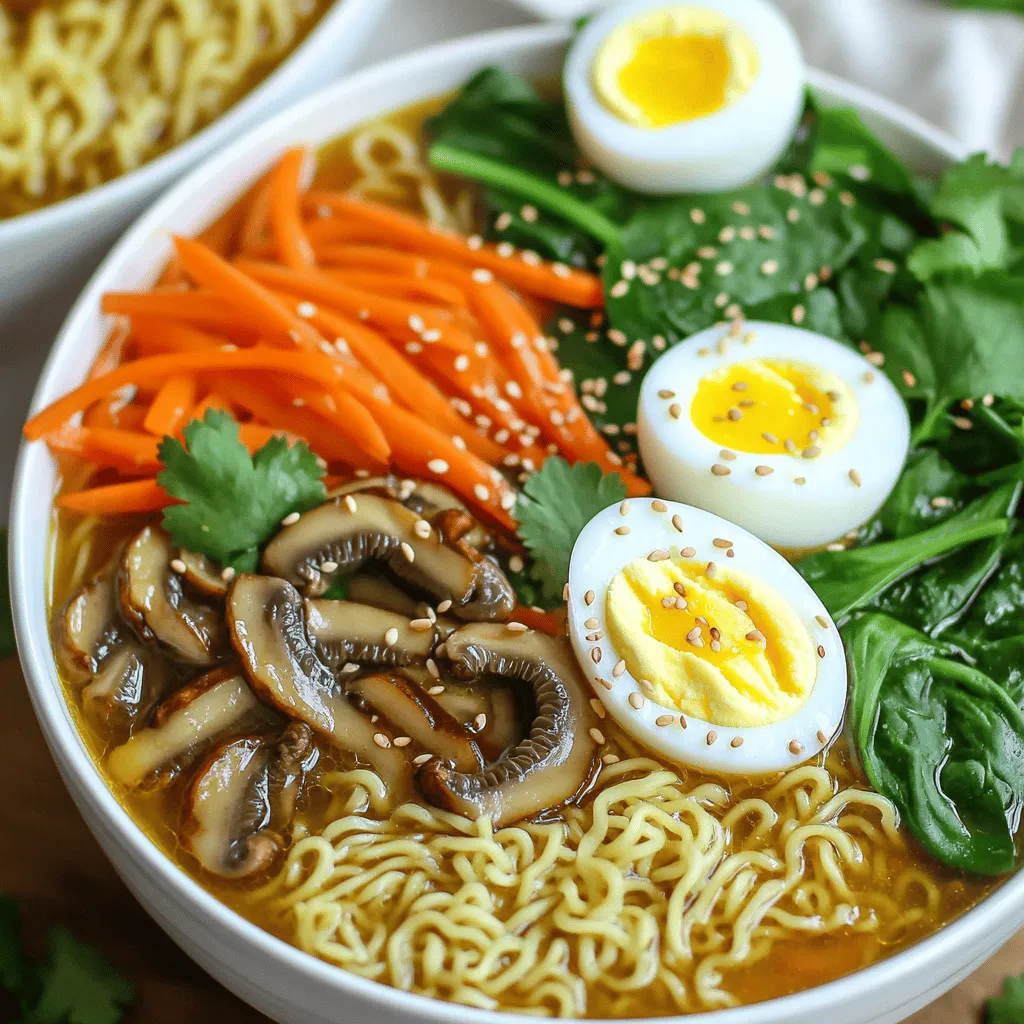 To make your Spicy Chili Crisp Ramen Bowls, gather these ingredients: - 2 packs of instant ramen noodles - 4 cups vegetable broth - 1 tablespoon soy sauce - 1 tablespoon chili crisp (adjust for heat preference) - 1 tablespoon sesame oil - 1 cup shiitake mushrooms, sliced - 1 cup baby spinach - 1 carrot, julienned - 2 green onions, chopped - 1 boiled egg, halved (optional for topping) - Sesame seeds for garnish - Fresh cilantro for garnish You can customize this dish easily. Swap the vegetable broth for chicken broth if you want a richer flavor. If you like more heat, add an extra tablespoon of chili crisp. Want a lighter meal? Use less soy sauce or try a low-sodium version. You can also mix in different vegetables like bell peppers or snap peas based on what you have at home. For the best flavors, I recommend specific brands. For instant ramen, I often use Nissin or Samyang. They provide great texture and taste. For chili crisp, look for Lao Gan Ma, which packs a punch. I suggest Kikkoman for soy sauce; it’s widely available and reliable. Use high-quality sesame oil like Kadoya for a rich, nutty flavor. To make Spicy Chili Crisp Ramen Bowls, start with a large pot. Bring 4 cups of vegetable broth to a boil over medium heat. This step creates a rich base for your ramen. Next, add 2 packs of instant ramen noodles. Cook these for about 3-4 minutes, or until they are tender. Keep an eye on them to avoid overcooking. In the last minute, toss in 1 cup of sliced shiitake mushrooms, 1 cup of baby spinach, and 1 julienned carrot. This mix adds flavor and texture. Let them soften while the noodles finish cooking. After the noodles and veggies are ready, drain the excess broth if you want a drier bowl. If you prefer soup, keep some broth. Now, stir in 1 tablespoon of soy sauce, 1 tablespoon of chili crisp, and 1 tablespoon of sesame oil. Mix well to spread the flavors evenly. Finally, ladle the ramen into bowls. Top with halved boiled eggs, chopped green onions, sesame seeds, and fresh cilantro for garnish. - Prep Time: 5 minutes - Cook Time: 10 minutes - Total Time: 15 minutes This quick cooking time makes it easy to enjoy a tasty meal on busy days. For a visual guide, check out this quick video on how to make Spicy Chili Crisp Ramen Bowls. It will show you every step in action, making it easier to follow along. Enjoy the process and have fun cooking! To make your ramen even better, add tasty toppings. Here are some ideas: - Soft Boiled Egg: This adds creaminess. Simply boil for six minutes. - Tofu: Cube firm tofu for extra protein. Sauté until golden. - Nori Sheets: Tear up seaweed for a nice crunch. - Pickled Ginger: Add a tangy bite that works well with spice. - Chili Oil: Drizzle more for a bold kick. These toppings bring new layers of flavor. Mix and match to find your favorite combo! Cooking noodles well is key. Follow these tips: - Don’t Overcook: Instant ramen cooks fast. Check the time on the package. - Use Plenty of Water: This helps noodles cook evenly and prevents sticking. - Stir Gently: Stir the noodles a bit while cooking. This keeps them from clumping. - Rinse with Cold Water: If you plan to store leftovers, rinse noodles to stop cooking. Perfect noodles make all the difference in your ramen bowl. Spice is fun, but it should fit your taste. Here’s how to adjust: - Start Small: If you’re new to spice, use less chili crisp at first. - Taste as You Go: After mixing in the chili crisp, taste your ramen. Add more if you want it hotter. - Cooling Ingredients: Add ingredients like avocado or yogurt to balance heat. - Serve with Lime: A squeeze of lime cuts through spice and adds freshness. Play with the heat until it’s just right for you. Enjoy your spicy chili crisp ramen! {{image_2}} You can easily make this dish vegetarian or vegan. Simply skip the boiled egg and use vegetable broth. This keeps the Ramen flavorful and fresh. Also, check your chili crisp. Some brands use fish sauce. Choose a vegan option to keep it plant-based. For a gluten-free version, swap out the instant ramen for gluten-free noodles. Many brands offer rice or buckwheat noodles. Always check the labels to be sure they are gluten-free. This way, you can still enjoy the spicy chili crisp taste without any worries. Feel free to add seasonal vegetables. Zucchini, bell peppers, or snap peas work great. Just chop them up and add them in during the last minute of cooking. This not only boosts flavor but also adds color and nutrients to your bowl. Be creative with what you have on hand! Store any leftovers in an airtight container. Make sure to cool the ramen to room temperature first. If you have extra broth, keep it separate. This keeps the noodles from getting too soft. You can store leftovers in the fridge for up to three days. To reheat, add the ramen to a pot. You can also use a microwave. If using a pot, add a splash of broth or water. Heat on low until warm. Stir gently to mix flavors. If using a microwave, cover the bowl and heat in short bursts. Check every 30 seconds to avoid overcooking. You can freeze Spicy Chili Crisp Ramen, but it's best to freeze the noodles and broth separately. Place them in freezer-safe bags. Be sure to label them with the date. They can last up to three months in the freezer. When ready to eat, thaw in the fridge overnight. Then reheat as explained above. This way, you keep the best flavor and texture. To make your ramen less spicy, you can adjust the chili crisp amount. Start with half a tablespoon instead of a full one. You can also add more broth to dilute the heat. Adding sugar can help balance the spice too. Try topping your bowl with a dollop of sour cream or yogurt. These will cool down the heat nicely. Yes, you can use homemade broth in this recipe. Chicken or beef broth adds great flavor if you prefer. Just make sure it’s well-seasoned. A good broth will enhance the taste of the noodles. If you use homemade broth, adjust the salt in your recipe as needed. This ensures your ramen stays balanced. The best noodles for ramen are fresh or dried egg noodles. They have a great texture and soak up flavors well. Instant ramen noodles are quick and easy, perfect for this dish. You can also try udon or soba noodles for a fun twist. Each type of noodle brings its own charm to your bowl. This blog post covered key aspects of making Spicy Chili Crisp Ramen. We reviewed ingredients, tips for customizing flavors, and cooking steps in detail. I also included variations for different diets and handy storage tips. Remember, adjust spices and toppings to fit your taste. Always choose good quality ingredients for the best results. With these insights, you can create a delicious ramen dish that suits your needs and preferences. Enjoy your cooking!
